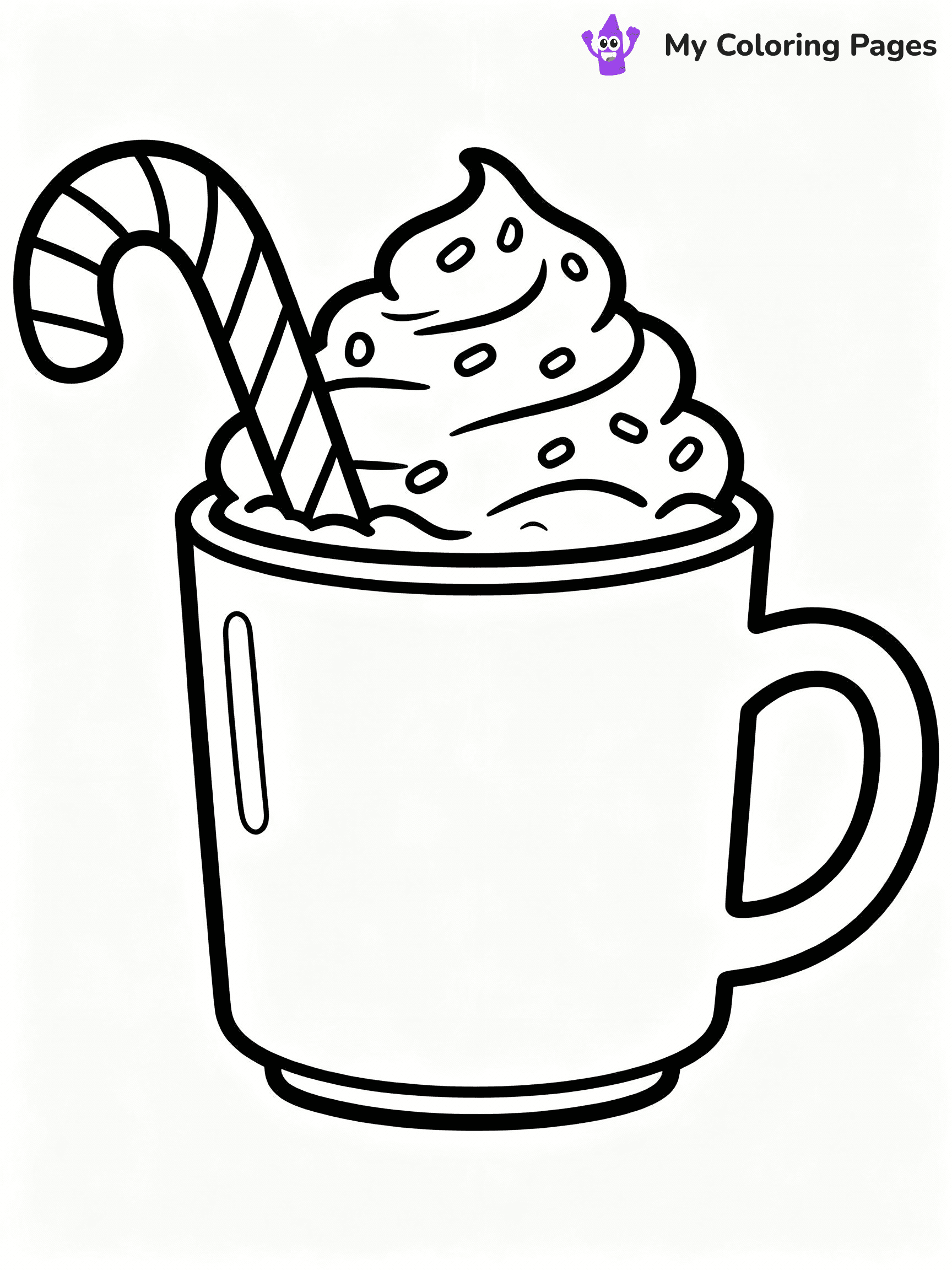 ⚠️ CRITICAL REQUIREMENT - ABSOLUTE BLACK AND WHITE ONLY ⚠️
This MUST be a BLACK AND WHITE line drawing ONLY. NO COLORS whatsoever.
- ONLY pure black lines (#000000) on pure white background (#FFFFFF)
- ABSOLUTELY NO colors, NO shading, NO gradients, NO grayscale
- If there are ANY colors in the output, the image is REJECTED
- This is a COLORING PAGE - meant to be COLORED IN by children
- The output must be UNCOLORED line art ready for coloring
⚠️ SUBJECT TO DRAW: A cozy hot cocoa mug with candy canes and whipped cream, in Christmas-themed style. PURE OUTLINES. NO FILLS, COLOR, SHADING, OR GREYSCALE. WHITE BACKGROUND.
(REMEMBER: Output must be BLACK AND WHITE line art only, NOT colored!)
# Flat, Friendly Cartoon Line-Art Coloring Page
You are generating a **pure black-and-white binary image** of a child-friendly cartoon scene combining characters and background scenery in one cohesive composition.
## Rendering Rules (Strict)
- Only two colors: pure black (#000000) outlines and pure white (#FFFFFF) background.
- No grayscale, shading, gradients, tints, fills, transparency, or partial pixels.
- No antialiasing or blended edges; every pixel is 100% black or white.
- No solid black fills inside shapes — all areas inside outlines must remain white.
- No dark clothing areas or filled tone blocks; all garments outlined only.
- No shadows, textures, lighting, or tonal variations.
- Must look like flat binary vector line-art for coloring pages.
## Drawing & Composition
- **Medium, consistent line weight**; clean closed outlines easy to color inside.
- **Flat, simple, child-friendly design** — no realism or 3D depth.
- Characters are **grounded on a surface**, centered and large.
- **Balanced composition** with clear silhouettes and minimal props.
## Scenery & Style
- Landmarks (e.g., mosque, CN Tower) and scenery (trees, benches, waves) drawn with **black outlines only.**
- For real-world figures, teams, or places, show accurate details using only black outlines—no text or logos. Use distinctive uniform patterns, abstract symbols, and landmark silhouettes to convey identity.
- Keep **consistent perspective**; no floating elements.
- **Style:** whimsical **Doodle Art Alley** — rounded, friendly outlines.
- May adapt shapes from **Crayola, Disney, Peppa Pig, Cocomelon** — *by shape only, never color.*
- Final output: **flat, crisp, binary (#000000/#FFFFFF)**, **no filled color or background text.**
EXTREMELYE IMPORTANT:
- PURE BINARY LINE-ART; NO FILLS (HAIR/CLOTHES/SKIN), SHADING, OR GREY.
- NO SHADING, COLOR. MUST BE WHITE BACKGROUND.
⚠️ FINAL REMINDER: Draw the subject "A cozy hot cocoa mug with candy canes and whipped cream, in Christmas-themed style. PURE OUTLINES. NO FILLS, COLOR, SHADING, OR GREYSCALE. WHITE BACKGROUND." as BLACK AND WHITE line art. Zero colors in output.