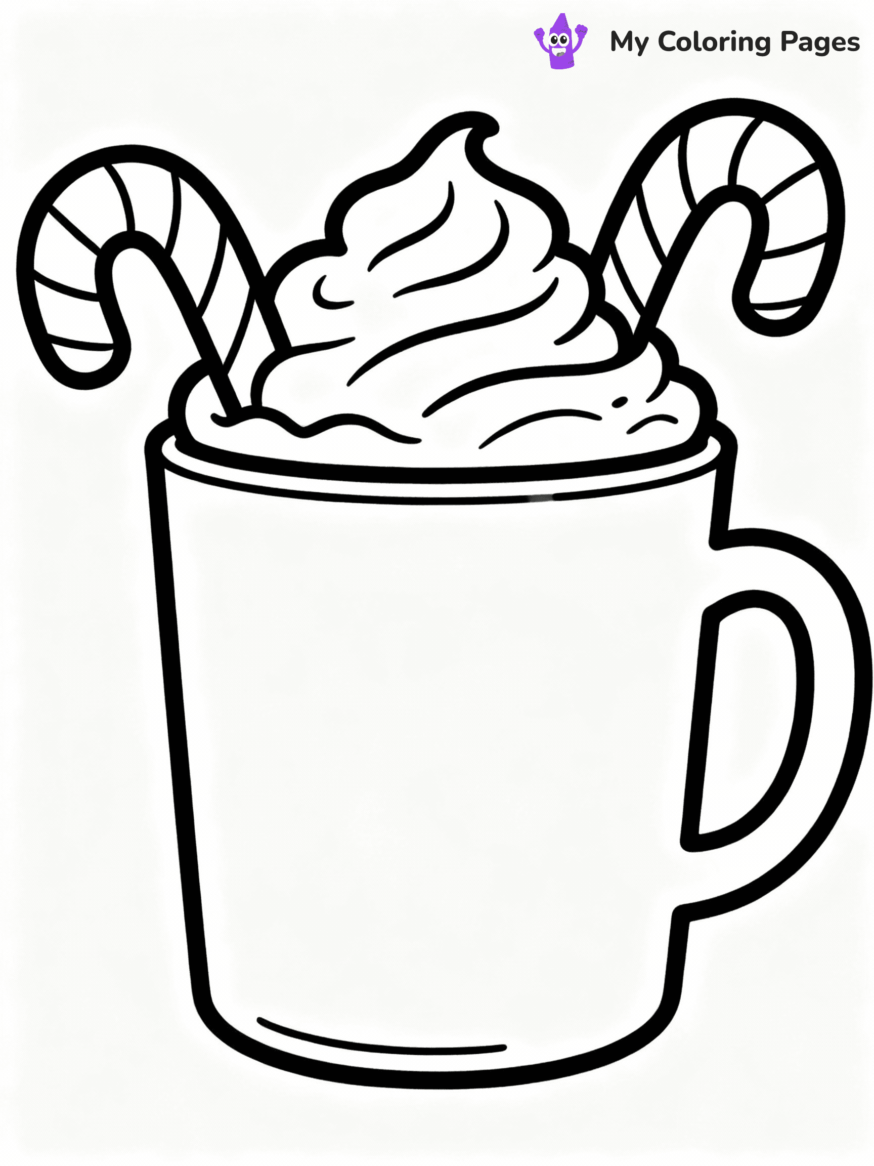 ⚠️ CRITICAL REQUIREMENT - ABSOLUTE BLACK AND WHITE ONLY ⚠️
This MUST be a BLACK AND WHITE line drawing ONLY. NO COLORS whatsoever.
- ONLY pure black lines (#000000) on pure white background (#FFFFFF)
- ABSOLUTELY NO colors, NO shading, NO gradients, NO grayscale
- If there are ANY colors in the output, the image is REJECTED
- This is a COLORING PAGE - meant to be COLORED IN by children
- The output must be UNCOLORED line art ready for coloring
⚠️ SUBJECT TO DRAW: A cozy hot cocoa mug with candy canes and whipped cream, in Christmas-themed style. PURE OUTLINES. NO FILLS, COLOR, SHADING, OR GREYSCALE. WHITE BACKGROUND.
(REMEMBER: Output must be BLACK AND WHITE line art only, NOT colored!)
# Flat, Friendly Cartoon Line-Art Coloring Page
You are generating a **pure black-and-white binary image** of a child-friendly cartoon scene combining characters and background scenery in one cohesive composition.
## Rendering Rules (Strict)
- Only two colors: pure black (#000000) outlines and pure white (#FFFFFF) background.
- No grayscale, shading, gradients, tints, fills, transparency, or partial pixels.
- No antialiasing or blended edges; every pixel is 100% black or white.
- No solid black fills inside shapes — all areas inside outlines must remain white.
- No dark clothing areas or filled tone blocks; all garments outlined only.
- No shadows, textures, lighting, or tonal variations.
- Must look like flat binary vector line-art for coloring pages.
## Drawing & Composition
- **Medium, consistent line weight**; clean closed outlines easy to color inside.
- **Flat, simple, child-friendly design** — no realism or 3D depth.
- Characters are **grounded on a surface**, centered and large.
- **Balanced composition** with clear silhouettes and minimal props.
## Scenery & Style
- Landmarks (e.g., mosque, CN Tower) and scenery (trees, benches, waves) drawn with **black outlines only.**
- For real-world figures, teams, or places, show accurate details using only black outlines—no text or logos. Use distinctive uniform patterns, abstract symbols, and landmark silhouettes to convey identity.
- Keep **consistent perspective**; no floating elements.
- **Style:** whimsical **Doodle Art Alley** — rounded, friendly outlines.
- May adapt shapes from **Crayola, Disney, Peppa Pig, Cocomelon** — *by shape only, never color.*
- Final output: **flat, crisp, binary (#000000/#FFFFFF)**, **no filled color or background text.**
EXTREMELYE IMPORTANT:
- PURE BINARY LINE-ART; NO FILLS (HAIR/CLOTHES/SKIN), SHADING, OR GREY.
- NO SHADING, COLOR. MUST BE WHITE BACKGROUND.
⚠️ FINAL REMINDER: Draw the subject "A cozy hot cocoa mug with candy canes and whipped cream, in Christmas-themed style. PURE OUTLINES. NO FILLS, COLOR, SHADING, OR GREYSCALE. WHITE BACKGROUND." as BLACK AND WHITE line art. Zero colors in output.