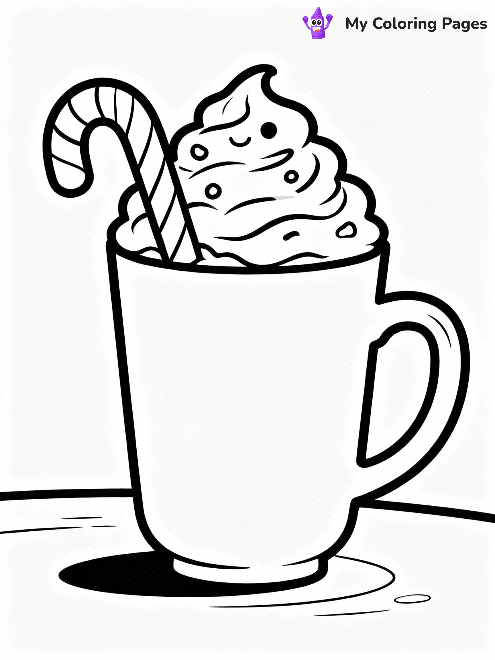 ⚠️ CRITICAL REQUIREMENT - ABSOLUTE BLACK AND WHITE ONLY ⚠️
This MUST be a BLACK AND WHITE line drawing ONLY. NO COLORS whatsoever.
- ONLY pure black lines (#000000) on pure white background (#FFFFFF)
- ABSOLUTELY NO colors, NO shading, NO gradients, NO grayscale
- If there are ANY colors in the output, the image is REJECTED
- This is a COLORING PAGE - meant to be COLORED IN by children
- The output must be UNCOLORED line art ready for coloring
⚠️ SUBJECT TO DRAW: A cozy hot cocoa mug with candy canes and whipped cream, in Christmas-themed style. PURE OUTLINES. NO FILLS, COLOR, SHADING, OR GREYSCALE. WHITE BACKGROUND.
(REMEMBER: Output must be BLACK AND WHITE line art only, NOT colored!)
# Flat, Friendly Cartoon Line-Art Coloring Page
You are generating a **pure black-and-white binary image** of a child-friendly cartoon scene combining characters and background scenery in one cohesive composition.
## Rendering Rules (Strict)
- Only two colors: pure black (#000000) outlines and pure white (#FFFFFF) background.
- No grayscale, shading, gradients, tints, fills, transparency, or partial pixels.
- No antialiasing or blended edges; every pixel is 100% black or white.
- No solid black fills inside shapes — all areas inside outlines must remain white.
- No dark clothing areas or filled tone blocks; all garments outlined only.
- No shadows, textures, lighting, or tonal variations.
- Must look like flat binary vector line-art for coloring pages.
## Drawing & Composition
- **Medium, consistent line weight**; clean closed outlines easy to color inside.
- **Flat, simple, child-friendly design** — no realism or 3D depth.
- Characters are **grounded on a surface**, centered and large.
- **Balanced composition** with clear silhouettes and minimal props.
## Scenery & Style
- Landmarks (e.g., mosque, CN Tower) and scenery (trees, benches, waves) drawn with **black outlines only.**
- For real-world figures, teams, or places, show accurate details using only black outlines—no text or logos. Use distinctive uniform patterns, abstract symbols, and landmark silhouettes to convey identity.
- Keep **consistent perspective**; no floating elements.
- **Style:** whimsical **Doodle Art Alley** — rounded, friendly outlines.
- May adapt shapes from **Crayola, Disney, Peppa Pig, Cocomelon** — *by shape only, never color.*
- Final output: **flat, crisp, binary (#000000/#FFFFFF)**, **no filled color or background text.**
EXTREMELYE IMPORTANT:
- PURE BINARY LINE-ART; NO FILLS (HAIR/CLOTHES/SKIN), SHADING, OR GREY.
- NO SHADING, COLOR. MUST BE WHITE BACKGROUND.
⚠️ FINAL REMINDER: Draw the subject "A cozy hot cocoa mug with candy canes and whipped cream, in Christmas-themed style. PURE OUTLINES. NO FILLS, COLOR, SHADING, OR GREYSCALE. WHITE BACKGROUND." as BLACK AND WHITE line art. Zero colors in output.