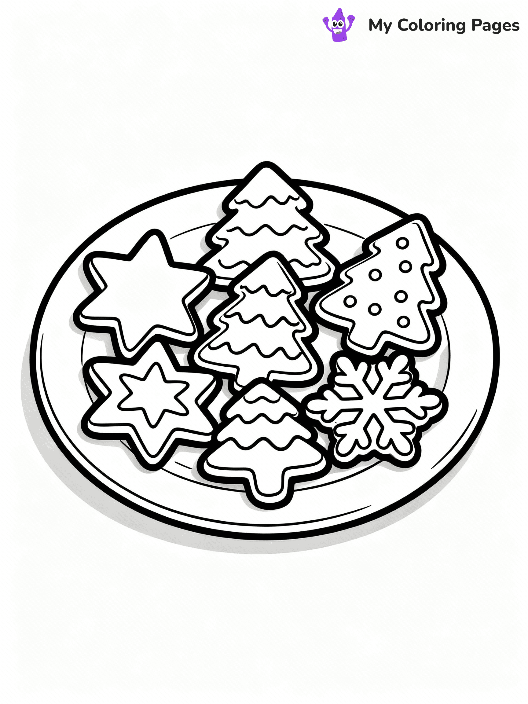 ⚠️ CRITICAL REQUIREMENT - ABSOLUTE BLACK AND WHITE ONLY ⚠️
This MUST be a BLACK AND WHITE line drawing ONLY. NO COLORS whatsoever.
- ONLY pure black lines (#000000) on pure white background (#FFFFFF)
- ABSOLUTELY NO colors, NO shading, NO gradients, NO grayscale
- If there are ANY colors in the output, the image is REJECTED
- This is a COLORING PAGE - meant to be COLORED IN by children
- The output must be UNCOLORED line art ready for coloring
⚠️ SUBJECT TO DRAW: A plate of gingerbread cookies arranged in holiday shapes, in Christmas-themed style. PURE OUTLINES. NO FILLS, COLOR, SHADING, OR GREYSCALE. WHITE BACKGROUND.
(REMEMBER: Output must be BLACK AND WHITE line art only, NOT colored!)
# Flat, Friendly Cartoon Line-Art Coloring Page
You are generating a **pure black-and-white binary image** of a child-friendly cartoon scene combining characters and background scenery in one cohesive composition.
## Rendering Rules (Strict)
- Only two colors: pure black (#000000) outlines and pure white (#FFFFFF) background.
- No grayscale, shading, gradients, tints, fills, transparency, or partial pixels.
- No antialiasing or blended edges; every pixel is 100% black or white.
- No solid black fills inside shapes — all areas inside outlines must remain white.
- No dark clothing areas or filled tone blocks; all garments outlined only.
- No shadows, textures, lighting, or tonal variations.
- Must look like flat binary vector line-art for coloring pages.
## Drawing & Composition
- **Medium, consistent line weight**; clean closed outlines easy to color inside.
- **Flat, simple, child-friendly design** — no realism or 3D depth.
- Characters are **grounded on a surface**, centered and large.
- **Balanced composition** with clear silhouettes and minimal props.
## Scenery & Style
- Landmarks (e.g., mosque, CN Tower) and scenery (trees, benches, waves) drawn with **black outlines only.**
- For real-world figures, teams, or places, show accurate details using only black outlines—no text or logos. Use distinctive uniform patterns, abstract symbols, and landmark silhouettes to convey identity.
- Keep **consistent perspective**; no floating elements.
- **Style:** whimsical **Doodle Art Alley** — rounded, friendly outlines.
- May adapt shapes from **Crayola, Disney, Peppa Pig, Cocomelon** — *by shape only, never color.*
- Final output: **flat, crisp, binary (#000000/#FFFFFF)**, **no filled color or background text.**
EXTREMELYE IMPORTANT:
- PURE BINARY LINE-ART; NO FILLS (HAIR/CLOTHES/SKIN), SHADING, OR GREY.
- NO SHADING, COLOR. MUST BE WHITE BACKGROUND.
⚠️ FINAL REMINDER: Draw the subject "A plate of gingerbread cookies arranged in holiday shapes, in Christmas-themed style. PURE OUTLINES. NO FILLS, COLOR, SHADING, OR GREYSCALE. WHITE BACKGROUND." as BLACK AND WHITE line art. Zero colors in output.