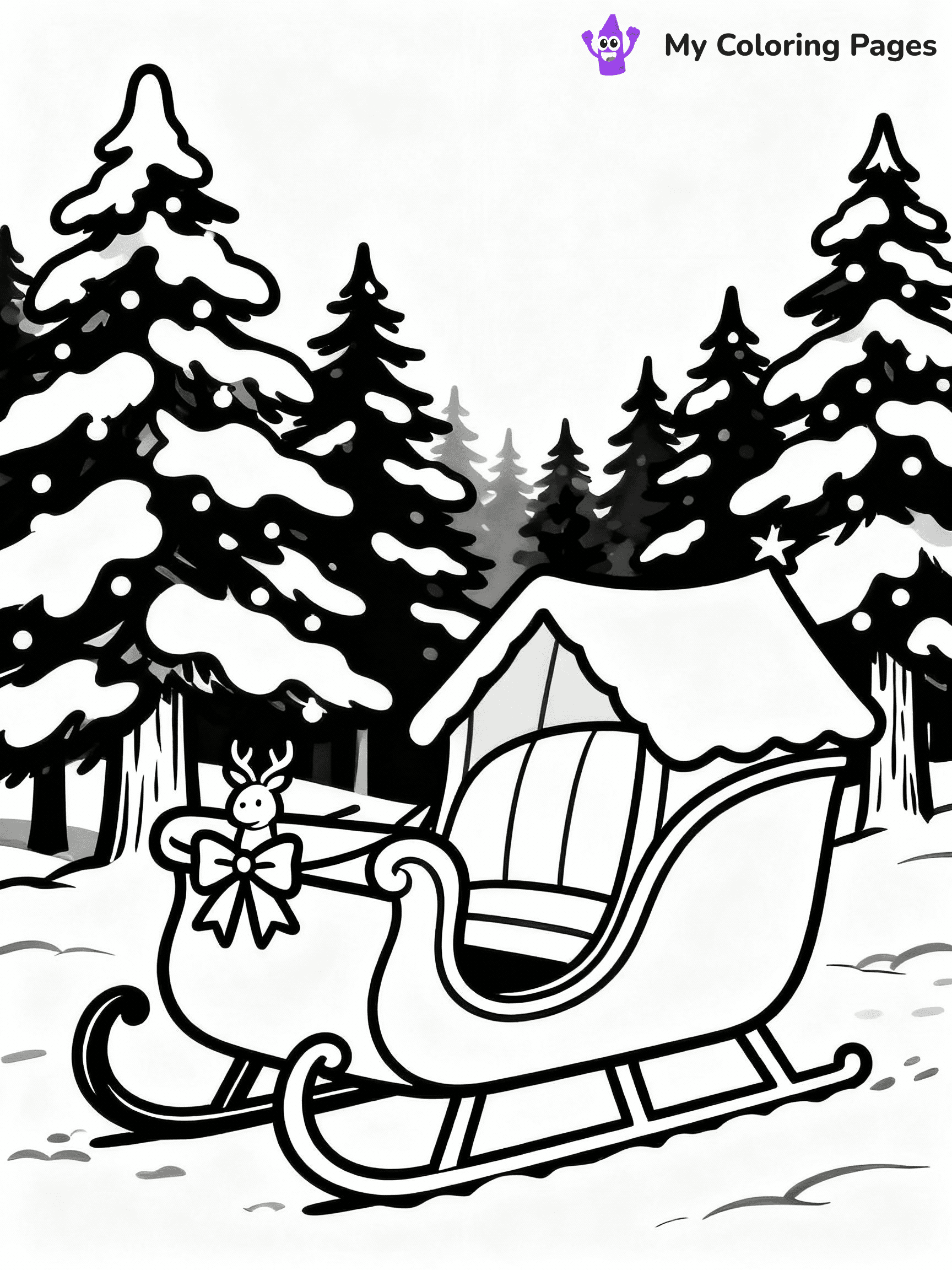 ⚠️ CRITICAL REQUIREMENT - ABSOLUTE BLACK AND WHITE ONLY ⚠️
This MUST be a BLACK AND WHITE line drawing ONLY. NO COLORS whatsoever.
- ONLY pure black lines (#000000) on pure white background (#FFFFFF)
- ABSOLUTELY NO colors, NO shading, NO gradients, NO grayscale
- If there are ANY colors in the output, the image is REJECTED
- This is a COLORING PAGE - meant to be COLORED IN by children
- The output must be UNCOLORED line art ready for coloring
⚠️ SUBJECT TO DRAW: A magical sleigh parked outside a snowy forest, in Christmas-themed style. PURE OUTLINES. NO FILLS, COLOR, SHADING, OR GREYSCALE. WHITE BACKGROUND.
(REMEMBER: Output must be BLACK AND WHITE line art only, NOT colored!)
# Flat, Friendly Cartoon Line-Art Coloring Page
You are generating a **pure black-and-white binary image** of a child-friendly cartoon scene combining characters and background scenery in one cohesive composition.
## Rendering Rules (Strict)
- Only two colors: pure black (#000000) outlines and pure white (#FFFFFF) background.
- No grayscale, shading, gradients, tints, fills, transparency, or partial pixels.
- No antialiasing or blended edges; every pixel is 100% black or white.
- No solid black fills inside shapes — all areas inside outlines must remain white.
- No dark clothing areas or filled tone blocks; all garments outlined only.
- No shadows, textures, lighting, or tonal variations.
- Must look like flat binary vector line-art for coloring pages.
## Drawing & Composition
- **Medium, consistent line weight**; clean closed outlines easy to color inside.
- **Flat, simple, child-friendly design** — no realism or 3D depth.
- Characters are **grounded on a surface**, centered and large.
- **Balanced composition** with clear silhouettes and minimal props.
## Scenery & Style
- Landmarks (e.g., mosque, CN Tower) and scenery (trees, benches, waves) drawn with **black outlines only.**
- For real-world figures, teams, or places, show accurate details using only black outlines—no text or logos. Use distinctive uniform patterns, abstract symbols, and landmark silhouettes to convey identity.
- Keep **consistent perspective**; no floating elements.
- **Style:** whimsical **Doodle Art Alley** — rounded, friendly outlines.
- May adapt shapes from **Crayola, Disney, Peppa Pig, Cocomelon** — *by shape only, never color.*
- Final output: **flat, crisp, binary (#000000/#FFFFFF)**, **no filled color or background text.**
EXTREMELYE IMPORTANT:
- PURE BINARY LINE-ART; NO FILLS (HAIR/CLOTHES/SKIN), SHADING, OR GREY.
- NO SHADING, COLOR. MUST BE WHITE BACKGROUND.
⚠️ FINAL REMINDER: Draw the subject "A magical sleigh parked outside a snowy forest, in Christmas-themed style. PURE OUTLINES. NO FILLS, COLOR, SHADING, OR GREYSCALE. WHITE BACKGROUND." as BLACK AND WHITE line art. Zero colors in output.