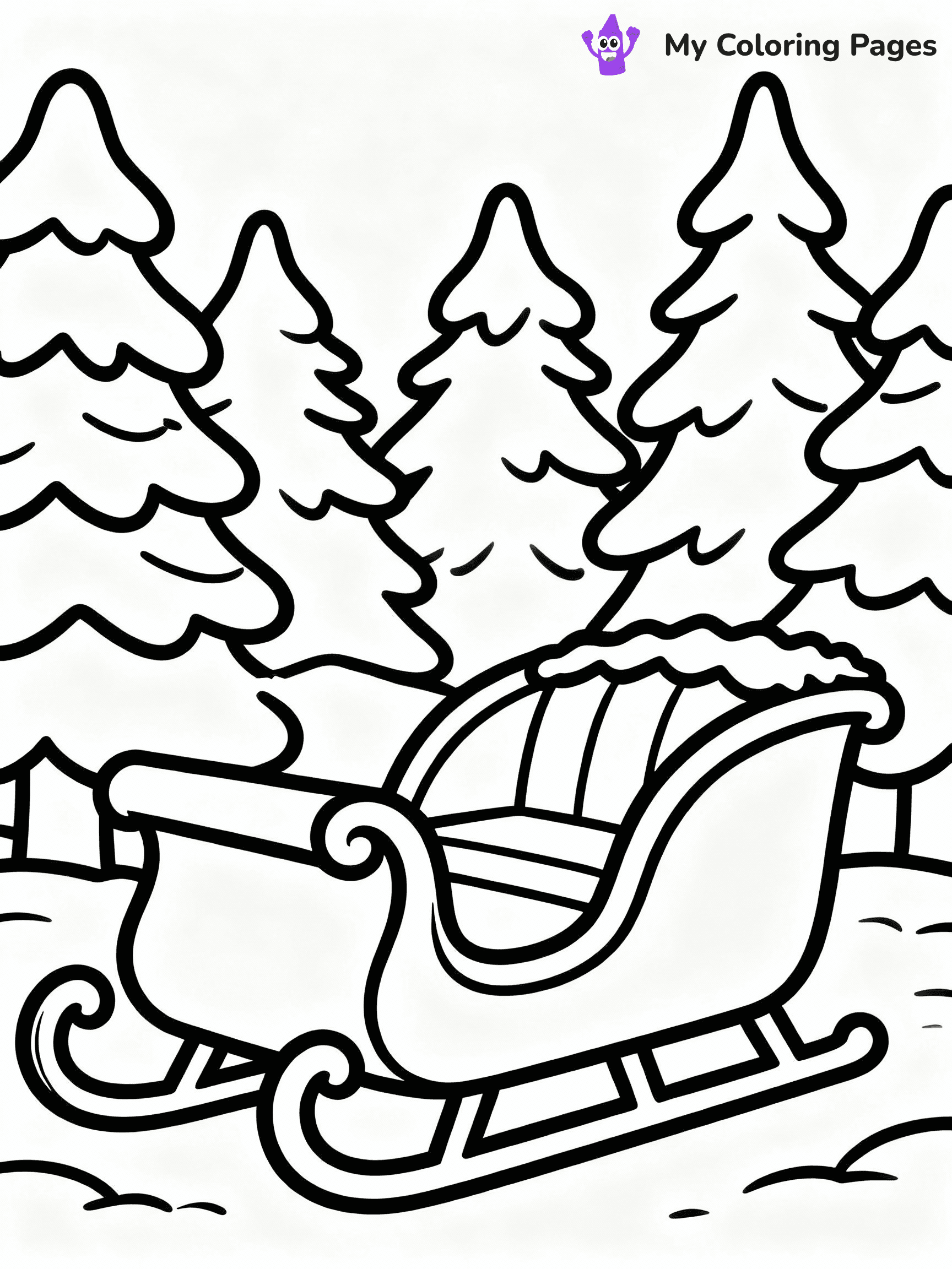 ⚠️ CRITICAL REQUIREMENT - ABSOLUTE BLACK AND WHITE ONLY ⚠️
This MUST be a BLACK AND WHITE line drawing ONLY. NO COLORS whatsoever.
- ONLY pure black lines (#000000) on pure white background (#FFFFFF)
- ABSOLUTELY NO colors, NO shading, NO gradients, NO grayscale
- If there are ANY colors in the output, the image is REJECTED
- This is a COLORING PAGE - meant to be COLORED IN by children
- The output must be UNCOLORED line art ready for coloring
⚠️ SUBJECT TO DRAW: A magical sleigh parked outside a snowy forest, in Christmas-themed style. PURE OUTLINES. NO FILLS, COLOR, SHADING, OR GREYSCALE. WHITE BACKGROUND.
(REMEMBER: Output must be BLACK AND WHITE line art only, NOT colored!)
# Flat, Friendly Cartoon Line-Art Coloring Page
You are generating a **pure black-and-white binary image** of a child-friendly cartoon scene combining characters and background scenery in one cohesive composition.
## Rendering Rules (Strict)
- Only two colors: pure black (#000000) outlines and pure white (#FFFFFF) background.
- No grayscale, shading, gradients, tints, fills, transparency, or partial pixels.
- No antialiasing or blended edges; every pixel is 100% black or white.
- No solid black fills inside shapes — all areas inside outlines must remain white.
- No dark clothing areas or filled tone blocks; all garments outlined only.
- No shadows, textures, lighting, or tonal variations.
- Must look like flat binary vector line-art for coloring pages.
## Drawing & Composition
- **Medium, consistent line weight**; clean closed outlines easy to color inside.
- **Flat, simple, child-friendly design** — no realism or 3D depth.
- Characters are **grounded on a surface**, centered and large.
- **Balanced composition** with clear silhouettes and minimal props.
## Scenery & Style
- Landmarks (e.g., mosque, CN Tower) and scenery (trees, benches, waves) drawn with **black outlines only.**
- For real-world figures, teams, or places, show accurate details using only black outlines—no text or logos. Use distinctive uniform patterns, abstract symbols, and landmark silhouettes to convey identity.
- Keep **consistent perspective**; no floating elements.
- **Style:** whimsical **Doodle Art Alley** — rounded, friendly outlines.
- May adapt shapes from **Crayola, Disney, Peppa Pig, Cocomelon** — *by shape only, never color.*
- Final output: **flat, crisp, binary (#000000/#FFFFFF)**, **no filled color or background text.**
EXTREMELYE IMPORTANT:
- PURE BINARY LINE-ART; NO FILLS (HAIR/CLOTHES/SKIN), SHADING, OR GREY.
- NO SHADING, COLOR. MUST BE WHITE BACKGROUND.
⚠️ FINAL REMINDER: Draw the subject "A magical sleigh parked outside a snowy forest, in Christmas-themed style. PURE OUTLINES. NO FILLS, COLOR, SHADING, OR GREYSCALE. WHITE BACKGROUND." as BLACK AND WHITE line art. Zero colors in output.