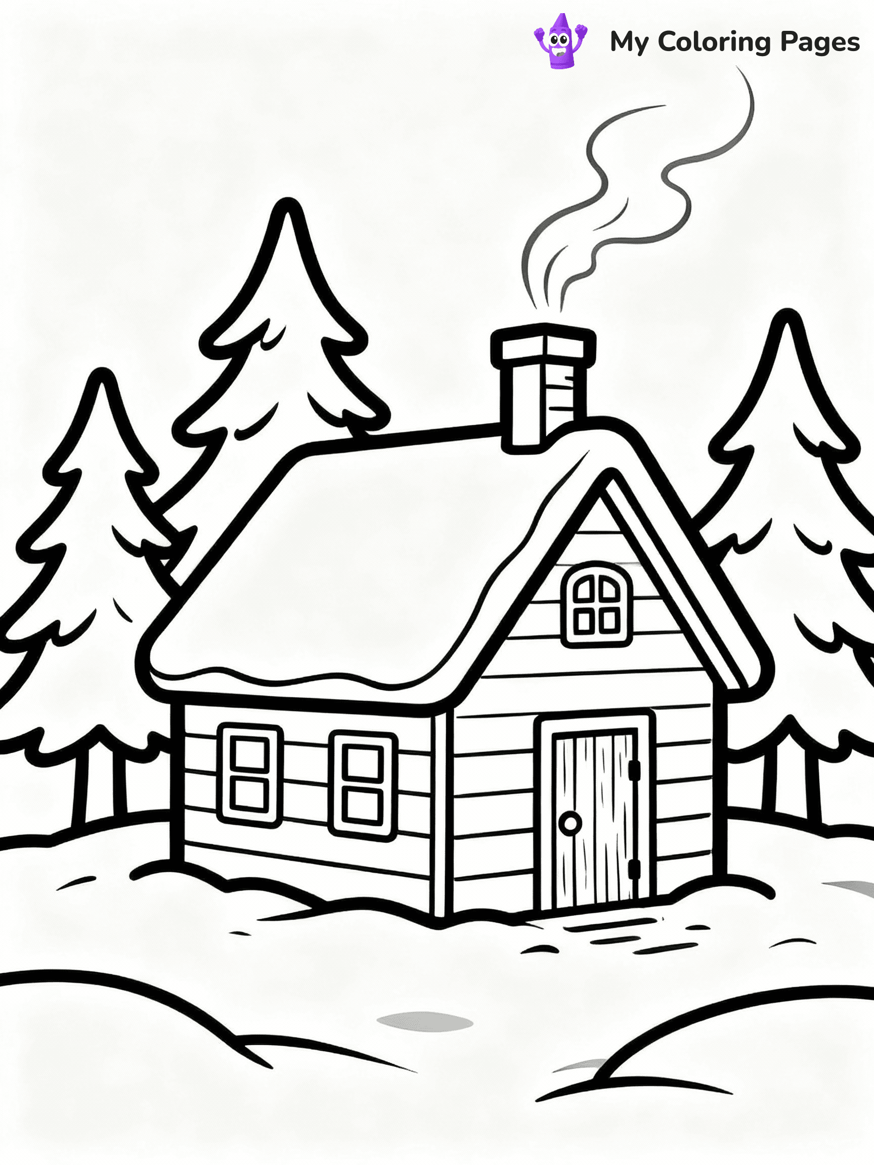 ⚠️ CRITICAL REQUIREMENT - ABSOLUTE BLACK AND WHITE ONLY ⚠️
This MUST be a BLACK AND WHITE line drawing ONLY. NO COLORS whatsoever.
- ONLY pure black lines (#000000) on pure white background (#FFFFFF)
- ABSOLUTELY NO colors, NO shading, NO gradients, NO grayscale
- If there are ANY colors in the output, the image is REJECTED
- This is a COLORING PAGE - meant to be COLORED IN by children
- The output must be UNCOLORED line art ready for coloring
⚠️ SUBJECT TO DRAW: A cozy winter cabin with smoke rising from the chimney, in Christmas-themed style. PURE OUTLINES. NO FILLS, COLOR, SHADING, OR GREYSCALE. WHITE BACKGROUND.
(REMEMBER: Output must be BLACK AND WHITE line art only, NOT colored!)
# Flat, Friendly Cartoon Line-Art Coloring Page
You are generating a **pure black-and-white binary image** of a child-friendly cartoon scene combining characters and background scenery in one cohesive composition.
## Rendering Rules (Strict)
- Only two colors: pure black (#000000) outlines and pure white (#FFFFFF) background.
- No grayscale, shading, gradients, tints, fills, transparency, or partial pixels.
- No antialiasing or blended edges; every pixel is 100% black or white.
- No solid black fills inside shapes — all areas inside outlines must remain white.
- No dark clothing areas or filled tone blocks; all garments outlined only.
- No shadows, textures, lighting, or tonal variations.
- Must look like flat binary vector line-art for coloring pages.
## Drawing & Composition
- **Medium, consistent line weight**; clean closed outlines easy to color inside.
- **Flat, simple, child-friendly design** — no realism or 3D depth.
- Characters are **grounded on a surface**, centered and large.
- **Balanced composition** with clear silhouettes and minimal props.
## Scenery & Style
- Landmarks (e.g., mosque, CN Tower) and scenery (trees, benches, waves) drawn with **black outlines only.**
- For real-world figures, teams, or places, show accurate details using only black outlines—no text or logos. Use distinctive uniform patterns, abstract symbols, and landmark silhouettes to convey identity.
- Keep **consistent perspective**; no floating elements.
- **Style:** whimsical **Doodle Art Alley** — rounded, friendly outlines.
- May adapt shapes from **Crayola, Disney, Peppa Pig, Cocomelon** — *by shape only, never color.*
- Final output: **flat, crisp, binary (#000000/#FFFFFF)**, **no filled color or background text.**
EXTREMELYE IMPORTANT:
- PURE BINARY LINE-ART; NO FILLS (HAIR/CLOTHES/SKIN), SHADING, OR GREY.
- NO SHADING, COLOR. MUST BE WHITE BACKGROUND.
⚠️ FINAL REMINDER: Draw the subject "A cozy winter cabin with smoke rising from the chimney, in Christmas-themed style. PURE OUTLINES. NO FILLS, COLOR, SHADING, OR GREYSCALE. WHITE BACKGROUND." as BLACK AND WHITE line art. Zero colors in output.