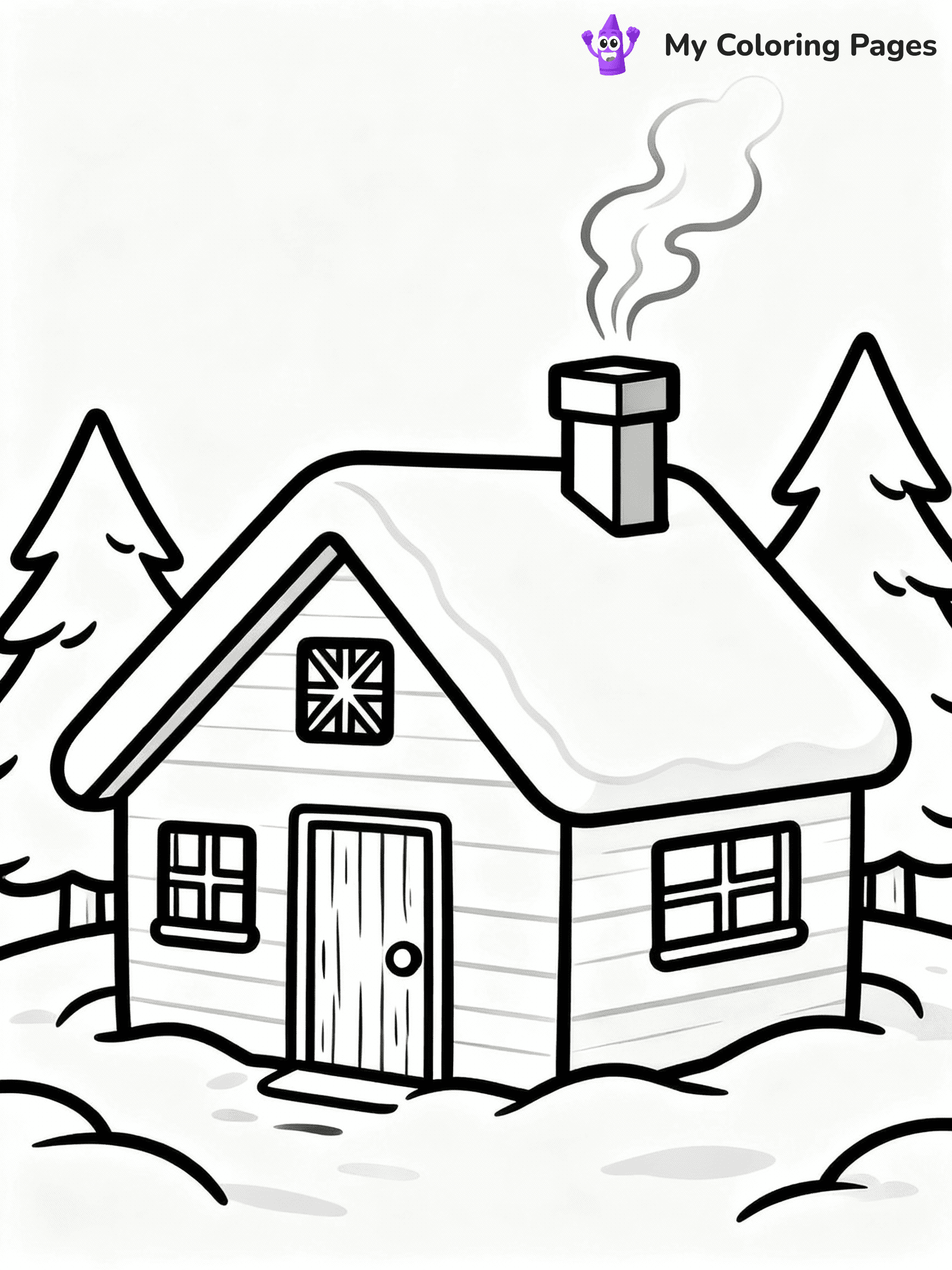 ⚠️ CRITICAL REQUIREMENT - ABSOLUTE BLACK AND WHITE ONLY ⚠️
This MUST be a BLACK AND WHITE line drawing ONLY. NO COLORS whatsoever.
- ONLY pure black lines (#000000) on pure white background (#FFFFFF)
- ABSOLUTELY NO colors, NO shading, NO gradients, NO grayscale
- If there are ANY colors in the output, the image is REJECTED
- This is a COLORING PAGE - meant to be COLORED IN by children
- The output must be UNCOLORED line art ready for coloring
⚠️ SUBJECT TO DRAW: A cozy winter cabin with smoke rising from the chimney, in Christmas-themed style. PURE OUTLINES. NO FILLS, COLOR, SHADING, OR GREYSCALE. WHITE BACKGROUND.
(REMEMBER: Output must be BLACK AND WHITE line art only, NOT colored!)
# Flat, Friendly Cartoon Line-Art Coloring Page
You are generating a **pure black-and-white binary image** of a child-friendly cartoon scene combining characters and background scenery in one cohesive composition.
## Rendering Rules (Strict)
- Only two colors: pure black (#000000) outlines and pure white (#FFFFFF) background.
- No grayscale, shading, gradients, tints, fills, transparency, or partial pixels.
- No antialiasing or blended edges; every pixel is 100% black or white.
- No solid black fills inside shapes — all areas inside outlines must remain white.
- No dark clothing areas or filled tone blocks; all garments outlined only.
- No shadows, textures, lighting, or tonal variations.
- Must look like flat binary vector line-art for coloring pages.
## Drawing & Composition
- **Medium, consistent line weight**; clean closed outlines easy to color inside.
- **Flat, simple, child-friendly design** — no realism or 3D depth.
- Characters are **grounded on a surface**, centered and large.
- **Balanced composition** with clear silhouettes and minimal props.
## Scenery & Style
- Landmarks (e.g., mosque, CN Tower) and scenery (trees, benches, waves) drawn with **black outlines only.**
- For real-world figures, teams, or places, show accurate details using only black outlines—no text or logos. Use distinctive uniform patterns, abstract symbols, and landmark silhouettes to convey identity.
- Keep **consistent perspective**; no floating elements.
- **Style:** whimsical **Doodle Art Alley** — rounded, friendly outlines.
- May adapt shapes from **Crayola, Disney, Peppa Pig, Cocomelon** — *by shape only, never color.*
- Final output: **flat, crisp, binary (#000000/#FFFFFF)**, **no filled color or background text.**
EXTREMELYE IMPORTANT:
- PURE BINARY LINE-ART; NO FILLS (HAIR/CLOTHES/SKIN), SHADING, OR GREY.
- NO SHADING, COLOR. MUST BE WHITE BACKGROUND.
⚠️ FINAL REMINDER: Draw the subject "A cozy winter cabin with smoke rising from the chimney, in Christmas-themed style. PURE OUTLINES. NO FILLS, COLOR, SHADING, OR GREYSCALE. WHITE BACKGROUND." as BLACK AND WHITE line art. Zero colors in output.