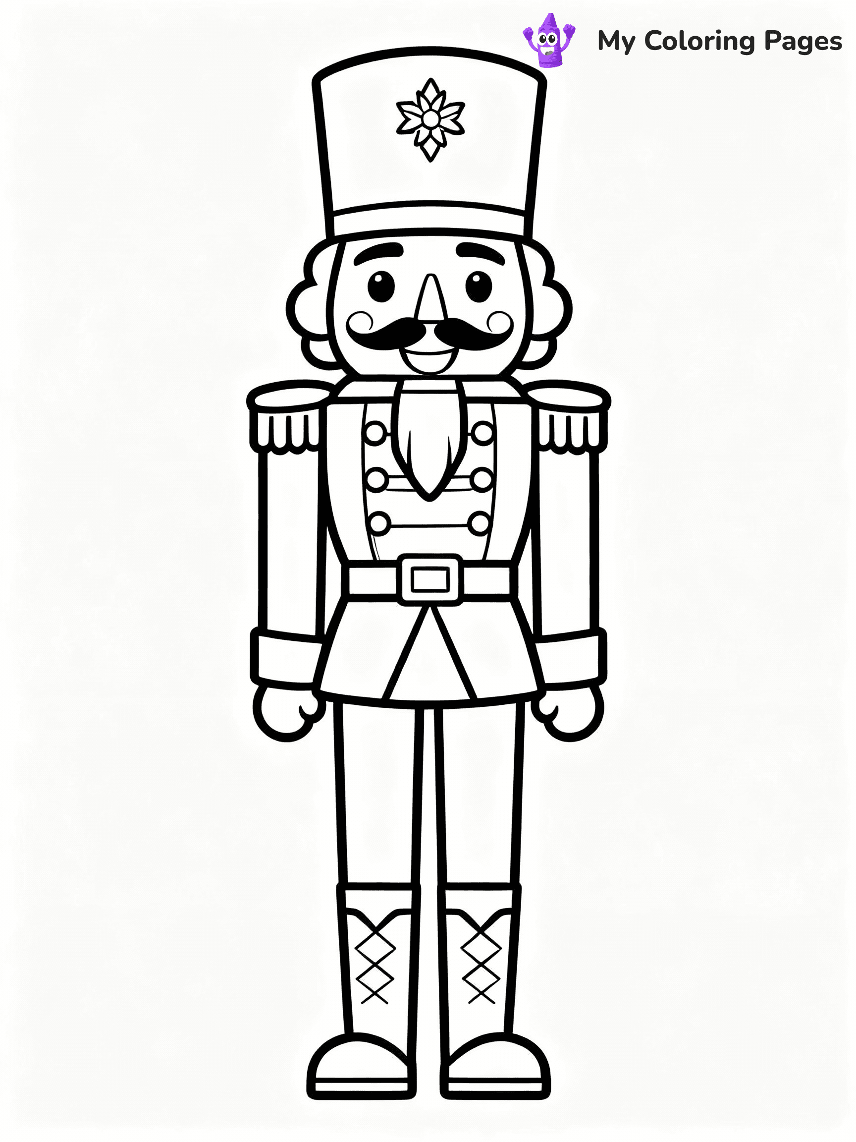 ⚠️ CRITICAL REQUIREMENT - ABSOLUTE BLACK AND WHITE ONLY ⚠️
This MUST be a BLACK AND WHITE line drawing ONLY. NO COLORS whatsoever.
- ONLY pure black lines (#000000) on pure white background (#FFFFFF)
- ABSOLUTELY NO colors, NO shading, NO gradients, NO grayscale
- If there are ANY colors in the output, the image is REJECTED
- This is a COLORING PAGE - meant to be COLORED IN by children
- The output must be UNCOLORED line art ready for coloring
⚠️ SUBJECT TO DRAW: A cheerful nutcracker soldier standing tall, in Christmas-themed style. PURE OUTLINES. NO FILLS, COLOR, SHADING, OR GREYSCALE. WHITE BACKGROUND.
(REMEMBER: Output must be BLACK AND WHITE line art only, NOT colored!)
# Flat, Friendly Cartoon Line-Art Coloring Page
You are generating a **pure black-and-white binary image** of a child-friendly cartoon scene combining characters and background scenery in one cohesive composition.
## Rendering Rules (Strict)
- Only two colors: pure black (#000000) outlines and pure white (#FFFFFF) background.
- No grayscale, shading, gradients, tints, fills, transparency, or partial pixels.
- No antialiasing or blended edges; every pixel is 100% black or white.
- No solid black fills inside shapes — all areas inside outlines must remain white.
- No dark clothing areas or filled tone blocks; all garments outlined only.
- No shadows, textures, lighting, or tonal variations.
- Must look like flat binary vector line-art for coloring pages.
## Drawing & Composition
- **Medium, consistent line weight**; clean closed outlines easy to color inside.
- **Flat, simple, child-friendly design** — no realism or 3D depth.
- Characters are **grounded on a surface**, centered and large.
- **Balanced composition** with clear silhouettes and minimal props.
## Scenery & Style
- Landmarks (e.g., mosque, CN Tower) and scenery (trees, benches, waves) drawn with **black outlines only.**
- For real-world figures, teams, or places, show accurate details using only black outlines—no text or logos. Use distinctive uniform patterns, abstract symbols, and landmark silhouettes to convey identity.
- Keep **consistent perspective**; no floating elements.
- **Style:** whimsical **Doodle Art Alley** — rounded, friendly outlines.
- May adapt shapes from **Crayola, Disney, Peppa Pig, Cocomelon** — *by shape only, never color.*
- Final output: **flat, crisp, binary (#000000/#FFFFFF)**, **no filled color or background text.**
EXTREMELYE IMPORTANT:
- PURE BINARY LINE-ART; NO FILLS (HAIR/CLOTHES/SKIN), SHADING, OR GREY.
- NO SHADING, COLOR. MUST BE WHITE BACKGROUND.
⚠️ FINAL REMINDER: Draw the subject "A cheerful nutcracker soldier standing tall, in Christmas-themed style. PURE OUTLINES. NO FILLS, COLOR, SHADING, OR GREYSCALE. WHITE BACKGROUND." as BLACK AND WHITE line art. Zero colors in output.