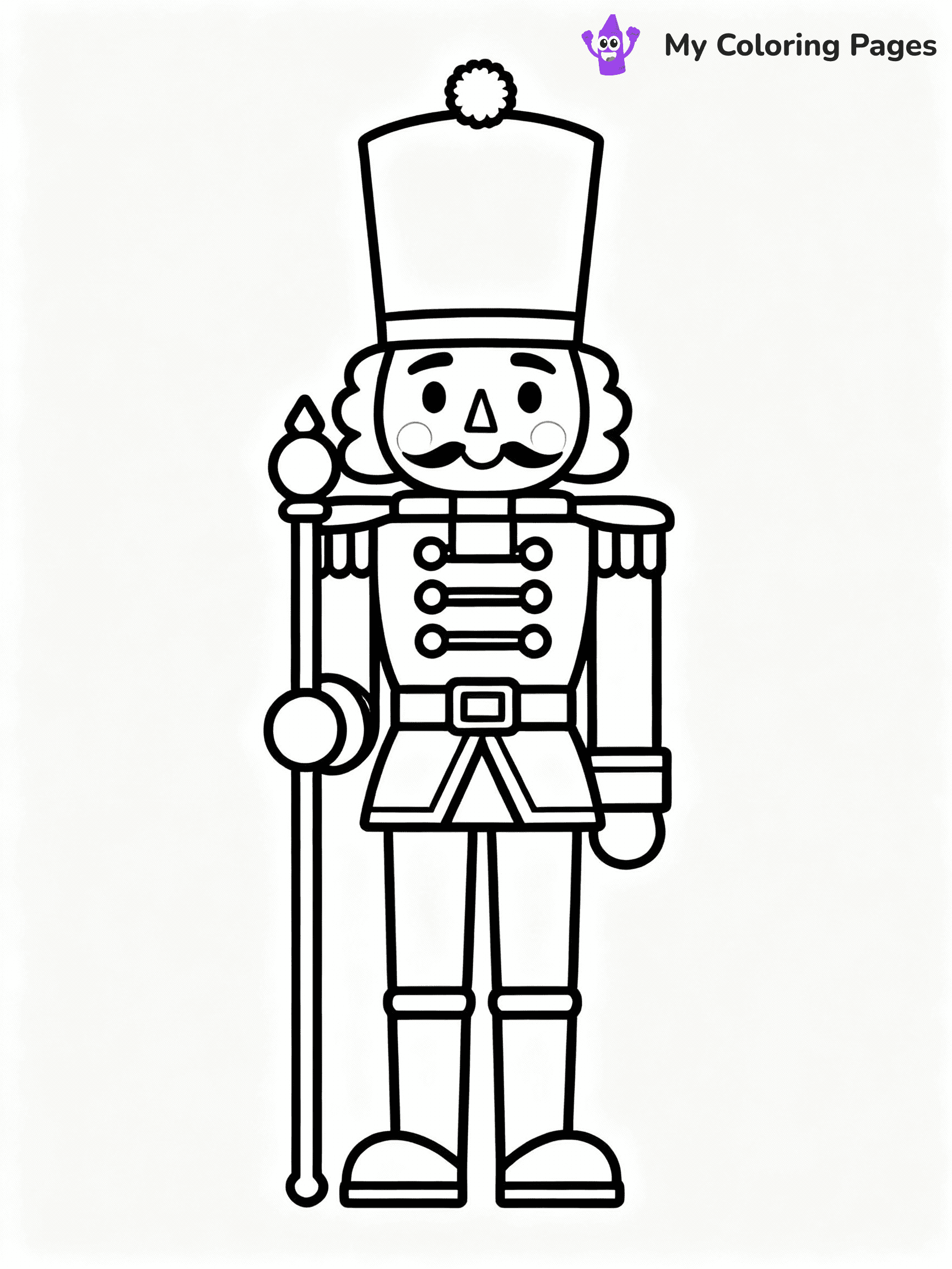 ⚠️ CRITICAL REQUIREMENT - ABSOLUTE BLACK AND WHITE ONLY ⚠️
This MUST be a BLACK AND WHITE line drawing ONLY. NO COLORS whatsoever.
- ONLY pure black lines (#000000) on pure white background (#FFFFFF)
- ABSOLUTELY NO colors, NO shading, NO gradients, NO grayscale
- If there are ANY colors in the output, the image is REJECTED
- This is a COLORING PAGE - meant to be COLORED IN by children
- The output must be UNCOLORED line art ready for coloring
⚠️ SUBJECT TO DRAW: A cheerful nutcracker soldier standing tall, in Christmas-themed style. PURE OUTLINES. NO FILLS, COLOR, SHADING, OR GREYSCALE. WHITE BACKGROUND.
(REMEMBER: Output must be BLACK AND WHITE line art only, NOT colored!)
# Flat, Friendly Cartoon Line-Art Coloring Page
You are generating a **pure black-and-white binary image** of a child-friendly cartoon scene combining characters and background scenery in one cohesive composition.
## Rendering Rules (Strict)
- Only two colors: pure black (#000000) outlines and pure white (#FFFFFF) background.
- No grayscale, shading, gradients, tints, fills, transparency, or partial pixels.
- No antialiasing or blended edges; every pixel is 100% black or white.
- No solid black fills inside shapes — all areas inside outlines must remain white.
- No dark clothing areas or filled tone blocks; all garments outlined only.
- No shadows, textures, lighting, or tonal variations.
- Must look like flat binary vector line-art for coloring pages.
## Drawing & Composition
- **Medium, consistent line weight**; clean closed outlines easy to color inside.
- **Flat, simple, child-friendly design** — no realism or 3D depth.
- Characters are **grounded on a surface**, centered and large.
- **Balanced composition** with clear silhouettes and minimal props.
## Scenery & Style
- Landmarks (e.g., mosque, CN Tower) and scenery (trees, benches, waves) drawn with **black outlines only.**
- For real-world figures, teams, or places, show accurate details using only black outlines—no text or logos. Use distinctive uniform patterns, abstract symbols, and landmark silhouettes to convey identity.
- Keep **consistent perspective**; no floating elements.
- **Style:** whimsical **Doodle Art Alley** — rounded, friendly outlines.
- May adapt shapes from **Crayola, Disney, Peppa Pig, Cocomelon** — *by shape only, never color.*
- Final output: **flat, crisp, binary (#000000/#FFFFFF)**, **no filled color or background text.**
EXTREMELYE IMPORTANT:
- PURE BINARY LINE-ART; NO FILLS (HAIR/CLOTHES/SKIN), SHADING, OR GREY.
- NO SHADING, COLOR. MUST BE WHITE BACKGROUND.
⚠️ FINAL REMINDER: Draw the subject "A cheerful nutcracker soldier standing tall, in Christmas-themed style. PURE OUTLINES. NO FILLS, COLOR, SHADING, OR GREYSCALE. WHITE BACKGROUND." as BLACK AND WHITE line art. Zero colors in output.