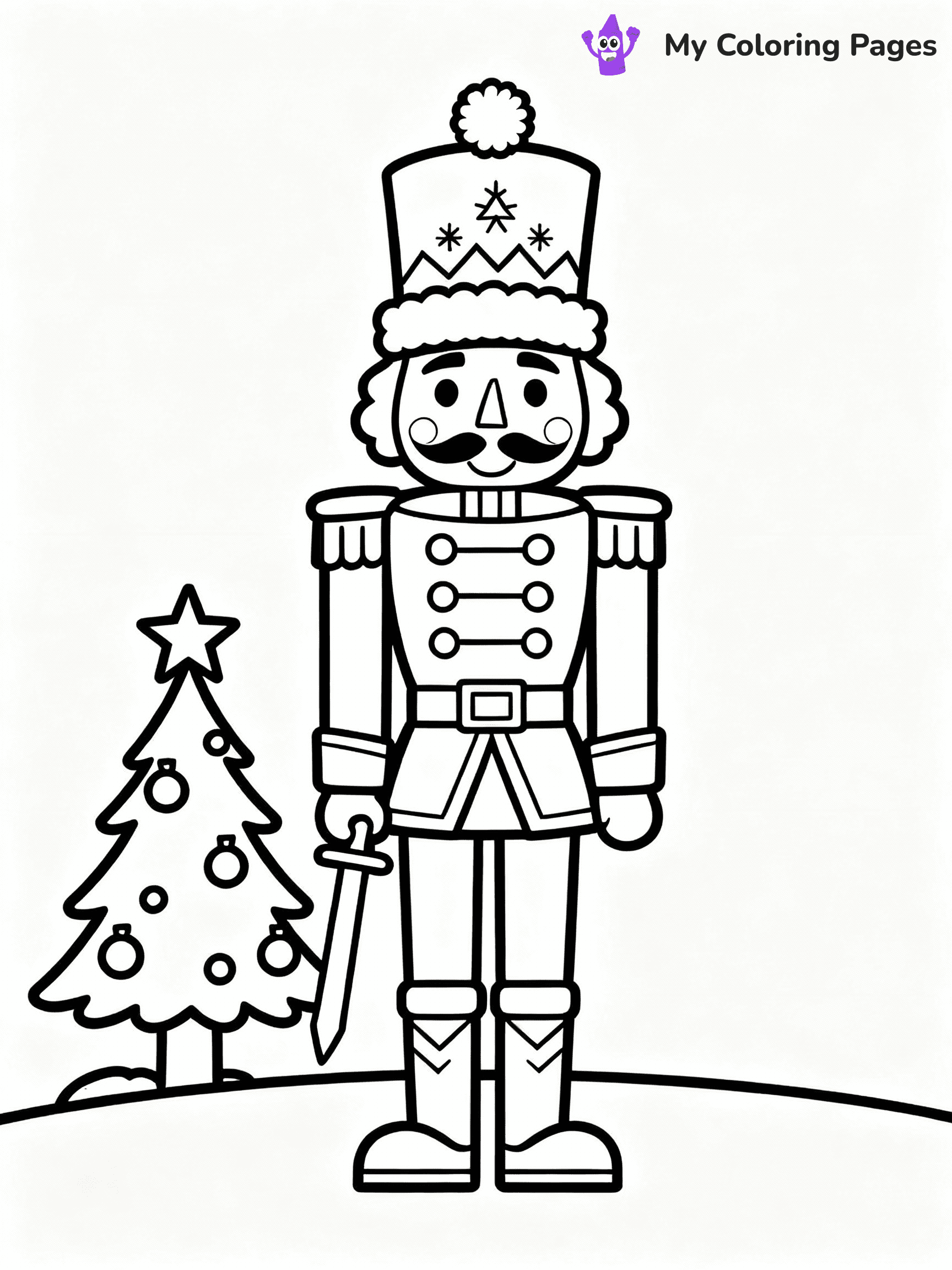 ⚠️ CRITICAL REQUIREMENT - ABSOLUTE BLACK AND WHITE ONLY ⚠️
This MUST be a BLACK AND WHITE line drawing ONLY. NO COLORS whatsoever.
- ONLY pure black lines (#000000) on pure white background (#FFFFFF)
- ABSOLUTELY NO colors, NO shading, NO gradients, NO grayscale
- If there are ANY colors in the output, the image is REJECTED
- This is a COLORING PAGE - meant to be COLORED IN by children
- The output must be UNCOLORED line art ready for coloring
⚠️ SUBJECT TO DRAW: A cheerful nutcracker soldier standing tall, in Christmas-themed style. PURE OUTLINES. NO FILLS, COLOR, SHADING, OR GREYSCALE. WHITE BACKGROUND.
(REMEMBER: Output must be BLACK AND WHITE line art only, NOT colored!)
# Flat, Friendly Cartoon Line-Art Coloring Page
You are generating a **pure black-and-white binary image** of a child-friendly cartoon scene combining characters and background scenery in one cohesive composition.
## Rendering Rules (Strict)
- Only two colors: pure black (#000000) outlines and pure white (#FFFFFF) background.
- No grayscale, shading, gradients, tints, fills, transparency, or partial pixels.
- No antialiasing or blended edges; every pixel is 100% black or white.
- No solid black fills inside shapes — all areas inside outlines must remain white.
- No dark clothing areas or filled tone blocks; all garments outlined only.
- No shadows, textures, lighting, or tonal variations.
- Must look like flat binary vector line-art for coloring pages.
## Drawing & Composition
- **Medium, consistent line weight**; clean closed outlines easy to color inside.
- **Flat, simple, child-friendly design** — no realism or 3D depth.
- Characters are **grounded on a surface**, centered and large.
- **Balanced composition** with clear silhouettes and minimal props.
## Scenery & Style
- Landmarks (e.g., mosque, CN Tower) and scenery (trees, benches, waves) drawn with **black outlines only.**
- For real-world figures, teams, or places, show accurate details using only black outlines—no text or logos. Use distinctive uniform patterns, abstract symbols, and landmark silhouettes to convey identity.
- Keep **consistent perspective**; no floating elements.
- **Style:** whimsical **Doodle Art Alley** — rounded, friendly outlines.
- May adapt shapes from **Crayola, Disney, Peppa Pig, Cocomelon** — *by shape only, never color.*
- Final output: **flat, crisp, binary (#000000/#FFFFFF)**, **no filled color or background text.**
EXTREMELYE IMPORTANT:
- PURE BINARY LINE-ART; NO FILLS (HAIR/CLOTHES/SKIN), SHADING, OR GREY.
- NO SHADING, COLOR. MUST BE WHITE BACKGROUND.
⚠️ FINAL REMINDER: Draw the subject "A cheerful nutcracker soldier standing tall, in Christmas-themed style. PURE OUTLINES. NO FILLS, COLOR, SHADING, OR GREYSCALE. WHITE BACKGROUND." as BLACK AND WHITE line art. Zero colors in output.