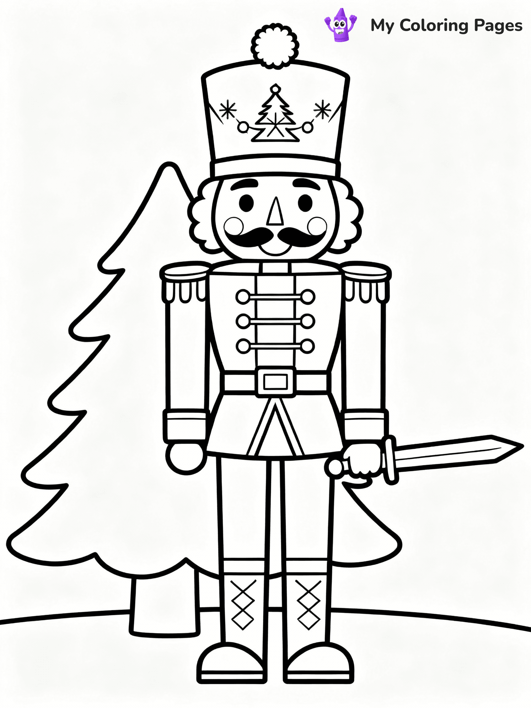 ⚠️ CRITICAL REQUIREMENT - ABSOLUTE BLACK AND WHITE ONLY ⚠️
This MUST be a BLACK AND WHITE line drawing ONLY. NO COLORS whatsoever.
- ONLY pure black lines (#000000) on pure white background (#FFFFFF)
- ABSOLUTELY NO colors, NO shading, NO gradients, NO grayscale
- If there are ANY colors in the output, the image is REJECTED
- This is a COLORING PAGE - meant to be COLORED IN by children
- The output must be UNCOLORED line art ready for coloring
⚠️ SUBJECT TO DRAW: A cheerful nutcracker soldier standing tall, in Christmas-themed style. PURE OUTLINES. NO FILLS, COLOR, SHADING, OR GREYSCALE. WHITE BACKGROUND.
(REMEMBER: Output must be BLACK AND WHITE line art only, NOT colored!)
# Flat, Friendly Cartoon Line-Art Coloring Page
You are generating a **pure black-and-white binary image** of a child-friendly cartoon scene combining characters and background scenery in one cohesive composition.
## Rendering Rules (Strict)
- Only two colors: pure black (#000000) outlines and pure white (#FFFFFF) background.
- No grayscale, shading, gradients, tints, fills, transparency, or partial pixels.
- No antialiasing or blended edges; every pixel is 100% black or white.
- No solid black fills inside shapes — all areas inside outlines must remain white.
- No dark clothing areas or filled tone blocks; all garments outlined only.
- No shadows, textures, lighting, or tonal variations.
- Must look like flat binary vector line-art for coloring pages.
## Drawing & Composition
- **Medium, consistent line weight**; clean closed outlines easy to color inside.
- **Flat, simple, child-friendly design** — no realism or 3D depth.
- Characters are **grounded on a surface**, centered and large.
- **Balanced composition** with clear silhouettes and minimal props.
## Scenery & Style
- Landmarks (e.g., mosque, CN Tower) and scenery (trees, benches, waves) drawn with **black outlines only.**
- For real-world figures, teams, or places, show accurate details using only black outlines—no text or logos. Use distinctive uniform patterns, abstract symbols, and landmark silhouettes to convey identity.
- Keep **consistent perspective**; no floating elements.
- **Style:** whimsical **Doodle Art Alley** — rounded, friendly outlines.
- May adapt shapes from **Crayola, Disney, Peppa Pig, Cocomelon** — *by shape only, never color.*
- Final output: **flat, crisp, binary (#000000/#FFFFFF)**, **no filled color or background text.**
EXTREMELYE IMPORTANT:
- PURE BINARY LINE-ART; NO FILLS (HAIR/CLOTHES/SKIN), SHADING, OR GREY.
- NO SHADING, COLOR. MUST BE WHITE BACKGROUND.
⚠️ FINAL REMINDER: Draw the subject "A cheerful nutcracker soldier standing tall, in Christmas-themed style. PURE OUTLINES. NO FILLS, COLOR, SHADING, OR GREYSCALE. WHITE BACKGROUND." as BLACK AND WHITE line art. Zero colors in output.