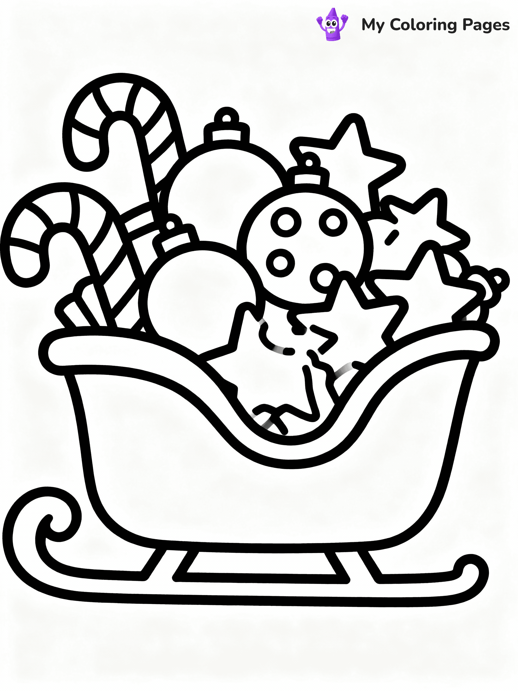 ⚠️ CRITICAL REQUIREMENT - ABSOLUTE BLACK AND WHITE ONLY ⚠️
This MUST be a BLACK AND WHITE line drawing ONLY. NO COLORS whatsoever.
- ONLY pure black lines (#000000) on pure white background (#FFFFFF)
- ABSOLUTELY NO colors, NO shading, NO gradients, NO grayscale
- If there are ANY colors in the output, the image is REJECTED
- This is a COLORING PAGE - meant to be COLORED IN by children
- The output must be UNCOLORED line art ready for coloring
⚠️ SUBJECT TO DRAW: A Christmas sleigh filled with toys and candy canes, in Christmas-themed style. PURE OUTLINES. NO FILLS, COLOR, SHADING, OR GREYSCALE. WHITE BACKGROUND.
(REMEMBER: Output must be BLACK AND WHITE line art only, NOT colored!)
# Flat, Friendly Cartoon Line-Art Coloring Page
You are generating a **pure black-and-white binary image** of a child-friendly cartoon scene combining characters and background scenery in one cohesive composition.
## Rendering Rules (Strict)
- Only two colors: pure black (#000000) outlines and pure white (#FFFFFF) background.
- No grayscale, shading, gradients, tints, fills, transparency, or partial pixels.
- No antialiasing or blended edges; every pixel is 100% black or white.
- No solid black fills inside shapes — all areas inside outlines must remain white.
- No dark clothing areas or filled tone blocks; all garments outlined only.
- No shadows, textures, lighting, or tonal variations.
- Must look like flat binary vector line-art for coloring pages.
## Drawing & Composition
- **Medium, consistent line weight**; clean closed outlines easy to color inside.
- **Flat, simple, child-friendly design** — no realism or 3D depth.
- Characters are **grounded on a surface**, centered and large.
- **Balanced composition** with clear silhouettes and minimal props.
## Scenery & Style
- Landmarks (e.g., mosque, CN Tower) and scenery (trees, benches, waves) drawn with **black outlines only.**
- For real-world figures, teams, or places, show accurate details using only black outlines—no text or logos. Use distinctive uniform patterns, abstract symbols, and landmark silhouettes to convey identity.
- Keep **consistent perspective**; no floating elements.
- **Style:** whimsical **Doodle Art Alley** — rounded, friendly outlines.
- May adapt shapes from **Crayola, Disney, Peppa Pig, Cocomelon** — *by shape only, never color.*
- Final output: **flat, crisp, binary (#000000/#FFFFFF)**, **no filled color or background text.**
EXTREMELYE IMPORTANT:
- PURE BINARY LINE-ART; NO FILLS (HAIR/CLOTHES/SKIN), SHADING, OR GREY.
- NO SHADING, COLOR. MUST BE WHITE BACKGROUND.
⚠️ FINAL REMINDER: Draw the subject "A Christmas sleigh filled with toys and candy canes, in Christmas-themed style. PURE OUTLINES. NO FILLS, COLOR, SHADING, OR GREYSCALE. WHITE BACKGROUND." as BLACK AND WHITE line art. Zero colors in output.