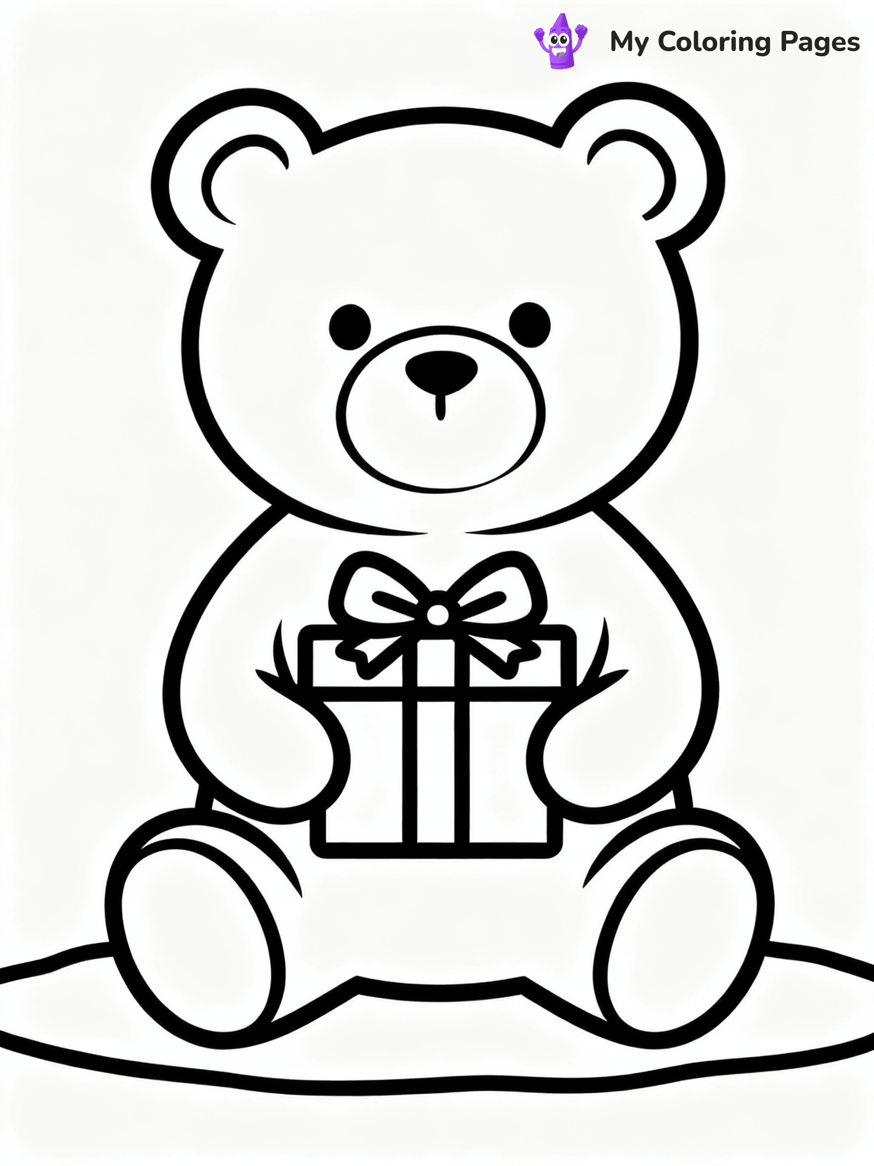 ⚠️ CRITICAL REQUIREMENT - ABSOLUTE BLACK AND WHITE ONLY ⚠️
This MUST be a BLACK AND WHITE line drawing ONLY. NO COLORS whatsoever.
- ONLY pure black lines (#000000) on pure white background (#FFFFFF)
- ABSOLUTELY NO colors, NO shading, NO gradients, NO grayscale
- If there are ANY colors in the output, the image is REJECTED
- This is a COLORING PAGE - meant to be COLORED IN by children
- The output must be UNCOLORED line art ready for coloring
⚠️ SUBJECT TO DRAW: A teddy bear holding a wrapped present, in Christmas-themed style. PURE OUTLINES. NO FILLS, COLOR, SHADING, OR GREYSCALE. WHITE BACKGROUND.
(REMEMBER: Output must be BLACK AND WHITE line art only, NOT colored!)
# Flat, Friendly Cartoon Line-Art Coloring Page
You are generating a **pure black-and-white binary image** of a child-friendly cartoon scene combining characters and background scenery in one cohesive composition.
## Rendering Rules (Strict)
- Only two colors: pure black (#000000) outlines and pure white (#FFFFFF) background.
- No grayscale, shading, gradients, tints, fills, transparency, or partial pixels.
- No antialiasing or blended edges; every pixel is 100% black or white.
- No solid black fills inside shapes — all areas inside outlines must remain white.
- No dark clothing areas or filled tone blocks; all garments outlined only.
- No shadows, textures, lighting, or tonal variations.
- Must look like flat binary vector line-art for coloring pages.
## Drawing & Composition
- **Medium, consistent line weight**; clean closed outlines easy to color inside.
- **Flat, simple, child-friendly design** — no realism or 3D depth.
- Characters are **grounded on a surface**, centered and large.
- **Balanced composition** with clear silhouettes and minimal props.
## Scenery & Style
- Landmarks (e.g., mosque, CN Tower) and scenery (trees, benches, waves) drawn with **black outlines only.**
- For real-world figures, teams, or places, show accurate details using only black outlines—no text or logos. Use distinctive uniform patterns, abstract symbols, and landmark silhouettes to convey identity.
- Keep **consistent perspective**; no floating elements.
- **Style:** whimsical **Doodle Art Alley** — rounded, friendly outlines.
- May adapt shapes from **Crayola, Disney, Peppa Pig, Cocomelon** — *by shape only, never color.*
- Final output: **flat, crisp, binary (#000000/#FFFFFF)**, **no filled color or background text.**
EXTREMELYE IMPORTANT:
- PURE BINARY LINE-ART; NO FILLS (HAIR/CLOTHES/SKIN), SHADING, OR GREY.
- NO SHADING, COLOR. MUST BE WHITE BACKGROUND.
⚠️ FINAL REMINDER: Draw the subject "A teddy bear holding a wrapped present, in Christmas-themed style. PURE OUTLINES. NO FILLS, COLOR, SHADING, OR GREYSCALE. WHITE BACKGROUND." as BLACK AND WHITE line art. Zero colors in output.