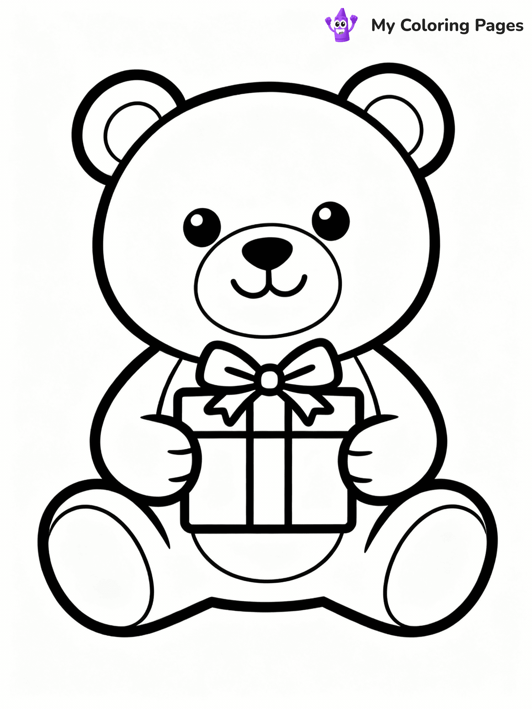 ⚠️ CRITICAL REQUIREMENT - ABSOLUTE BLACK AND WHITE ONLY ⚠️
This MUST be a BLACK AND WHITE line drawing ONLY. NO COLORS whatsoever.
- ONLY pure black lines (#000000) on pure white background (#FFFFFF)
- ABSOLUTELY NO colors, NO shading, NO gradients, NO grayscale
- If there are ANY colors in the output, the image is REJECTED
- This is a COLORING PAGE - meant to be COLORED IN by children
- The output must be UNCOLORED line art ready for coloring
⚠️ SUBJECT TO DRAW: A teddy bear holding a wrapped present, in Christmas-themed style. PURE OUTLINES. NO FILLS, COLOR, SHADING, OR GREYSCALE. WHITE BACKGROUND.
(REMEMBER: Output must be BLACK AND WHITE line art only, NOT colored!)
# Flat, Friendly Cartoon Line-Art Coloring Page
You are generating a **pure black-and-white binary image** of a child-friendly cartoon scene combining characters and background scenery in one cohesive composition.
## Rendering Rules (Strict)
- Only two colors: pure black (#000000) outlines and pure white (#FFFFFF) background.
- No grayscale, shading, gradients, tints, fills, transparency, or partial pixels.
- No antialiasing or blended edges; every pixel is 100% black or white.
- No solid black fills inside shapes — all areas inside outlines must remain white.
- No dark clothing areas or filled tone blocks; all garments outlined only.
- No shadows, textures, lighting, or tonal variations.
- Must look like flat binary vector line-art for coloring pages.
## Drawing & Composition
- **Medium, consistent line weight**; clean closed outlines easy to color inside.
- **Flat, simple, child-friendly design** — no realism or 3D depth.
- Characters are **grounded on a surface**, centered and large.
- **Balanced composition** with clear silhouettes and minimal props.
## Scenery & Style
- Landmarks (e.g., mosque, CN Tower) and scenery (trees, benches, waves) drawn with **black outlines only.**
- For real-world figures, teams, or places, show accurate details using only black outlines—no text or logos. Use distinctive uniform patterns, abstract symbols, and landmark silhouettes to convey identity.
- Keep **consistent perspective**; no floating elements.
- **Style:** whimsical **Doodle Art Alley** — rounded, friendly outlines.
- May adapt shapes from **Crayola, Disney, Peppa Pig, Cocomelon** — *by shape only, never color.*
- Final output: **flat, crisp, binary (#000000/#FFFFFF)**, **no filled color or background text.**
EXTREMELYE IMPORTANT:
- PURE BINARY LINE-ART; NO FILLS (HAIR/CLOTHES/SKIN), SHADING, OR GREY.
- NO SHADING, COLOR. MUST BE WHITE BACKGROUND.
⚠️ FINAL REMINDER: Draw the subject "A teddy bear holding a wrapped present, in Christmas-themed style. PURE OUTLINES. NO FILLS, COLOR, SHADING, OR GREYSCALE. WHITE BACKGROUND." as BLACK AND WHITE line art. Zero colors in output.