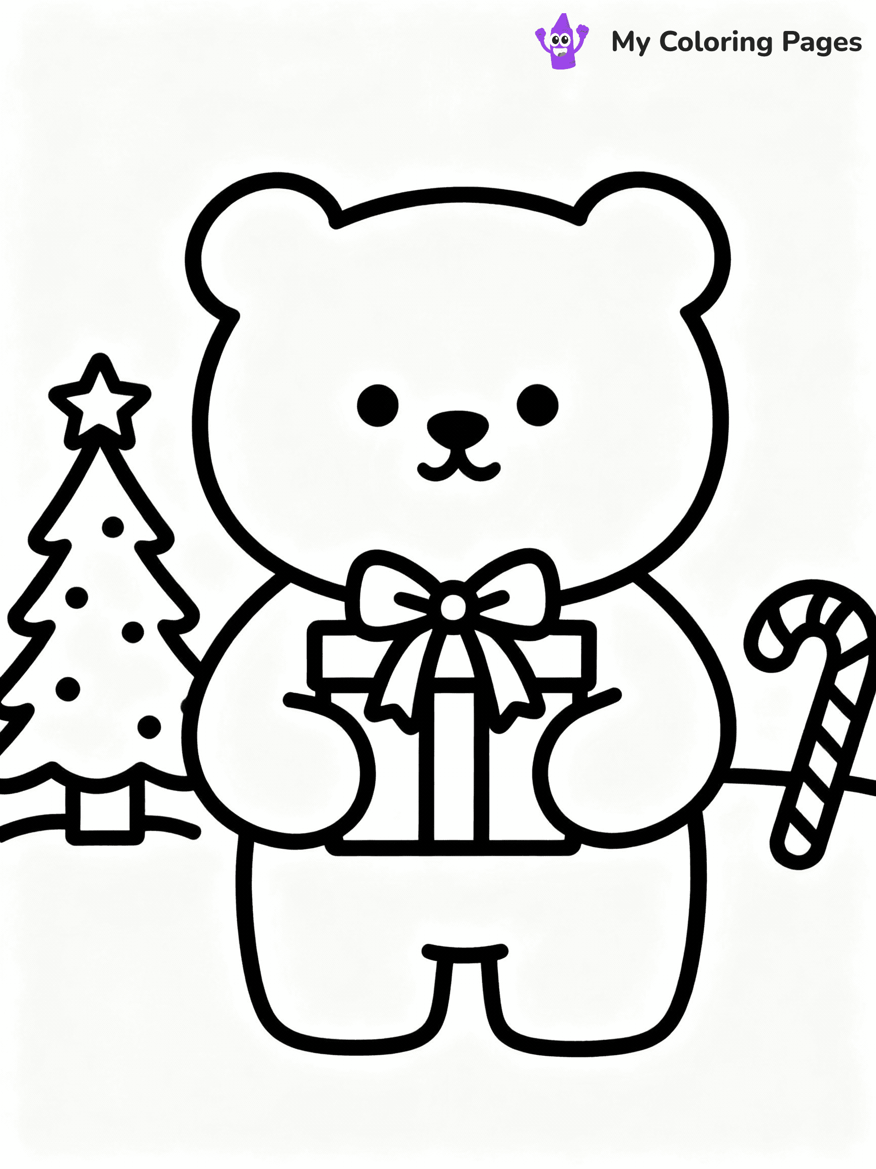 ⚠️ CRITICAL REQUIREMENT - ABSOLUTE BLACK AND WHITE ONLY ⚠️
This MUST be a BLACK AND WHITE line drawing ONLY. NO COLORS whatsoever.
- ONLY pure black lines (#000000) on pure white background (#FFFFFF)
- ABSOLUTELY NO colors, NO shading, NO gradients, NO grayscale
- If there are ANY colors in the output, the image is REJECTED
- This is a COLORING PAGE - meant to be COLORED IN by children
- The output must be UNCOLORED line art ready for coloring
⚠️ SUBJECT TO DRAW: A teddy bear holding a wrapped present, in Christmas-themed style. PURE OUTLINES. NO FILLS, COLOR, SHADING, OR GREYSCALE. WHITE BACKGROUND.
(REMEMBER: Output must be BLACK AND WHITE line art only, NOT colored!)
# Flat, Friendly Cartoon Line-Art Coloring Page
You are generating a **pure black-and-white binary image** of a child-friendly cartoon scene combining characters and background scenery in one cohesive composition.
## Rendering Rules (Strict)
- Only two colors: pure black (#000000) outlines and pure white (#FFFFFF) background.
- No grayscale, shading, gradients, tints, fills, transparency, or partial pixels.
- No antialiasing or blended edges; every pixel is 100% black or white.
- No solid black fills inside shapes — all areas inside outlines must remain white.
- No dark clothing areas or filled tone blocks; all garments outlined only.
- No shadows, textures, lighting, or tonal variations.
- Must look like flat binary vector line-art for coloring pages.
## Drawing & Composition
- **Medium, consistent line weight**; clean closed outlines easy to color inside.
- **Flat, simple, child-friendly design** — no realism or 3D depth.
- Characters are **grounded on a surface**, centered and large.
- **Balanced composition** with clear silhouettes and minimal props.
## Scenery & Style
- Landmarks (e.g., mosque, CN Tower) and scenery (trees, benches, waves) drawn with **black outlines only.**
- For real-world figures, teams, or places, show accurate details using only black outlines—no text or logos. Use distinctive uniform patterns, abstract symbols, and landmark silhouettes to convey identity.
- Keep **consistent perspective**; no floating elements.
- **Style:** whimsical **Doodle Art Alley** — rounded, friendly outlines.
- May adapt shapes from **Crayola, Disney, Peppa Pig, Cocomelon** — *by shape only, never color.*
- Final output: **flat, crisp, binary (#000000/#FFFFFF)**, **no filled color or background text.**
EXTREMELYE IMPORTANT:
- PURE BINARY LINE-ART; NO FILLS (HAIR/CLOTHES/SKIN), SHADING, OR GREY.
- NO SHADING, COLOR. MUST BE WHITE BACKGROUND.
⚠️ FINAL REMINDER: Draw the subject "A teddy bear holding a wrapped present, in Christmas-themed style. PURE OUTLINES. NO FILLS, COLOR, SHADING, OR GREYSCALE. WHITE BACKGROUND." as BLACK AND WHITE line art. Zero colors in output.