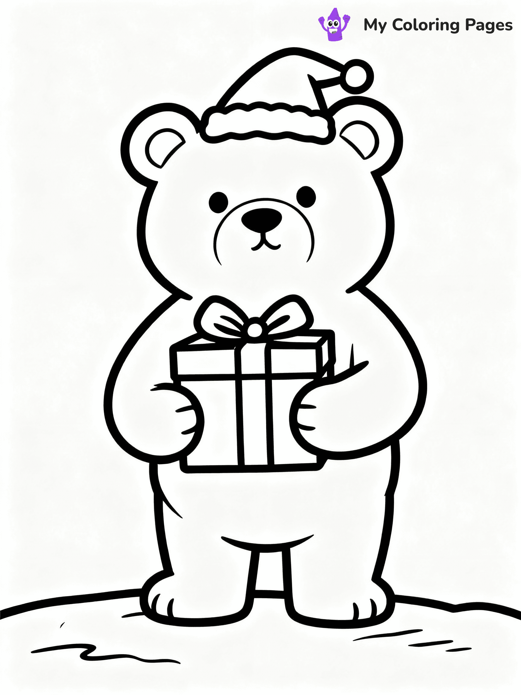 ⚠️ CRITICAL REQUIREMENT - ABSOLUTE BLACK AND WHITE ONLY ⚠️
This MUST be a BLACK AND WHITE line drawing ONLY. NO COLORS whatsoever.
- ONLY pure black lines (#000000) on pure white background (#FFFFFF)
- ABSOLUTELY NO colors, NO shading, NO gradients, NO grayscale
- If there are ANY colors in the output, the image is REJECTED
- This is a COLORING PAGE - meant to be COLORED IN by children
- The output must be UNCOLORED line art ready for coloring
⚠️ SUBJECT TO DRAW: A teddy bear holding a wrapped present, in Christmas-themed style. PURE OUTLINES. NO FILLS, COLOR, SHADING, OR GREYSCALE. WHITE BACKGROUND.
(REMEMBER: Output must be BLACK AND WHITE line art only, NOT colored!)
# Flat, Friendly Cartoon Line-Art Coloring Page
You are generating a **pure black-and-white binary image** of a child-friendly cartoon scene combining characters and background scenery in one cohesive composition.
## Rendering Rules (Strict)
- Only two colors: pure black (#000000) outlines and pure white (#FFFFFF) background.
- No grayscale, shading, gradients, tints, fills, transparency, or partial pixels.
- No antialiasing or blended edges; every pixel is 100% black or white.
- No solid black fills inside shapes — all areas inside outlines must remain white.
- No dark clothing areas or filled tone blocks; all garments outlined only.
- No shadows, textures, lighting, or tonal variations.
- Must look like flat binary vector line-art for coloring pages.
## Drawing & Composition
- **Medium, consistent line weight**; clean closed outlines easy to color inside.
- **Flat, simple, child-friendly design** — no realism or 3D depth.
- Characters are **grounded on a surface**, centered and large.
- **Balanced composition** with clear silhouettes and minimal props.
## Scenery & Style
- Landmarks (e.g., mosque, CN Tower) and scenery (trees, benches, waves) drawn with **black outlines only.**
- For real-world figures, teams, or places, show accurate details using only black outlines—no text or logos. Use distinctive uniform patterns, abstract symbols, and landmark silhouettes to convey identity.
- Keep **consistent perspective**; no floating elements.
- **Style:** whimsical **Doodle Art Alley** — rounded, friendly outlines.
- May adapt shapes from **Crayola, Disney, Peppa Pig, Cocomelon** — *by shape only, never color.*
- Final output: **flat, crisp, binary (#000000/#FFFFFF)**, **no filled color or background text.**
EXTREMELYE IMPORTANT:
- PURE BINARY LINE-ART; NO FILLS (HAIR/CLOTHES/SKIN), SHADING, OR GREY.
- NO SHADING, COLOR. MUST BE WHITE BACKGROUND.
⚠️ FINAL REMINDER: Draw the subject "A teddy bear holding a wrapped present, in Christmas-themed style. PURE OUTLINES. NO FILLS, COLOR, SHADING, OR GREYSCALE. WHITE BACKGROUND." as BLACK AND WHITE line art. Zero colors in output.