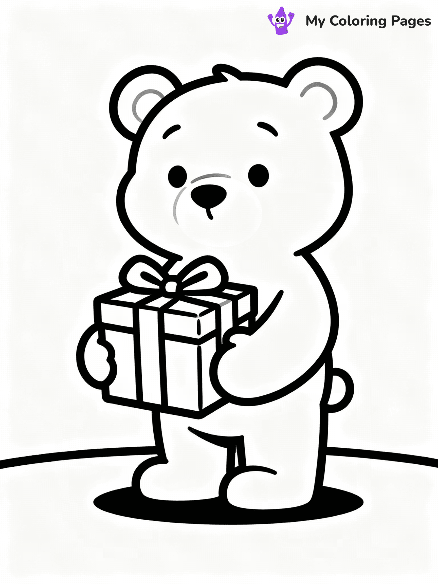 ⚠️ CRITICAL REQUIREMENT - ABSOLUTE BLACK AND WHITE ONLY ⚠️
This MUST be a BLACK AND WHITE line drawing ONLY. NO COLORS whatsoever.
- ONLY pure black lines (#000000) on pure white background (#FFFFFF)
- ABSOLUTELY NO colors, NO shading, NO gradients, NO grayscale
- If there are ANY colors in the output, the image is REJECTED
- This is a COLORING PAGE - meant to be COLORED IN by children
- The output must be UNCOLORED line art ready for coloring
⚠️ SUBJECT TO DRAW: A teddy bear holding a wrapped present, in Christmas-themed style. PURE OUTLINES. NO FILLS, COLOR, SHADING, OR GREYSCALE. WHITE BACKGROUND.
(REMEMBER: Output must be BLACK AND WHITE line art only, NOT colored!)
# Flat, Friendly Cartoon Line-Art Coloring Page
You are generating a **pure black-and-white binary image** of a child-friendly cartoon scene combining characters and background scenery in one cohesive composition.
## Rendering Rules (Strict)
- Only two colors: pure black (#000000) outlines and pure white (#FFFFFF) background.
- No grayscale, shading, gradients, tints, fills, transparency, or partial pixels.
- No antialiasing or blended edges; every pixel is 100% black or white.
- No solid black fills inside shapes — all areas inside outlines must remain white.
- No dark clothing areas or filled tone blocks; all garments outlined only.
- No shadows, textures, lighting, or tonal variations.
- Must look like flat binary vector line-art for coloring pages.
## Drawing & Composition
- **Medium, consistent line weight**; clean closed outlines easy to color inside.
- **Flat, simple, child-friendly design** — no realism or 3D depth.
- Characters are **grounded on a surface**, centered and large.
- **Balanced composition** with clear silhouettes and minimal props.
## Scenery & Style
- Landmarks (e.g., mosque, CN Tower) and scenery (trees, benches, waves) drawn with **black outlines only.**
- For real-world figures, teams, or places, show accurate details using only black outlines—no text or logos. Use distinctive uniform patterns, abstract symbols, and landmark silhouettes to convey identity.
- Keep **consistent perspective**; no floating elements.
- **Style:** whimsical **Doodle Art Alley** — rounded, friendly outlines.
- May adapt shapes from **Crayola, Disney, Peppa Pig, Cocomelon** — *by shape only, never color.*
- Final output: **flat, crisp, binary (#000000/#FFFFFF)**, **no filled color or background text.**
EXTREMELYE IMPORTANT:
- PURE BINARY LINE-ART; NO FILLS (HAIR/CLOTHES/SKIN), SHADING, OR GREY.
- NO SHADING, COLOR. MUST BE WHITE BACKGROUND.
⚠️ FINAL REMINDER: Draw the subject "A teddy bear holding a wrapped present, in Christmas-themed style. PURE OUTLINES. NO FILLS, COLOR, SHADING, OR GREYSCALE. WHITE BACKGROUND." as BLACK AND WHITE line art. Zero colors in output.