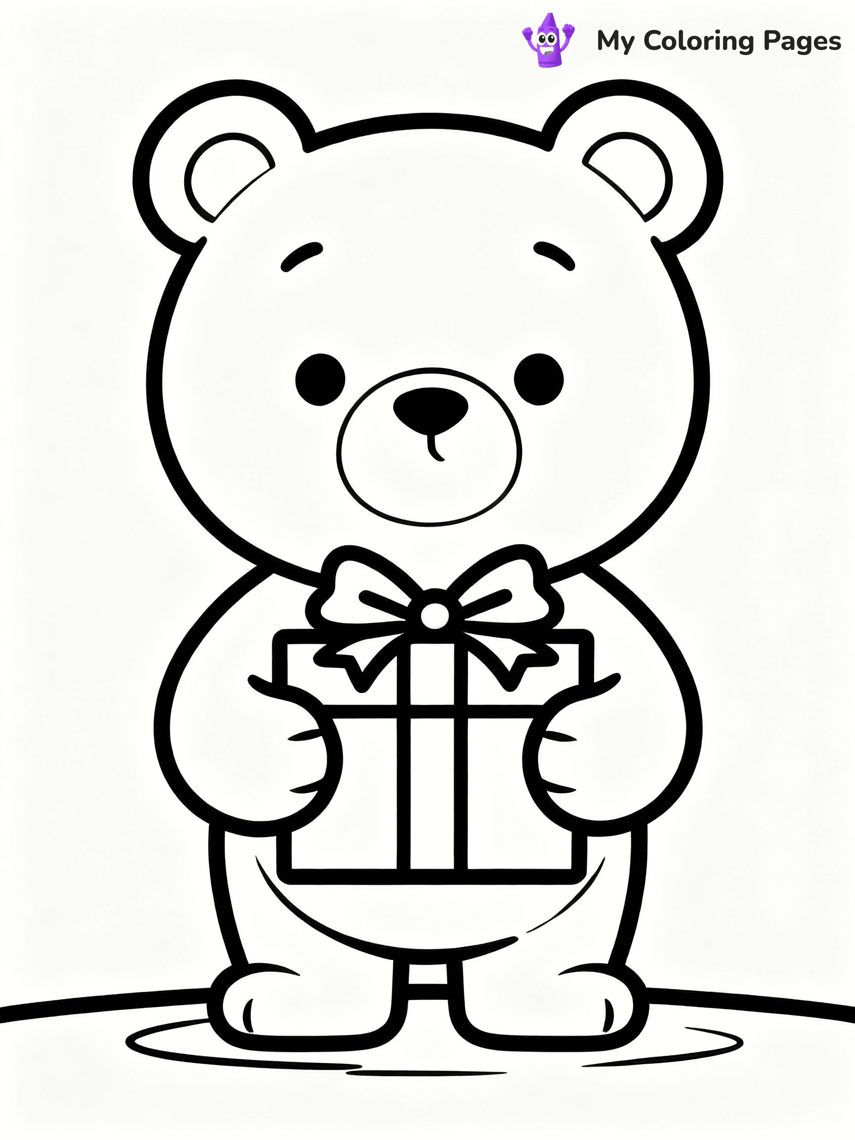 ⚠️ CRITICAL REQUIREMENT - ABSOLUTE BLACK AND WHITE ONLY ⚠️
This MUST be a BLACK AND WHITE line drawing ONLY. NO COLORS whatsoever.
- ONLY pure black lines (#000000) on pure white background (#FFFFFF)
- ABSOLUTELY NO colors, NO shading, NO gradients, NO grayscale
- If there are ANY colors in the output, the image is REJECTED
- This is a COLORING PAGE - meant to be COLORED IN by children
- The output must be UNCOLORED line art ready for coloring
⚠️ SUBJECT TO DRAW: A teddy bear holding a wrapped present, in Christmas-themed style. PURE OUTLINES. NO FILLS, COLOR, SHADING, OR GREYSCALE. WHITE BACKGROUND.
(REMEMBER: Output must be BLACK AND WHITE line art only, NOT colored!)
# Flat, Friendly Cartoon Line-Art Coloring Page
You are generating a **pure black-and-white binary image** of a child-friendly cartoon scene combining characters and background scenery in one cohesive composition.
## Rendering Rules (Strict)
- Only two colors: pure black (#000000) outlines and pure white (#FFFFFF) background.
- No grayscale, shading, gradients, tints, fills, transparency, or partial pixels.
- No antialiasing or blended edges; every pixel is 100% black or white.
- No solid black fills inside shapes — all areas inside outlines must remain white.
- No dark clothing areas or filled tone blocks; all garments outlined only.
- No shadows, textures, lighting, or tonal variations.
- Must look like flat binary vector line-art for coloring pages.
## Drawing & Composition
- **Medium, consistent line weight**; clean closed outlines easy to color inside.
- **Flat, simple, child-friendly design** — no realism or 3D depth.
- Characters are **grounded on a surface**, centered and large.
- **Balanced composition** with clear silhouettes and minimal props.
## Scenery & Style
- Landmarks (e.g., mosque, CN Tower) and scenery (trees, benches, waves) drawn with **black outlines only.**
- For real-world figures, teams, or places, show accurate details using only black outlines—no text or logos. Use distinctive uniform patterns, abstract symbols, and landmark silhouettes to convey identity.
- Keep **consistent perspective**; no floating elements.
- **Style:** whimsical **Doodle Art Alley** — rounded, friendly outlines.
- May adapt shapes from **Crayola, Disney, Peppa Pig, Cocomelon** — *by shape only, never color.*
- Final output: **flat, crisp, binary (#000000/#FFFFFF)**, **no filled color or background text.**
EXTREMELYE IMPORTANT:
- PURE BINARY LINE-ART; NO FILLS (HAIR/CLOTHES/SKIN), SHADING, OR GREY.
- NO SHADING, COLOR. MUST BE WHITE BACKGROUND.
⚠️ FINAL REMINDER: Draw the subject "A teddy bear holding a wrapped present, in Christmas-themed style. PURE OUTLINES. NO FILLS, COLOR, SHADING, OR GREYSCALE. WHITE BACKGROUND." as BLACK AND WHITE line art. Zero colors in output.