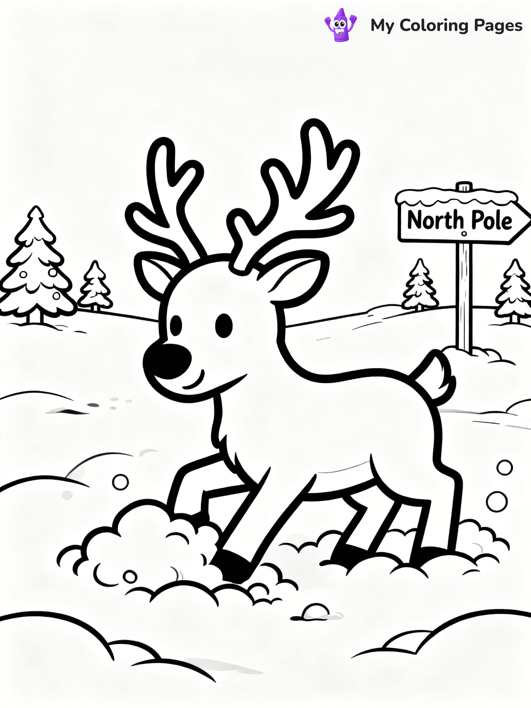 ⚠️ CRITICAL REQUIREMENT - ABSOLUTE BLACK AND WHITE ONLY ⚠️
This MUST be a BLACK AND WHITE line drawing ONLY. NO COLORS whatsoever.
- ONLY pure black lines (#000000) on pure white background (#FFFFFF)
- ABSOLUTELY NO colors, NO shading, NO gradients, NO grayscale
- If there are ANY colors in the output, the image is REJECTED
- This is a COLORING PAGE - meant to be COLORED IN by children
- The output must be UNCOLORED line art ready for coloring
⚠️ SUBJECT TO DRAW: Reindeer playing in fluffy snow outside the North Pole, in Christmas-themed style. PURE OUTLINES. NO FILLS, COLOR, SHADING, OR GREYSCALE. WHITE BACKGROUND.
(REMEMBER: Output must be BLACK AND WHITE line art only, NOT colored!)
# Flat, Friendly Cartoon Line-Art Coloring Page
You are generating a **pure black-and-white binary image** of a child-friendly cartoon scene combining characters and background scenery in one cohesive composition.
## Rendering Rules (Strict)
- Only two colors: pure black (#000000) outlines and pure white (#FFFFFF) background.
- No grayscale, shading, gradients, tints, fills, transparency, or partial pixels.
- No antialiasing or blended edges; every pixel is 100% black or white.
- No solid black fills inside shapes — all areas inside outlines must remain white.
- No dark clothing areas or filled tone blocks; all garments outlined only.
- No shadows, textures, lighting, or tonal variations.
- Must look like flat binary vector line-art for coloring pages.
## Drawing & Composition
- **Medium, consistent line weight**; clean closed outlines easy to color inside.
- **Flat, simple, child-friendly design** — no realism or 3D depth.
- Characters are **grounded on a surface**, centered and large.
- **Balanced composition** with clear silhouettes and minimal props.
## Scenery & Style
- Landmarks (e.g., mosque, CN Tower) and scenery (trees, benches, waves) drawn with **black outlines only.**
- For real-world figures, teams, or places, show accurate details using only black outlines—no text or logos. Use distinctive uniform patterns, abstract symbols, and landmark silhouettes to convey identity.
- Keep **consistent perspective**; no floating elements.
- **Style:** whimsical **Doodle Art Alley** — rounded, friendly outlines.
- May adapt shapes from **Crayola, Disney, Peppa Pig, Cocomelon** — *by shape only, never color.*
- Final output: **flat, crisp, binary (#000000/#FFFFFF)**, **no filled color or background text.**
EXTREMELYE IMPORTANT:
- PURE BINARY LINE-ART; NO FILLS (HAIR/CLOTHES/SKIN), SHADING, OR GREY.
- NO SHADING, COLOR. MUST BE WHITE BACKGROUND.
⚠️ FINAL REMINDER: Draw the subject "Reindeer playing in fluffy snow outside the North Pole, in Christmas-themed style. PURE OUTLINES. NO FILLS, COLOR, SHADING, OR GREYSCALE. WHITE BACKGROUND." as BLACK AND WHITE line art. Zero colors in output.