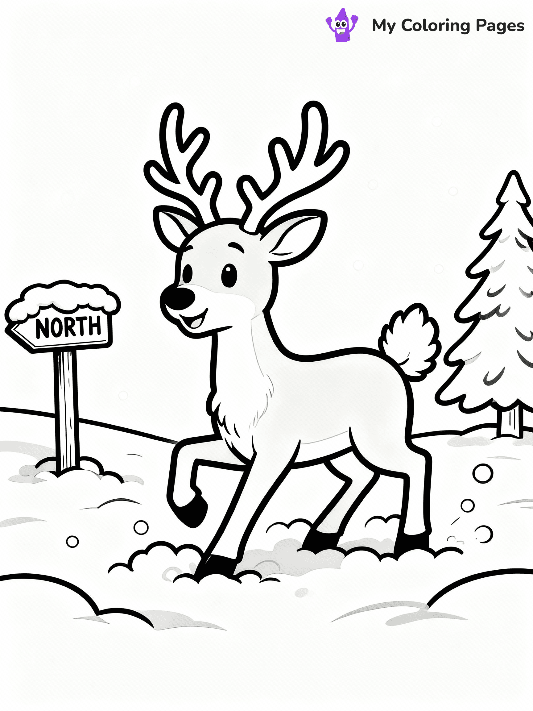 ⚠️ CRITICAL REQUIREMENT - ABSOLUTE BLACK AND WHITE ONLY ⚠️
This MUST be a BLACK AND WHITE line drawing ONLY. NO COLORS whatsoever.
- ONLY pure black lines (#000000) on pure white background (#FFFFFF)
- ABSOLUTELY NO colors, NO shading, NO gradients, NO grayscale
- If there are ANY colors in the output, the image is REJECTED
- This is a COLORING PAGE - meant to be COLORED IN by children
- The output must be UNCOLORED line art ready for coloring
⚠️ SUBJECT TO DRAW: Reindeer playing in fluffy snow outside the North Pole, in Christmas-themed style. PURE OUTLINES. NO FILLS, COLOR, SHADING, OR GREYSCALE. WHITE BACKGROUND.
(REMEMBER: Output must be BLACK AND WHITE line art only, NOT colored!)
# Flat, Friendly Cartoon Line-Art Coloring Page
You are generating a **pure black-and-white binary image** of a child-friendly cartoon scene combining characters and background scenery in one cohesive composition.
## Rendering Rules (Strict)
- Only two colors: pure black (#000000) outlines and pure white (#FFFFFF) background.
- No grayscale, shading, gradients, tints, fills, transparency, or partial pixels.
- No antialiasing or blended edges; every pixel is 100% black or white.
- No solid black fills inside shapes — all areas inside outlines must remain white.
- No dark clothing areas or filled tone blocks; all garments outlined only.
- No shadows, textures, lighting, or tonal variations.
- Must look like flat binary vector line-art for coloring pages.
## Drawing & Composition
- **Medium, consistent line weight**; clean closed outlines easy to color inside.
- **Flat, simple, child-friendly design** — no realism or 3D depth.
- Characters are **grounded on a surface**, centered and large.
- **Balanced composition** with clear silhouettes and minimal props.
## Scenery & Style
- Landmarks (e.g., mosque, CN Tower) and scenery (trees, benches, waves) drawn with **black outlines only.**
- For real-world figures, teams, or places, show accurate details using only black outlines—no text or logos. Use distinctive uniform patterns, abstract symbols, and landmark silhouettes to convey identity.
- Keep **consistent perspective**; no floating elements.
- **Style:** whimsical **Doodle Art Alley** — rounded, friendly outlines.
- May adapt shapes from **Crayola, Disney, Peppa Pig, Cocomelon** — *by shape only, never color.*
- Final output: **flat, crisp, binary (#000000/#FFFFFF)**, **no filled color or background text.**
EXTREMELYE IMPORTANT:
- PURE BINARY LINE-ART; NO FILLS (HAIR/CLOTHES/SKIN), SHADING, OR GREY.
- NO SHADING, COLOR. MUST BE WHITE BACKGROUND.
⚠️ FINAL REMINDER: Draw the subject "Reindeer playing in fluffy snow outside the North Pole, in Christmas-themed style. PURE OUTLINES. NO FILLS, COLOR, SHADING, OR GREYSCALE. WHITE BACKGROUND." as BLACK AND WHITE line art. Zero colors in output.