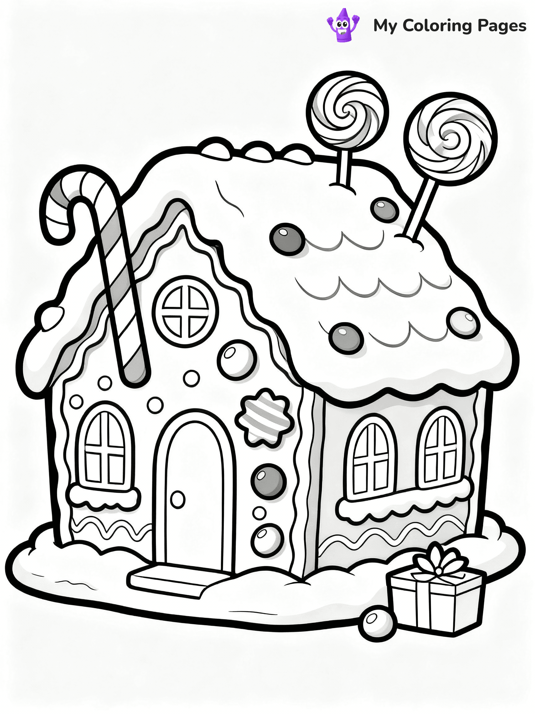 ⚠️ CRITICAL REQUIREMENT - ABSOLUTE BLACK AND WHITE ONLY ⚠️
This MUST be a BLACK AND WHITE line drawing ONLY. NO COLORS whatsoever.
- ONLY pure black lines (#000000) on pure white background (#FFFFFF)
- ABSOLUTELY NO colors, NO shading, NO gradients, NO grayscale
- If there are ANY colors in the output, the image is REJECTED
- This is a COLORING PAGE - meant to be COLORED IN by children
- The output must be UNCOLORED line art ready for coloring
⚠️ SUBJECT TO DRAW: A snow-covered gingerbread house with candy details, in Christmas-themed style. PURE OUTLINES. NO FILLS, COLOR, SHADING, OR GREYSCALE. WHITE BACKGROUND.
(REMEMBER: Output must be BLACK AND WHITE line art only, NOT colored!)
# Flat, Friendly Cartoon Line-Art Coloring Page
You are generating a **pure black-and-white binary image** of a child-friendly cartoon scene combining characters and background scenery in one cohesive composition.
## Rendering Rules (Strict)
- Only two colors: pure black (#000000) outlines and pure white (#FFFFFF) background.
- No grayscale, shading, gradients, tints, fills, transparency, or partial pixels.
- No antialiasing or blended edges; every pixel is 100% black or white.
- No solid black fills inside shapes — all areas inside outlines must remain white.
- No dark clothing areas or filled tone blocks; all garments outlined only.
- No shadows, textures, lighting, or tonal variations.
- Must look like flat binary vector line-art for coloring pages.
## Drawing & Composition
- **Medium, consistent line weight**; clean closed outlines easy to color inside.
- **Flat, simple, child-friendly design** — no realism or 3D depth.
- Characters are **grounded on a surface**, centered and large.
- **Balanced composition** with clear silhouettes and minimal props.
## Scenery & Style
- Landmarks (e.g., mosque, CN Tower) and scenery (trees, benches, waves) drawn with **black outlines only.**
- For real-world figures, teams, or places, show accurate details using only black outlines—no text or logos. Use distinctive uniform patterns, abstract symbols, and landmark silhouettes to convey identity.
- Keep **consistent perspective**; no floating elements.
- **Style:** whimsical **Doodle Art Alley** — rounded, friendly outlines.
- May adapt shapes from **Crayola, Disney, Peppa Pig, Cocomelon** — *by shape only, never color.*
- Final output: **flat, crisp, binary (#000000/#FFFFFF)**, **no filled color or background text.**
EXTREMELYE IMPORTANT:
- PURE BINARY LINE-ART; NO FILLS (HAIR/CLOTHES/SKIN), SHADING, OR GREY.
- NO SHADING, COLOR. MUST BE WHITE BACKGROUND.
⚠️ FINAL REMINDER: Draw the subject "A snow-covered gingerbread house with candy details, in Christmas-themed style. PURE OUTLINES. NO FILLS, COLOR, SHADING, OR GREYSCALE. WHITE BACKGROUND." as BLACK AND WHITE line art. Zero colors in output.