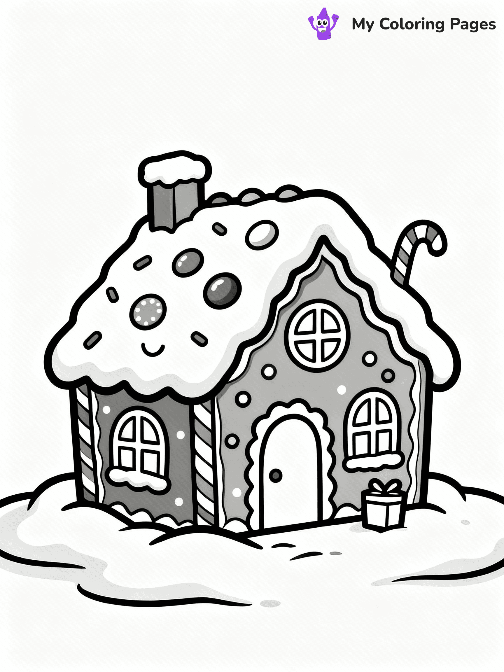 ⚠️ CRITICAL REQUIREMENT - ABSOLUTE BLACK AND WHITE ONLY ⚠️
This MUST be a BLACK AND WHITE line drawing ONLY. NO COLORS whatsoever.
- ONLY pure black lines (#000000) on pure white background (#FFFFFF)
- ABSOLUTELY NO colors, NO shading, NO gradients, NO grayscale
- If there are ANY colors in the output, the image is REJECTED
- This is a COLORING PAGE - meant to be COLORED IN by children
- The output must be UNCOLORED line art ready for coloring
⚠️ SUBJECT TO DRAW: A snow-covered gingerbread house with candy details, in Christmas-themed style. PURE OUTLINES. NO FILLS, COLOR, SHADING, OR GREYSCALE. WHITE BACKGROUND.
(REMEMBER: Output must be BLACK AND WHITE line art only, NOT colored!)
# Flat, Friendly Cartoon Line-Art Coloring Page
You are generating a **pure black-and-white binary image** of a child-friendly cartoon scene combining characters and background scenery in one cohesive composition.
## Rendering Rules (Strict)
- Only two colors: pure black (#000000) outlines and pure white (#FFFFFF) background.
- No grayscale, shading, gradients, tints, fills, transparency, or partial pixels.
- No antialiasing or blended edges; every pixel is 100% black or white.
- No solid black fills inside shapes — all areas inside outlines must remain white.
- No dark clothing areas or filled tone blocks; all garments outlined only.
- No shadows, textures, lighting, or tonal variations.
- Must look like flat binary vector line-art for coloring pages.
## Drawing & Composition
- **Medium, consistent line weight**; clean closed outlines easy to color inside.
- **Flat, simple, child-friendly design** — no realism or 3D depth.
- Characters are **grounded on a surface**, centered and large.
- **Balanced composition** with clear silhouettes and minimal props.
## Scenery & Style
- Landmarks (e.g., mosque, CN Tower) and scenery (trees, benches, waves) drawn with **black outlines only.**
- For real-world figures, teams, or places, show accurate details using only black outlines—no text or logos. Use distinctive uniform patterns, abstract symbols, and landmark silhouettes to convey identity.
- Keep **consistent perspective**; no floating elements.
- **Style:** whimsical **Doodle Art Alley** — rounded, friendly outlines.
- May adapt shapes from **Crayola, Disney, Peppa Pig, Cocomelon** — *by shape only, never color.*
- Final output: **flat, crisp, binary (#000000/#FFFFFF)**, **no filled color or background text.**
EXTREMELYE IMPORTANT:
- PURE BINARY LINE-ART; NO FILLS (HAIR/CLOTHES/SKIN), SHADING, OR GREY.
- NO SHADING, COLOR. MUST BE WHITE BACKGROUND.
⚠️ FINAL REMINDER: Draw the subject "A snow-covered gingerbread house with candy details, in Christmas-themed style. PURE OUTLINES. NO FILLS, COLOR, SHADING, OR GREYSCALE. WHITE BACKGROUND." as BLACK AND WHITE line art. Zero colors in output.