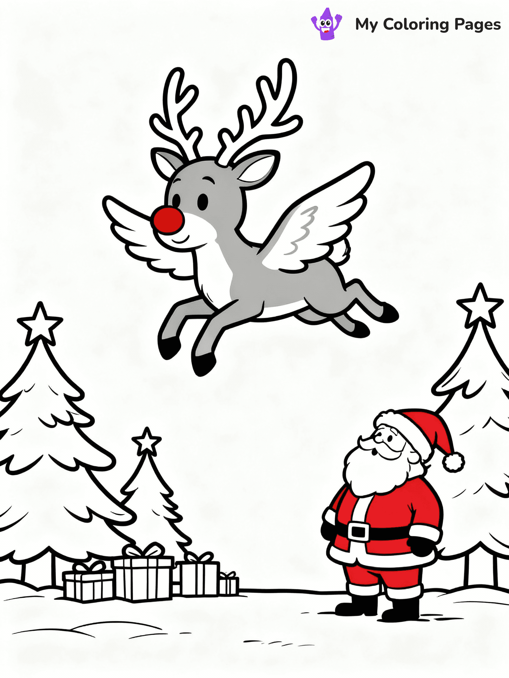 ⚠️ CRITICAL REQUIREMENT - ABSOLUTE BLACK AND WHITE ONLY ⚠️
This MUST be a BLACK AND WHITE line drawing ONLY. NO COLORS whatsoever.
- ONLY pure black lines (#000000) on pure white background (#FFFFFF)
- ABSOLUTELY NO colors, NO shading, NO gradients, NO grayscale
- If there are ANY colors in the output, the image is REJECTED
- This is a COLORING PAGE - meant to be COLORED IN by children
- The output must be UNCOLORED line art ready for coloring
⚠️ SUBJECT TO DRAW: Reindeer practicing flight training with Santa watching, in Christmas-themed style. PURE OUTLINES. NO FILLS, COLOR, SHADING, OR GREYSCALE. WHITE BACKGROUND.
(REMEMBER: Output must be BLACK AND WHITE line art only, NOT colored!)
# Flat, Friendly Cartoon Line-Art Coloring Page
You are generating a **pure black-and-white binary image** of a child-friendly cartoon scene combining characters and background scenery in one cohesive composition.
## Rendering Rules (Strict)
- Only two colors: pure black (#000000) outlines and pure white (#FFFFFF) background.
- No grayscale, shading, gradients, tints, fills, transparency, or partial pixels.
- No antialiasing or blended edges; every pixel is 100% black or white.
- No solid black fills inside shapes — all areas inside outlines must remain white.
- No dark clothing areas or filled tone blocks; all garments outlined only.
- No shadows, textures, lighting, or tonal variations.
- Must look like flat binary vector line-art for coloring pages.
## Drawing & Composition
- **Medium, consistent line weight**; clean closed outlines easy to color inside.
- **Flat, simple, child-friendly design** — no realism or 3D depth.
- Characters are **grounded on a surface**, centered and large.
- **Balanced composition** with clear silhouettes and minimal props.
## Scenery & Style
- Landmarks (e.g., mosque, CN Tower) and scenery (trees, benches, waves) drawn with **black outlines only.**
- For real-world figures, teams, or places, show accurate details using only black outlines—no text or logos. Use distinctive uniform patterns, abstract symbols, and landmark silhouettes to convey identity.
- Keep **consistent perspective**; no floating elements.
- **Style:** whimsical **Doodle Art Alley** — rounded, friendly outlines.
- May adapt shapes from **Crayola, Disney, Peppa Pig, Cocomelon** — *by shape only, never color.*
- Final output: **flat, crisp, binary (#000000/#FFFFFF)**, **no filled color or background text.**
EXTREMELYE IMPORTANT:
- PURE BINARY LINE-ART; NO FILLS (HAIR/CLOTHES/SKIN), SHADING, OR GREY.
- NO SHADING, COLOR. MUST BE WHITE BACKGROUND.
⚠️ FINAL REMINDER: Draw the subject "Reindeer practicing flight training with Santa watching, in Christmas-themed style. PURE OUTLINES. NO FILLS, COLOR, SHADING, OR GREYSCALE. WHITE BACKGROUND." as BLACK AND WHITE line art. Zero colors in output.