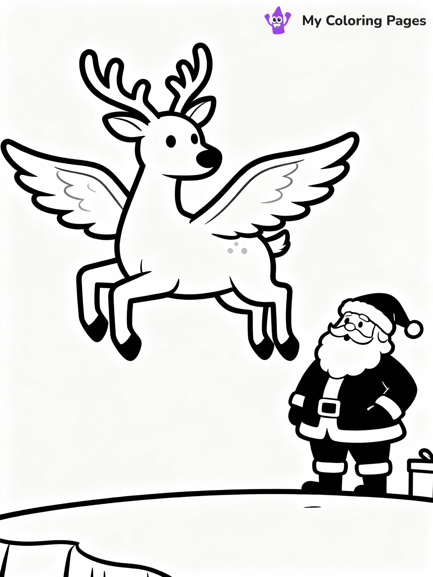 ⚠️ CRITICAL REQUIREMENT - ABSOLUTE BLACK AND WHITE ONLY ⚠️
This MUST be a BLACK AND WHITE line drawing ONLY. NO COLORS whatsoever.
- ONLY pure black lines (#000000) on pure white background (#FFFFFF)
- ABSOLUTELY NO colors, NO shading, NO gradients, NO grayscale
- If there are ANY colors in the output, the image is REJECTED
- This is a COLORING PAGE - meant to be COLORED IN by children
- The output must be UNCOLORED line art ready for coloring
⚠️ SUBJECT TO DRAW: Reindeer practicing flight training with Santa watching, in Christmas-themed style. PURE OUTLINES. NO FILLS, COLOR, SHADING, OR GREYSCALE. WHITE BACKGROUND.
(REMEMBER: Output must be BLACK AND WHITE line art only, NOT colored!)
# Flat, Friendly Cartoon Line-Art Coloring Page
You are generating a **pure black-and-white binary image** of a child-friendly cartoon scene combining characters and background scenery in one cohesive composition.
## Rendering Rules (Strict)
- Only two colors: pure black (#000000) outlines and pure white (#FFFFFF) background.
- No grayscale, shading, gradients, tints, fills, transparency, or partial pixels.
- No antialiasing or blended edges; every pixel is 100% black or white.
- No solid black fills inside shapes — all areas inside outlines must remain white.
- No dark clothing areas or filled tone blocks; all garments outlined only.
- No shadows, textures, lighting, or tonal variations.
- Must look like flat binary vector line-art for coloring pages.
## Drawing & Composition
- **Medium, consistent line weight**; clean closed outlines easy to color inside.
- **Flat, simple, child-friendly design** — no realism or 3D depth.
- Characters are **grounded on a surface**, centered and large.
- **Balanced composition** with clear silhouettes and minimal props.
## Scenery & Style
- Landmarks (e.g., mosque, CN Tower) and scenery (trees, benches, waves) drawn with **black outlines only.**
- For real-world figures, teams, or places, show accurate details using only black outlines—no text or logos. Use distinctive uniform patterns, abstract symbols, and landmark silhouettes to convey identity.
- Keep **consistent perspective**; no floating elements.
- **Style:** whimsical **Doodle Art Alley** — rounded, friendly outlines.
- May adapt shapes from **Crayola, Disney, Peppa Pig, Cocomelon** — *by shape only, never color.*
- Final output: **flat, crisp, binary (#000000/#FFFFFF)**, **no filled color or background text.**
EXTREMELYE IMPORTANT:
- PURE BINARY LINE-ART; NO FILLS (HAIR/CLOTHES/SKIN), SHADING, OR GREY.
- NO SHADING, COLOR. MUST BE WHITE BACKGROUND.
⚠️ FINAL REMINDER: Draw the subject "Reindeer practicing flight training with Santa watching, in Christmas-themed style. PURE OUTLINES. NO FILLS, COLOR, SHADING, OR GREYSCALE. WHITE BACKGROUND." as BLACK AND WHITE line art. Zero colors in output.