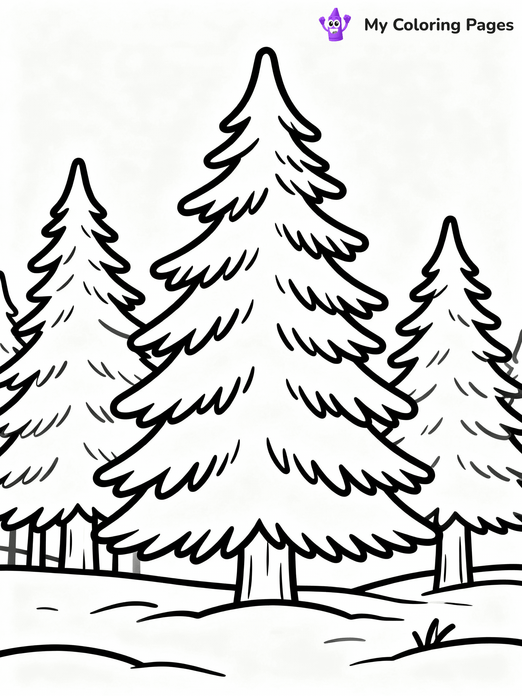 ⚠️ CRITICAL REQUIREMENT - ABSOLUTE BLACK AND WHITE ONLY ⚠️
This MUST be a BLACK AND WHITE line drawing ONLY. NO COLORS whatsoever.
- ONLY pure black lines (#000000) on pure white background (#FFFFFF)
- ABSOLUTELY NO colors, NO shading, NO gradients, NO grayscale
- If there are ANY colors in the output, the image is REJECTED
- This is a COLORING PAGE - meant to be COLORED IN by children
- The output must be UNCOLORED line art ready for coloring
⚠️ SUBJECT TO DRAW: A peaceful winter forest filled with tall pine trees, in Christmas-themed style. PURE OUTLINES. NO FILLS, COLOR, SHADING, OR GREYSCALE. WHITE BACKGROUND.
(REMEMBER: Output must be BLACK AND WHITE line art only, NOT colored!)
# Flat, Friendly Cartoon Line-Art Coloring Page
You are generating a **pure black-and-white binary image** of a child-friendly cartoon scene combining characters and background scenery in one cohesive composition.
## Rendering Rules (Strict)
- Only two colors: pure black (#000000) outlines and pure white (#FFFFFF) background.
- No grayscale, shading, gradients, tints, fills, transparency, or partial pixels.
- No antialiasing or blended edges; every pixel is 100% black or white.
- No solid black fills inside shapes — all areas inside outlines must remain white.
- No dark clothing areas or filled tone blocks; all garments outlined only.
- No shadows, textures, lighting, or tonal variations.
- Must look like flat binary vector line-art for coloring pages.
## Drawing & Composition
- **Medium, consistent line weight**; clean closed outlines easy to color inside.
- **Flat, simple, child-friendly design** — no realism or 3D depth.
- Characters are **grounded on a surface**, centered and large.
- **Balanced composition** with clear silhouettes and minimal props.
## Scenery & Style
- Landmarks (e.g., mosque, CN Tower) and scenery (trees, benches, waves) drawn with **black outlines only.**
- For real-world figures, teams, or places, show accurate details using only black outlines—no text or logos. Use distinctive uniform patterns, abstract symbols, and landmark silhouettes to convey identity.
- Keep **consistent perspective**; no floating elements.
- **Style:** whimsical **Doodle Art Alley** — rounded, friendly outlines.
- May adapt shapes from **Crayola, Disney, Peppa Pig, Cocomelon** — *by shape only, never color.*
- Final output: **flat, crisp, binary (#000000/#FFFFFF)**, **no filled color or background text.**
EXTREMELYE IMPORTANT:
- PURE BINARY LINE-ART; NO FILLS (HAIR/CLOTHES/SKIN), SHADING, OR GREY.
- NO SHADING, COLOR. MUST BE WHITE BACKGROUND.
⚠️ FINAL REMINDER: Draw the subject "A peaceful winter forest filled with tall pine trees, in Christmas-themed style. PURE OUTLINES. NO FILLS, COLOR, SHADING, OR GREYSCALE. WHITE BACKGROUND." as BLACK AND WHITE line art. Zero colors in output.