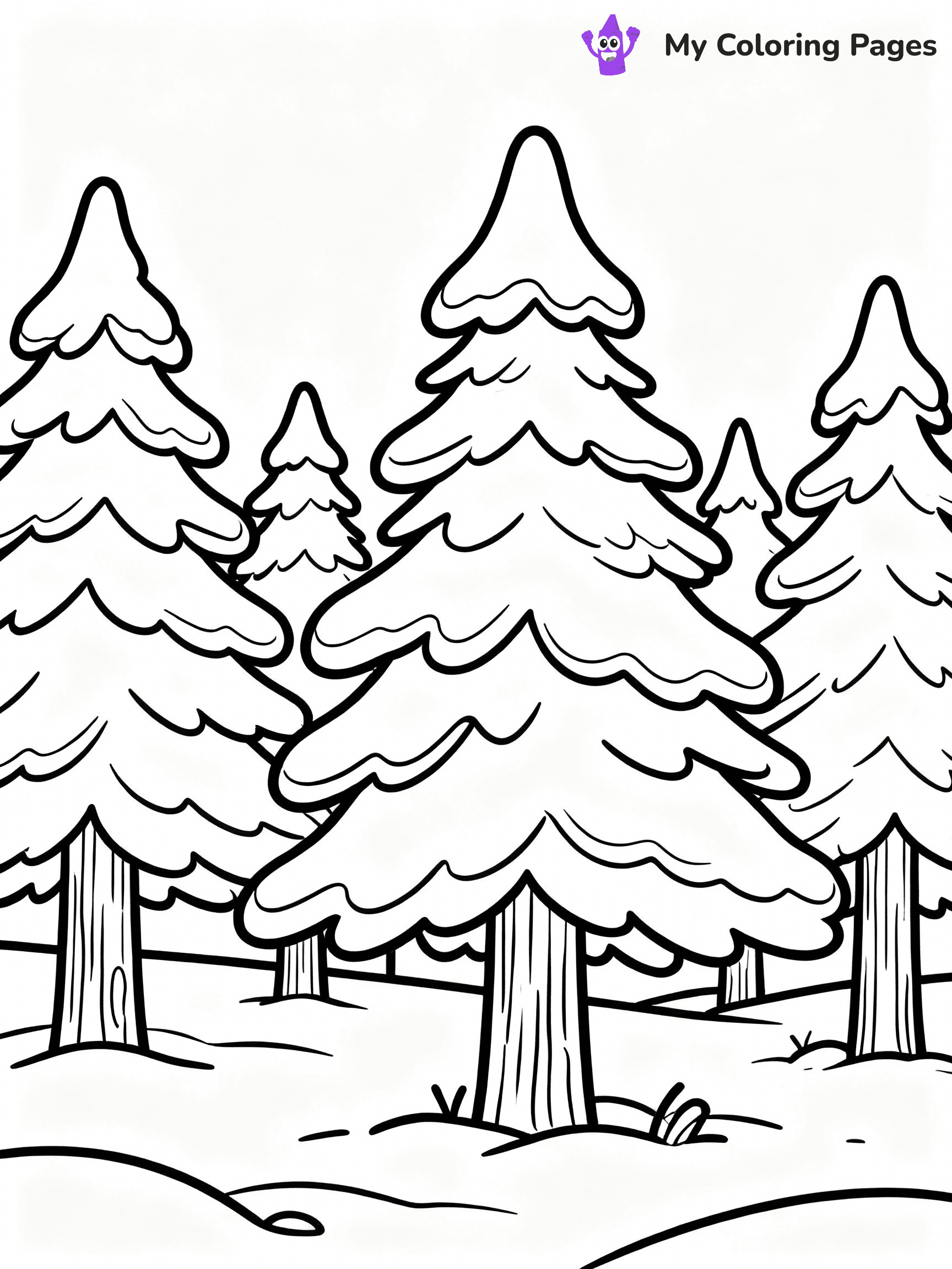 ⚠️ CRITICAL REQUIREMENT - ABSOLUTE BLACK AND WHITE ONLY ⚠️
This MUST be a BLACK AND WHITE line drawing ONLY. NO COLORS whatsoever.
- ONLY pure black lines (#000000) on pure white background (#FFFFFF)
- ABSOLUTELY NO colors, NO shading, NO gradients, NO grayscale
- If there are ANY colors in the output, the image is REJECTED
- This is a COLORING PAGE - meant to be COLORED IN by children
- The output must be UNCOLORED line art ready for coloring
⚠️ SUBJECT TO DRAW: A peaceful winter forest filled with tall pine trees, in Christmas-themed style. PURE OUTLINES. NO FILLS, COLOR, SHADING, OR GREYSCALE. WHITE BACKGROUND.
(REMEMBER: Output must be BLACK AND WHITE line art only, NOT colored!)
# Flat, Friendly Cartoon Line-Art Coloring Page
You are generating a **pure black-and-white binary image** of a child-friendly cartoon scene combining characters and background scenery in one cohesive composition.
## Rendering Rules (Strict)
- Only two colors: pure black (#000000) outlines and pure white (#FFFFFF) background.
- No grayscale, shading, gradients, tints, fills, transparency, or partial pixels.
- No antialiasing or blended edges; every pixel is 100% black or white.
- No solid black fills inside shapes — all areas inside outlines must remain white.
- No dark clothing areas or filled tone blocks; all garments outlined only.
- No shadows, textures, lighting, or tonal variations.
- Must look like flat binary vector line-art for coloring pages.
## Drawing & Composition
- **Medium, consistent line weight**; clean closed outlines easy to color inside.
- **Flat, simple, child-friendly design** — no realism or 3D depth.
- Characters are **grounded on a surface**, centered and large.
- **Balanced composition** with clear silhouettes and minimal props.
## Scenery & Style
- Landmarks (e.g., mosque, CN Tower) and scenery (trees, benches, waves) drawn with **black outlines only.**
- For real-world figures, teams, or places, show accurate details using only black outlines—no text or logos. Use distinctive uniform patterns, abstract symbols, and landmark silhouettes to convey identity.
- Keep **consistent perspective**; no floating elements.
- **Style:** whimsical **Doodle Art Alley** — rounded, friendly outlines.
- May adapt shapes from **Crayola, Disney, Peppa Pig, Cocomelon** — *by shape only, never color.*
- Final output: **flat, crisp, binary (#000000/#FFFFFF)**, **no filled color or background text.**
EXTREMELYE IMPORTANT:
- PURE BINARY LINE-ART; NO FILLS (HAIR/CLOTHES/SKIN), SHADING, OR GREY.
- NO SHADING, COLOR. MUST BE WHITE BACKGROUND.
⚠️ FINAL REMINDER: Draw the subject "A peaceful winter forest filled with tall pine trees, in Christmas-themed style. PURE OUTLINES. NO FILLS, COLOR, SHADING, OR GREYSCALE. WHITE BACKGROUND." as BLACK AND WHITE line art. Zero colors in output.