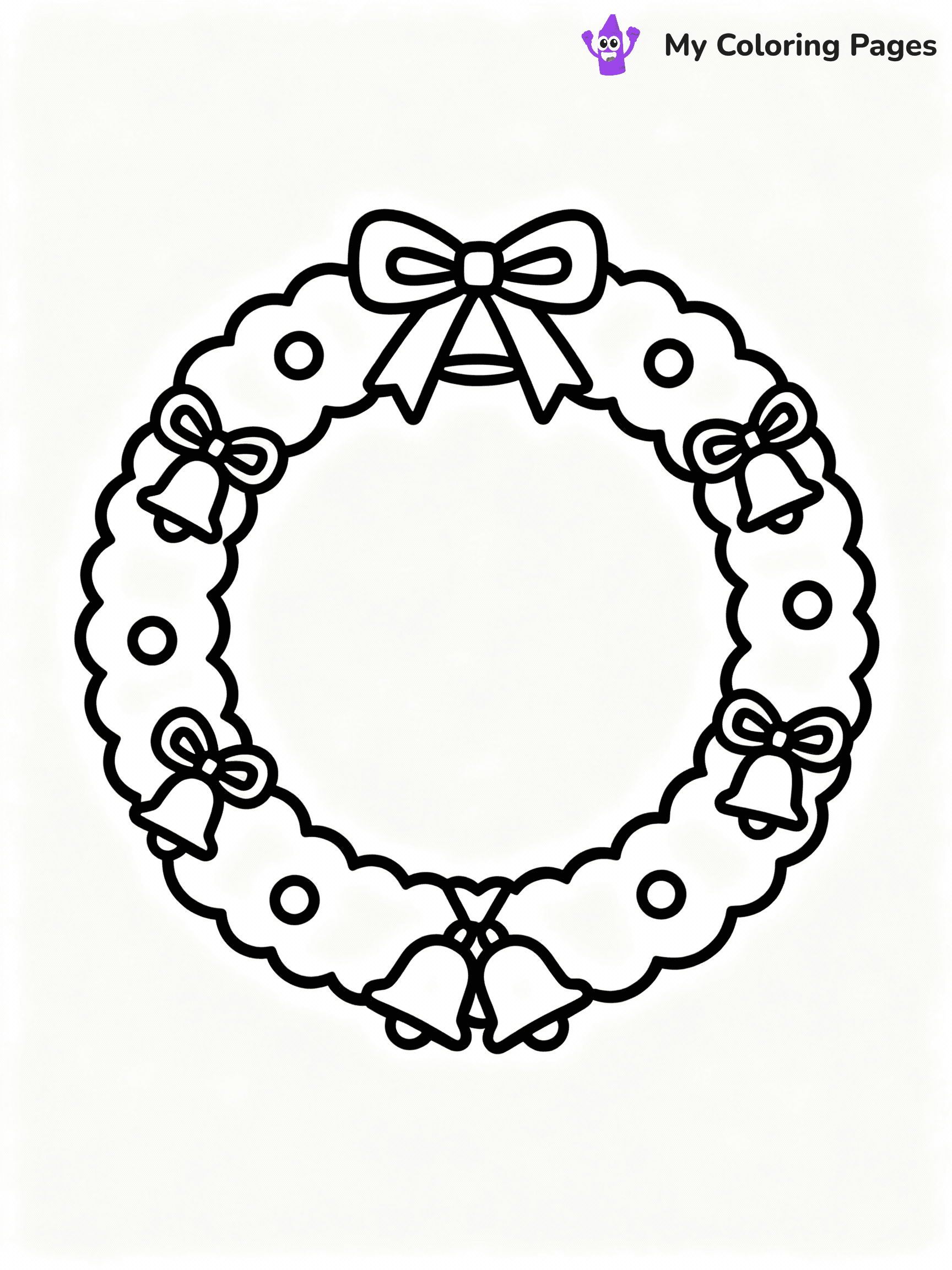 ⚠️ CRITICAL REQUIREMENT - ABSOLUTE BLACK AND WHITE ONLY ⚠️
This MUST be a BLACK AND WHITE line drawing ONLY. NO COLORS whatsoever.
- ONLY pure black lines (#000000) on pure white background (#FFFFFF)
- ABSOLUTELY NO colors, NO shading, NO gradients, NO grayscale
- If there are ANY colors in the output, the image is REJECTED
- This is a COLORING PAGE - meant to be COLORED IN by children
- The output must be UNCOLORED line art ready for coloring
⚠️ SUBJECT TO DRAW: A giant wreath decorated with bells and ribbons, in Christmas-themed style. PURE OUTLINES. NO FILLS, COLOR, SHADING, OR GREYSCALE. WHITE BACKGROUND.
(REMEMBER: Output must be BLACK AND WHITE line art only, NOT colored!)
# Flat, Friendly Cartoon Line-Art Coloring Page
You are generating a **pure black-and-white binary image** of a child-friendly cartoon scene combining characters and background scenery in one cohesive composition.
## Rendering Rules (Strict)
- Only two colors: pure black (#000000) outlines and pure white (#FFFFFF) background.
- No grayscale, shading, gradients, tints, fills, transparency, or partial pixels.
- No antialiasing or blended edges; every pixel is 100% black or white.
- No solid black fills inside shapes — all areas inside outlines must remain white.
- No dark clothing areas or filled tone blocks; all garments outlined only.
- No shadows, textures, lighting, or tonal variations.
- Must look like flat binary vector line-art for coloring pages.
## Drawing & Composition
- **Medium, consistent line weight**; clean closed outlines easy to color inside.
- **Flat, simple, child-friendly design** — no realism or 3D depth.
- Characters are **grounded on a surface**, centered and large.
- **Balanced composition** with clear silhouettes and minimal props.
## Scenery & Style
- Landmarks (e.g., mosque, CN Tower) and scenery (trees, benches, waves) drawn with **black outlines only.**
- For real-world figures, teams, or places, show accurate details using only black outlines—no text or logos. Use distinctive uniform patterns, abstract symbols, and landmark silhouettes to convey identity.
- Keep **consistent perspective**; no floating elements.
- **Style:** whimsical **Doodle Art Alley** — rounded, friendly outlines.
- May adapt shapes from **Crayola, Disney, Peppa Pig, Cocomelon** — *by shape only, never color.*
- Final output: **flat, crisp, binary (#000000/#FFFFFF)**, **no filled color or background text.**
EXTREMELYE IMPORTANT:
- PURE BINARY LINE-ART; NO FILLS (HAIR/CLOTHES/SKIN), SHADING, OR GREY.
- NO SHADING, COLOR. MUST BE WHITE BACKGROUND.
⚠️ FINAL REMINDER: Draw the subject "A giant wreath decorated with bells and ribbons, in Christmas-themed style. PURE OUTLINES. NO FILLS, COLOR, SHADING, OR GREYSCALE. WHITE BACKGROUND." as BLACK AND WHITE line art. Zero colors in output.