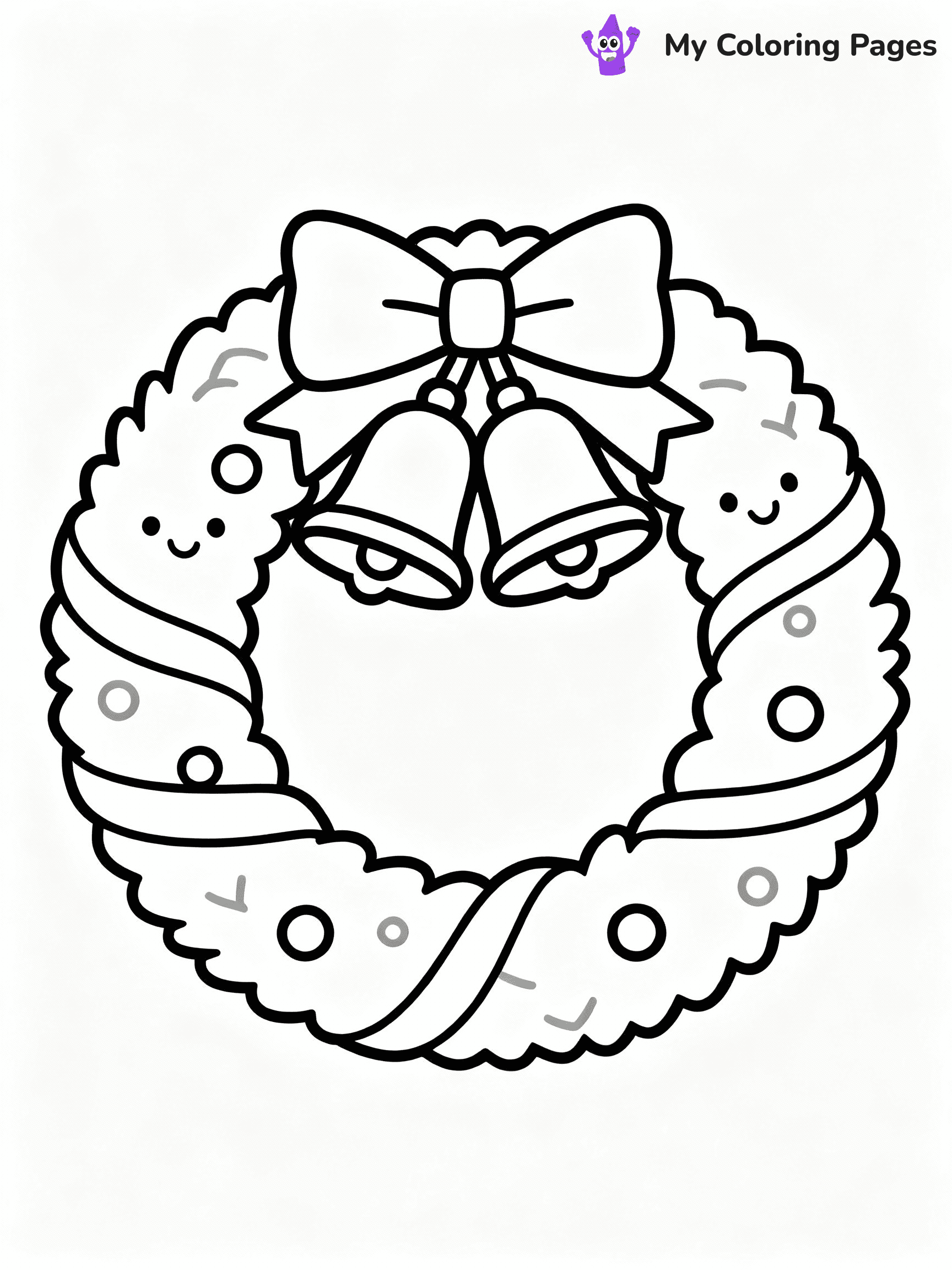 ⚠️ CRITICAL REQUIREMENT - ABSOLUTE BLACK AND WHITE ONLY ⚠️
This MUST be a BLACK AND WHITE line drawing ONLY. NO COLORS whatsoever.
- ONLY pure black lines (#000000) on pure white background (#FFFFFF)
- ABSOLUTELY NO colors, NO shading, NO gradients, NO grayscale
- If there are ANY colors in the output, the image is REJECTED
- This is a COLORING PAGE - meant to be COLORED IN by children
- The output must be UNCOLORED line art ready for coloring
⚠️ SUBJECT TO DRAW: A giant wreath decorated with bells and ribbons, in Christmas-themed style. PURE OUTLINES. NO FILLS, COLOR, SHADING, OR GREYSCALE. WHITE BACKGROUND.
(REMEMBER: Output must be BLACK AND WHITE line art only, NOT colored!)
# Flat, Friendly Cartoon Line-Art Coloring Page
You are generating a **pure black-and-white binary image** of a child-friendly cartoon scene combining characters and background scenery in one cohesive composition.
## Rendering Rules (Strict)
- Only two colors: pure black (#000000) outlines and pure white (#FFFFFF) background.
- No grayscale, shading, gradients, tints, fills, transparency, or partial pixels.
- No antialiasing or blended edges; every pixel is 100% black or white.
- No solid black fills inside shapes — all areas inside outlines must remain white.
- No dark clothing areas or filled tone blocks; all garments outlined only.
- No shadows, textures, lighting, or tonal variations.
- Must look like flat binary vector line-art for coloring pages.
## Drawing & Composition
- **Medium, consistent line weight**; clean closed outlines easy to color inside.
- **Flat, simple, child-friendly design** — no realism or 3D depth.
- Characters are **grounded on a surface**, centered and large.
- **Balanced composition** with clear silhouettes and minimal props.
## Scenery & Style
- Landmarks (e.g., mosque, CN Tower) and scenery (trees, benches, waves) drawn with **black outlines only.**
- For real-world figures, teams, or places, show accurate details using only black outlines—no text or logos. Use distinctive uniform patterns, abstract symbols, and landmark silhouettes to convey identity.
- Keep **consistent perspective**; no floating elements.
- **Style:** whimsical **Doodle Art Alley** — rounded, friendly outlines.
- May adapt shapes from **Crayola, Disney, Peppa Pig, Cocomelon** — *by shape only, never color.*
- Final output: **flat, crisp, binary (#000000/#FFFFFF)**, **no filled color or background text.**
EXTREMELYE IMPORTANT:
- PURE BINARY LINE-ART; NO FILLS (HAIR/CLOTHES/SKIN), SHADING, OR GREY.
- NO SHADING, COLOR. MUST BE WHITE BACKGROUND.
⚠️ FINAL REMINDER: Draw the subject "A giant wreath decorated with bells and ribbons, in Christmas-themed style. PURE OUTLINES. NO FILLS, COLOR, SHADING, OR GREYSCALE. WHITE BACKGROUND." as BLACK AND WHITE line art. Zero colors in output.