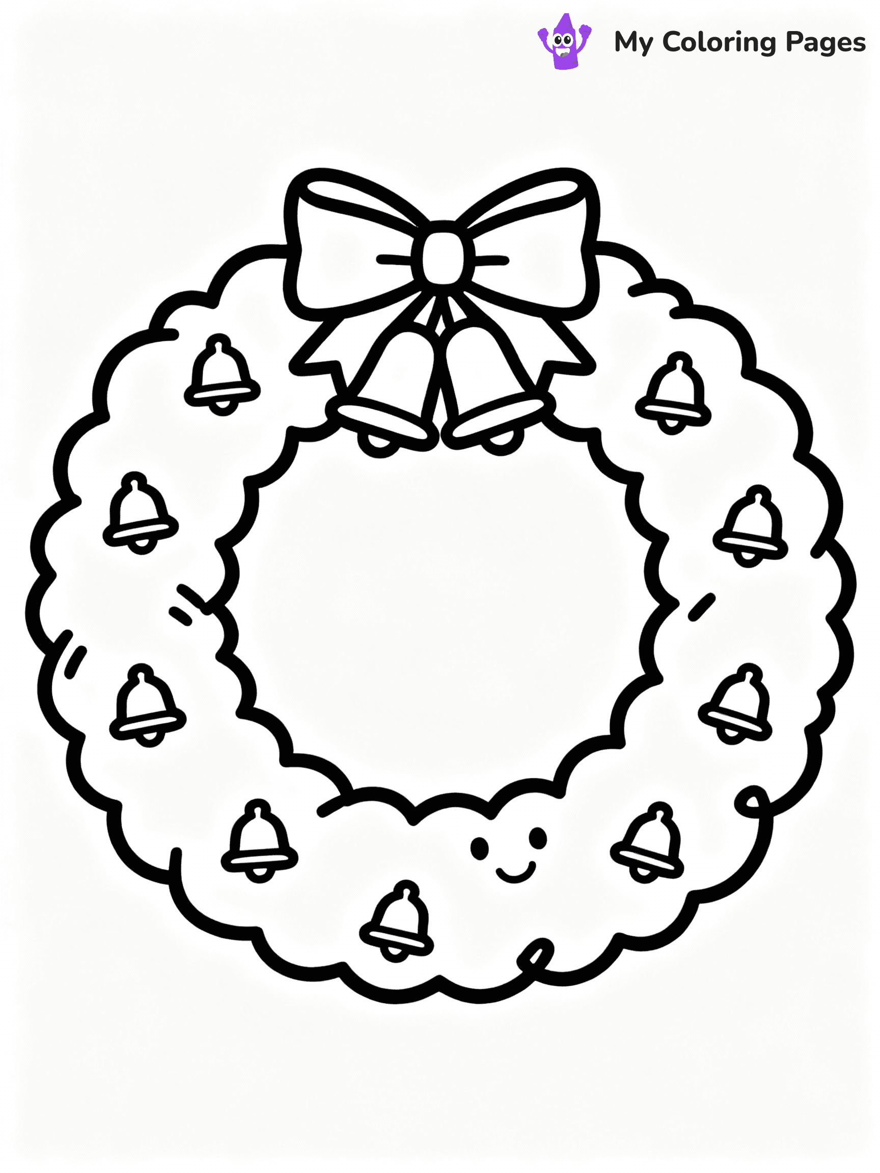 ⚠️ CRITICAL REQUIREMENT - ABSOLUTE BLACK AND WHITE ONLY ⚠️
This MUST be a BLACK AND WHITE line drawing ONLY. NO COLORS whatsoever.
- ONLY pure black lines (#000000) on pure white background (#FFFFFF)
- ABSOLUTELY NO colors, NO shading, NO gradients, NO grayscale
- If there are ANY colors in the output, the image is REJECTED
- This is a COLORING PAGE - meant to be COLORED IN by children
- The output must be UNCOLORED line art ready for coloring
⚠️ SUBJECT TO DRAW: A giant wreath decorated with bells and ribbons, in Christmas-themed style. PURE OUTLINES. NO FILLS, COLOR, SHADING, OR GREYSCALE. WHITE BACKGROUND.
(REMEMBER: Output must be BLACK AND WHITE line art only, NOT colored!)
# Flat, Friendly Cartoon Line-Art Coloring Page
You are generating a **pure black-and-white binary image** of a child-friendly cartoon scene combining characters and background scenery in one cohesive composition.
## Rendering Rules (Strict)
- Only two colors: pure black (#000000) outlines and pure white (#FFFFFF) background.
- No grayscale, shading, gradients, tints, fills, transparency, or partial pixels.
- No antialiasing or blended edges; every pixel is 100% black or white.
- No solid black fills inside shapes — all areas inside outlines must remain white.
- No dark clothing areas or filled tone blocks; all garments outlined only.
- No shadows, textures, lighting, or tonal variations.
- Must look like flat binary vector line-art for coloring pages.
## Drawing & Composition
- **Medium, consistent line weight**; clean closed outlines easy to color inside.
- **Flat, simple, child-friendly design** — no realism or 3D depth.
- Characters are **grounded on a surface**, centered and large.
- **Balanced composition** with clear silhouettes and minimal props.
## Scenery & Style
- Landmarks (e.g., mosque, CN Tower) and scenery (trees, benches, waves) drawn with **black outlines only.**
- For real-world figures, teams, or places, show accurate details using only black outlines—no text or logos. Use distinctive uniform patterns, abstract symbols, and landmark silhouettes to convey identity.
- Keep **consistent perspective**; no floating elements.
- **Style:** whimsical **Doodle Art Alley** — rounded, friendly outlines.
- May adapt shapes from **Crayola, Disney, Peppa Pig, Cocomelon** — *by shape only, never color.*
- Final output: **flat, crisp, binary (#000000/#FFFFFF)**, **no filled color or background text.**
EXTREMELYE IMPORTANT:
- PURE BINARY LINE-ART; NO FILLS (HAIR/CLOTHES/SKIN), SHADING, OR GREY.
- NO SHADING, COLOR. MUST BE WHITE BACKGROUND.
⚠️ FINAL REMINDER: Draw the subject "A giant wreath decorated with bells and ribbons, in Christmas-themed style. PURE OUTLINES. NO FILLS, COLOR, SHADING, OR GREYSCALE. WHITE BACKGROUND." as BLACK AND WHITE line art. Zero colors in output.