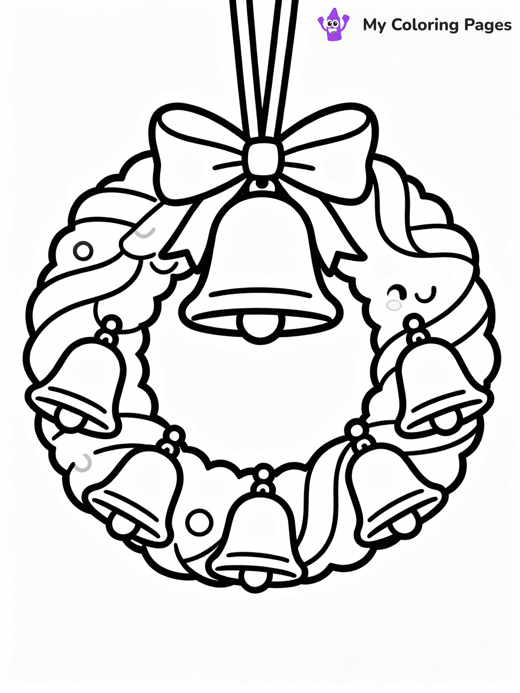 ⚠️ CRITICAL REQUIREMENT - ABSOLUTE BLACK AND WHITE ONLY ⚠️
This MUST be a BLACK AND WHITE line drawing ONLY. NO COLORS whatsoever.
- ONLY pure black lines (#000000) on pure white background (#FFFFFF)
- ABSOLUTELY NO colors, NO shading, NO gradients, NO grayscale
- If there are ANY colors in the output, the image is REJECTED
- This is a COLORING PAGE - meant to be COLORED IN by children
- The output must be UNCOLORED line art ready for coloring
⚠️ SUBJECT TO DRAW: A giant wreath decorated with bells and ribbons, in Christmas-themed style. PURE OUTLINES. NO FILLS, COLOR, SHADING, OR GREYSCALE. WHITE BACKGROUND.
(REMEMBER: Output must be BLACK AND WHITE line art only, NOT colored!)
# Flat, Friendly Cartoon Line-Art Coloring Page
You are generating a **pure black-and-white binary image** of a child-friendly cartoon scene combining characters and background scenery in one cohesive composition.
## Rendering Rules (Strict)
- Only two colors: pure black (#000000) outlines and pure white (#FFFFFF) background.
- No grayscale, shading, gradients, tints, fills, transparency, or partial pixels.
- No antialiasing or blended edges; every pixel is 100% black or white.
- No solid black fills inside shapes — all areas inside outlines must remain white.
- No dark clothing areas or filled tone blocks; all garments outlined only.
- No shadows, textures, lighting, or tonal variations.
- Must look like flat binary vector line-art for coloring pages.
## Drawing & Composition
- **Medium, consistent line weight**; clean closed outlines easy to color inside.
- **Flat, simple, child-friendly design** — no realism or 3D depth.
- Characters are **grounded on a surface**, centered and large.
- **Balanced composition** with clear silhouettes and minimal props.
## Scenery & Style
- Landmarks (e.g., mosque, CN Tower) and scenery (trees, benches, waves) drawn with **black outlines only.**
- For real-world figures, teams, or places, show accurate details using only black outlines—no text or logos. Use distinctive uniform patterns, abstract symbols, and landmark silhouettes to convey identity.
- Keep **consistent perspective**; no floating elements.
- **Style:** whimsical **Doodle Art Alley** — rounded, friendly outlines.
- May adapt shapes from **Crayola, Disney, Peppa Pig, Cocomelon** — *by shape only, never color.*
- Final output: **flat, crisp, binary (#000000/#FFFFFF)**, **no filled color or background text.**
EXTREMELYE IMPORTANT:
- PURE BINARY LINE-ART; NO FILLS (HAIR/CLOTHES/SKIN), SHADING, OR GREY.
- NO SHADING, COLOR. MUST BE WHITE BACKGROUND.
⚠️ FINAL REMINDER: Draw the subject "A giant wreath decorated with bells and ribbons, in Christmas-themed style. PURE OUTLINES. NO FILLS, COLOR, SHADING, OR GREYSCALE. WHITE BACKGROUND." as BLACK AND WHITE line art. Zero colors in output.