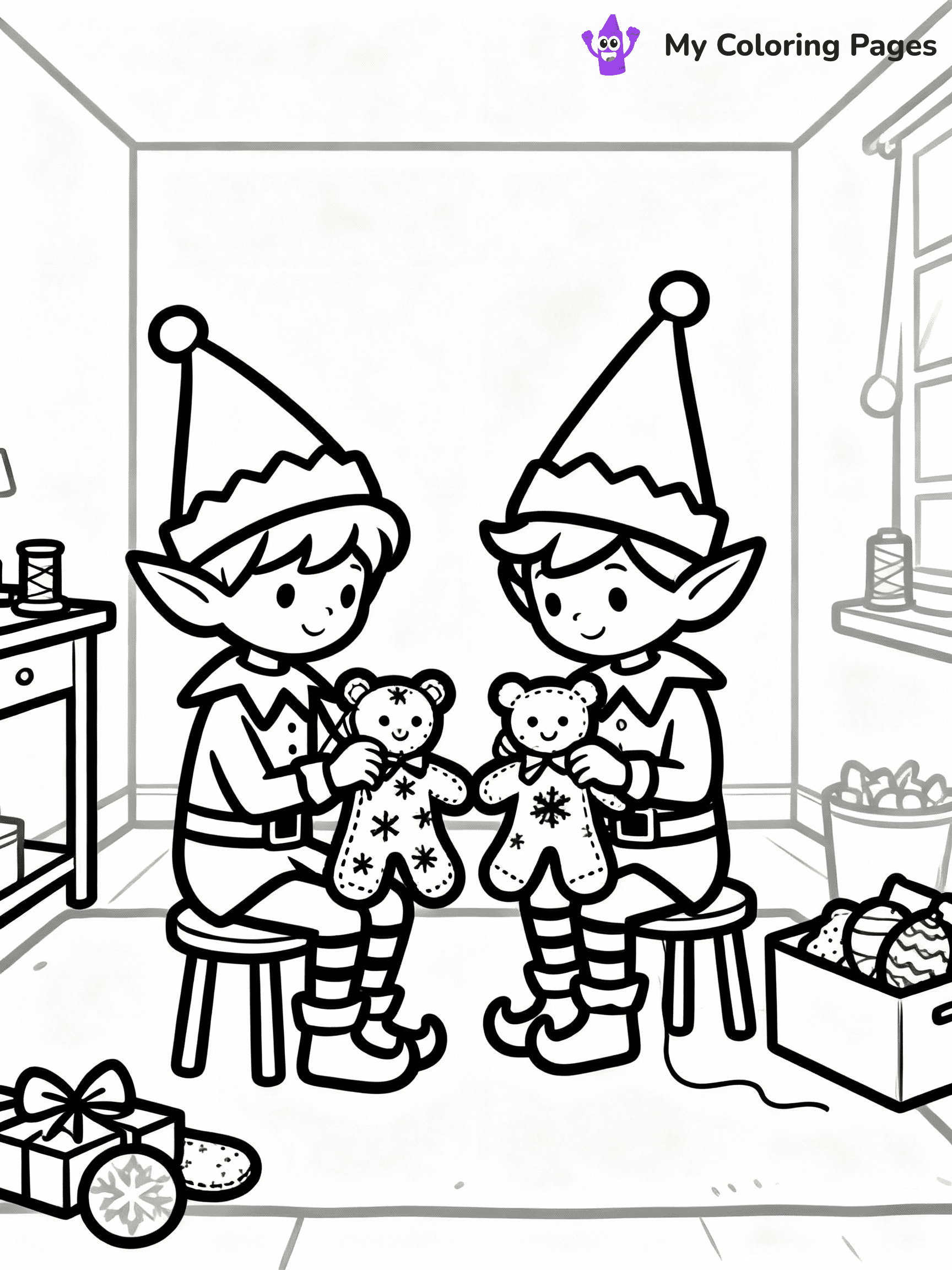 ⚠️ CRITICAL REQUIREMENT - ABSOLUTE BLACK AND WHITE ONLY ⚠️
This MUST be a BLACK AND WHITE line drawing ONLY. NO COLORS whatsoever.
- ONLY pure black lines (#000000) on pure white background (#FFFFFF)
- ABSOLUTELY NO colors, NO shading, NO gradients, NO grayscale
- If there are ANY colors in the output, the image is REJECTED
- This is a COLORING PAGE - meant to be COLORED IN by children
- The output must be UNCOLORED line art ready for coloring
⚠️ SUBJECT TO DRAW: Elves sewing plush toys in a workshop corner, in Christmas-themed style. PURE OUTLINES. NO FILLS, COLOR, SHADING, OR GREYSCALE. WHITE BACKGROUND.
(REMEMBER: Output must be BLACK AND WHITE line art only, NOT colored!)
# Flat, Friendly Cartoon Line-Art Coloring Page
You are generating a **pure black-and-white binary image** of a child-friendly cartoon scene combining characters and background scenery in one cohesive composition.
## Rendering Rules (Strict)
- Only two colors: pure black (#000000) outlines and pure white (#FFFFFF) background.
- No grayscale, shading, gradients, tints, fills, transparency, or partial pixels.
- No antialiasing or blended edges; every pixel is 100% black or white.
- No solid black fills inside shapes — all areas inside outlines must remain white.
- No dark clothing areas or filled tone blocks; all garments outlined only.
- No shadows, textures, lighting, or tonal variations.
- Must look like flat binary vector line-art for coloring pages.
## Drawing & Composition
- **Medium, consistent line weight**; clean closed outlines easy to color inside.
- **Flat, simple, child-friendly design** — no realism or 3D depth.
- Characters are **grounded on a surface**, centered and large.
- **Balanced composition** with clear silhouettes and minimal props.
## Scenery & Style
- Landmarks (e.g., mosque, CN Tower) and scenery (trees, benches, waves) drawn with **black outlines only.**
- For real-world figures, teams, or places, show accurate details using only black outlines—no text or logos. Use distinctive uniform patterns, abstract symbols, and landmark silhouettes to convey identity.
- Keep **consistent perspective**; no floating elements.
- **Style:** whimsical **Doodle Art Alley** — rounded, friendly outlines.
- May adapt shapes from **Crayola, Disney, Peppa Pig, Cocomelon** — *by shape only, never color.*
- Final output: **flat, crisp, binary (#000000/#FFFFFF)**, **no filled color or background text.**
EXTREMELYE IMPORTANT:
- PURE BINARY LINE-ART; NO FILLS (HAIR/CLOTHES/SKIN), SHADING, OR GREY.
- NO SHADING, COLOR. MUST BE WHITE BACKGROUND.
⚠️ FINAL REMINDER: Draw the subject "Elves sewing plush toys in a workshop corner, in Christmas-themed style. PURE OUTLINES. NO FILLS, COLOR, SHADING, OR GREYSCALE. WHITE BACKGROUND." as BLACK AND WHITE line art. Zero colors in output.