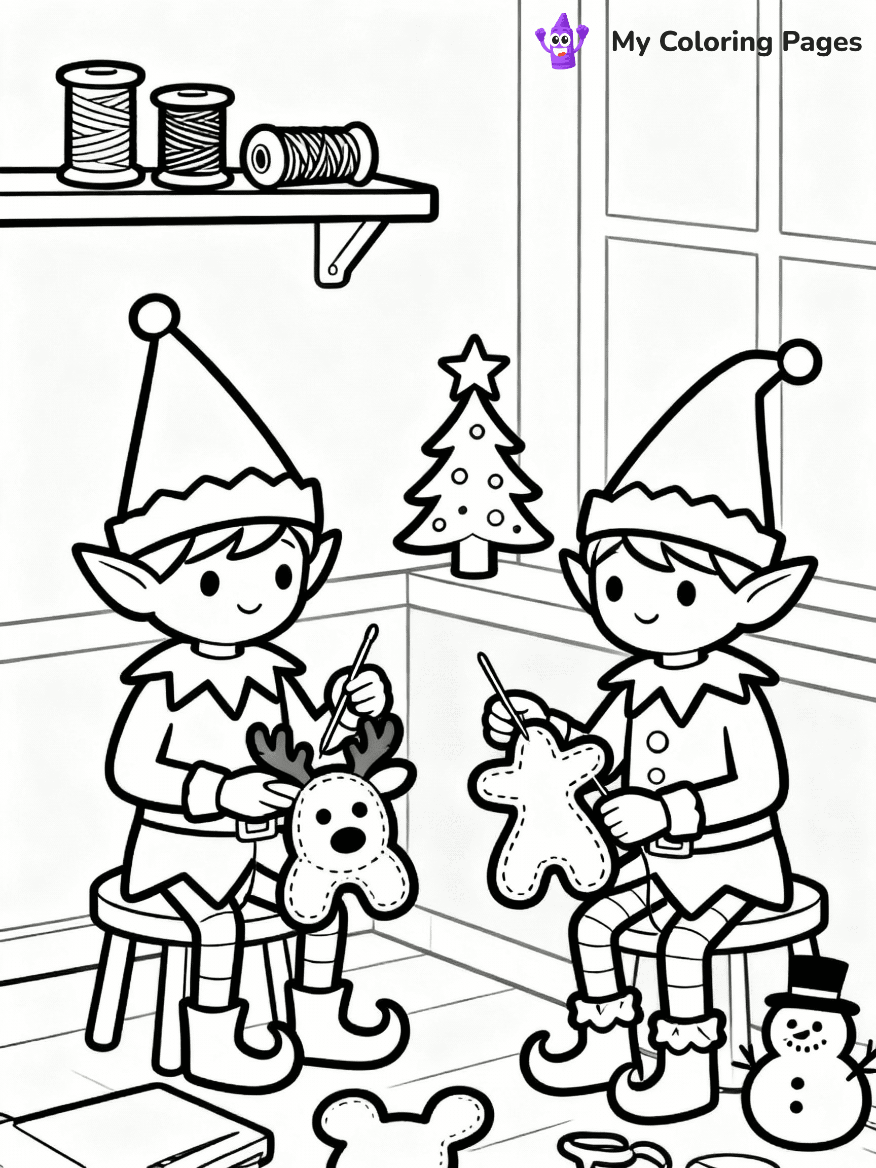 ⚠️ CRITICAL REQUIREMENT - ABSOLUTE BLACK AND WHITE ONLY ⚠️
This MUST be a BLACK AND WHITE line drawing ONLY. NO COLORS whatsoever.
- ONLY pure black lines (#000000) on pure white background (#FFFFFF)
- ABSOLUTELY NO colors, NO shading, NO gradients, NO grayscale
- If there are ANY colors in the output, the image is REJECTED
- This is a COLORING PAGE - meant to be COLORED IN by children
- The output must be UNCOLORED line art ready for coloring
⚠️ SUBJECT TO DRAW: Elves sewing plush toys in a workshop corner, in Christmas-themed style. PURE OUTLINES. NO FILLS, COLOR, SHADING, OR GREYSCALE. WHITE BACKGROUND.
(REMEMBER: Output must be BLACK AND WHITE line art only, NOT colored!)
# Flat, Friendly Cartoon Line-Art Coloring Page
You are generating a **pure black-and-white binary image** of a child-friendly cartoon scene combining characters and background scenery in one cohesive composition.
## Rendering Rules (Strict)
- Only two colors: pure black (#000000) outlines and pure white (#FFFFFF) background.
- No grayscale, shading, gradients, tints, fills, transparency, or partial pixels.
- No antialiasing or blended edges; every pixel is 100% black or white.
- No solid black fills inside shapes — all areas inside outlines must remain white.
- No dark clothing areas or filled tone blocks; all garments outlined only.
- No shadows, textures, lighting, or tonal variations.
- Must look like flat binary vector line-art for coloring pages.
## Drawing & Composition
- **Medium, consistent line weight**; clean closed outlines easy to color inside.
- **Flat, simple, child-friendly design** — no realism or 3D depth.
- Characters are **grounded on a surface**, centered and large.
- **Balanced composition** with clear silhouettes and minimal props.
## Scenery & Style
- Landmarks (e.g., mosque, CN Tower) and scenery (trees, benches, waves) drawn with **black outlines only.**
- For real-world figures, teams, or places, show accurate details using only black outlines—no text or logos. Use distinctive uniform patterns, abstract symbols, and landmark silhouettes to convey identity.
- Keep **consistent perspective**; no floating elements.
- **Style:** whimsical **Doodle Art Alley** — rounded, friendly outlines.
- May adapt shapes from **Crayola, Disney, Peppa Pig, Cocomelon** — *by shape only, never color.*
- Final output: **flat, crisp, binary (#000000/#FFFFFF)**, **no filled color or background text.**
EXTREMELYE IMPORTANT:
- PURE BINARY LINE-ART; NO FILLS (HAIR/CLOTHES/SKIN), SHADING, OR GREY.
- NO SHADING, COLOR. MUST BE WHITE BACKGROUND.
⚠️ FINAL REMINDER: Draw the subject "Elves sewing plush toys in a workshop corner, in Christmas-themed style. PURE OUTLINES. NO FILLS, COLOR, SHADING, OR GREYSCALE. WHITE BACKGROUND." as BLACK AND WHITE line art. Zero colors in output.