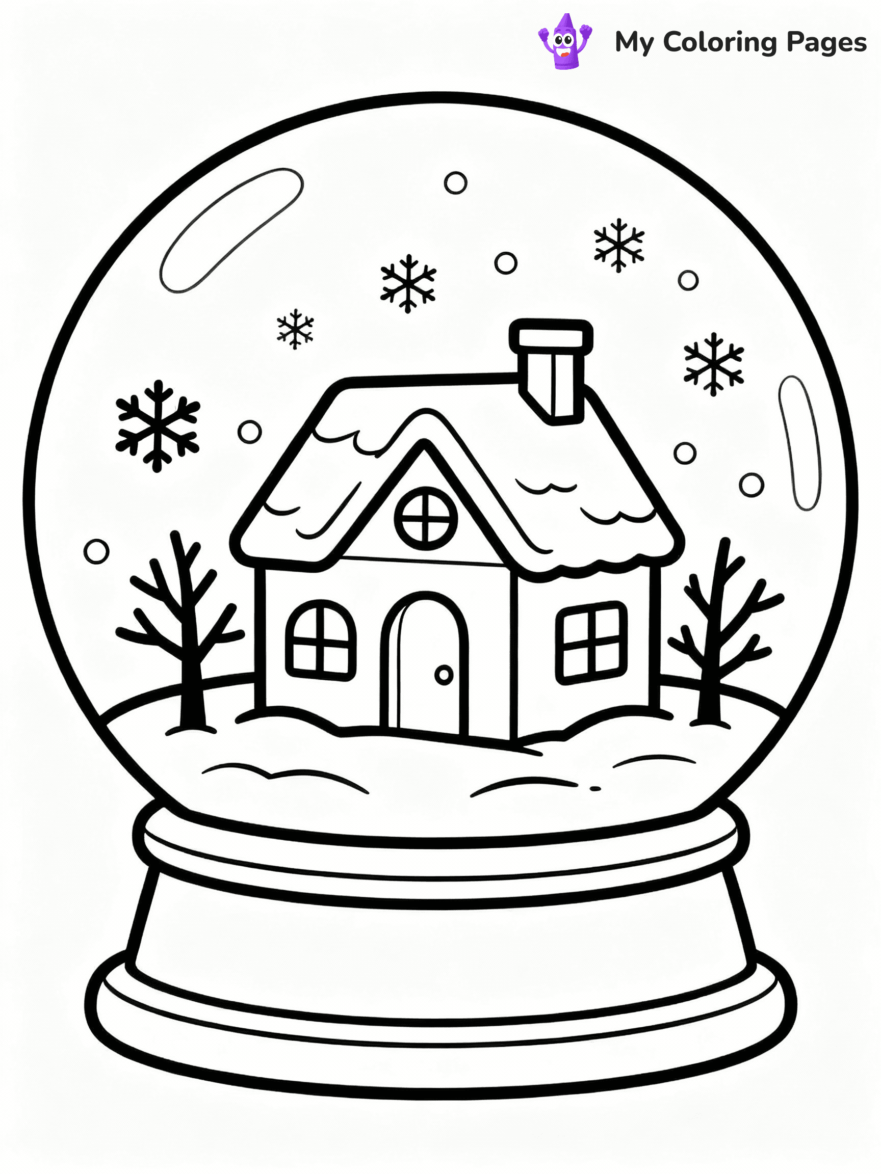 ⚠️ CRITICAL REQUIREMENT - ABSOLUTE BLACK AND WHITE ONLY ⚠️
This MUST be a BLACK AND WHITE line drawing ONLY. NO COLORS whatsoever.
- ONLY pure black lines (#000000) on pure white background (#FFFFFF)
- ABSOLUTELY NO colors, NO shading, NO gradients, NO grayscale
- If there are ANY colors in the output, the image is REJECTED
- This is a COLORING PAGE - meant to be COLORED IN by children
- The output must be UNCOLORED line art ready for coloring
⚠️ SUBJECT TO DRAW: A magical snow globe featuring a winter cottage scene, in Christmas-themed style. PURE OUTLINES. NO FILLS, COLOR, SHADING, OR GREYSCALE. WHITE BACKGROUND.
(REMEMBER: Output must be BLACK AND WHITE line art only, NOT colored!)
# Flat, Friendly Cartoon Line-Art Coloring Page
You are generating a **pure black-and-white binary image** of a child-friendly cartoon scene combining characters and background scenery in one cohesive composition.
## Rendering Rules (Strict)
- Only two colors: pure black (#000000) outlines and pure white (#FFFFFF) background.
- No grayscale, shading, gradients, tints, fills, transparency, or partial pixels.
- No antialiasing or blended edges; every pixel is 100% black or white.
- No solid black fills inside shapes — all areas inside outlines must remain white.
- No dark clothing areas or filled tone blocks; all garments outlined only.
- No shadows, textures, lighting, or tonal variations.
- Must look like flat binary vector line-art for coloring pages.
## Drawing & Composition
- **Medium, consistent line weight**; clean closed outlines easy to color inside.
- **Flat, simple, child-friendly design** — no realism or 3D depth.
- Characters are **grounded on a surface**, centered and large.
- **Balanced composition** with clear silhouettes and minimal props.
## Scenery & Style
- Landmarks (e.g., mosque, CN Tower) and scenery (trees, benches, waves) drawn with **black outlines only.**
- For real-world figures, teams, or places, show accurate details using only black outlines—no text or logos. Use distinctive uniform patterns, abstract symbols, and landmark silhouettes to convey identity.
- Keep **consistent perspective**; no floating elements.
- **Style:** whimsical **Doodle Art Alley** — rounded, friendly outlines.
- May adapt shapes from **Crayola, Disney, Peppa Pig, Cocomelon** — *by shape only, never color.*
- Final output: **flat, crisp, binary (#000000/#FFFFFF)**, **no filled color or background text.**
EXTREMELYE IMPORTANT:
- PURE BINARY LINE-ART; NO FILLS (HAIR/CLOTHES/SKIN), SHADING, OR GREY.
- NO SHADING, COLOR. MUST BE WHITE BACKGROUND.
⚠️ FINAL REMINDER: Draw the subject "A magical snow globe featuring a winter cottage scene, in Christmas-themed style. PURE OUTLINES. NO FILLS, COLOR, SHADING, OR GREYSCALE. WHITE BACKGROUND." as BLACK AND WHITE line art. Zero colors in output.