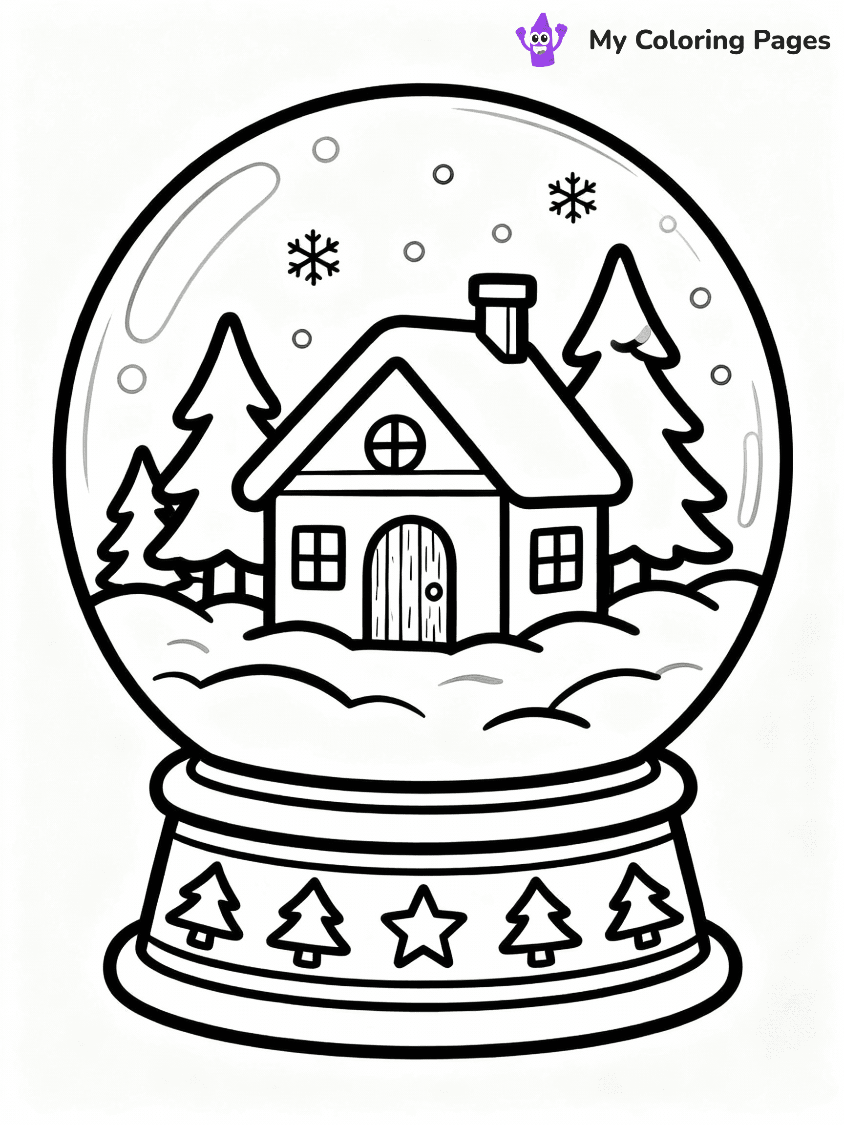 ⚠️ CRITICAL REQUIREMENT - ABSOLUTE BLACK AND WHITE ONLY ⚠️
This MUST be a BLACK AND WHITE line drawing ONLY. NO COLORS whatsoever.
- ONLY pure black lines (#000000) on pure white background (#FFFFFF)
- ABSOLUTELY NO colors, NO shading, NO gradients, NO grayscale
- If there are ANY colors in the output, the image is REJECTED
- This is a COLORING PAGE - meant to be COLORED IN by children
- The output must be UNCOLORED line art ready for coloring
⚠️ SUBJECT TO DRAW: A magical snow globe featuring a winter cottage scene, in Christmas-themed style. PURE OUTLINES. NO FILLS, COLOR, SHADING, OR GREYSCALE. WHITE BACKGROUND.
(REMEMBER: Output must be BLACK AND WHITE line art only, NOT colored!)
# Flat, Friendly Cartoon Line-Art Coloring Page
You are generating a **pure black-and-white binary image** of a child-friendly cartoon scene combining characters and background scenery in one cohesive composition.
## Rendering Rules (Strict)
- Only two colors: pure black (#000000) outlines and pure white (#FFFFFF) background.
- No grayscale, shading, gradients, tints, fills, transparency, or partial pixels.
- No antialiasing or blended edges; every pixel is 100% black or white.
- No solid black fills inside shapes — all areas inside outlines must remain white.
- No dark clothing areas or filled tone blocks; all garments outlined only.
- No shadows, textures, lighting, or tonal variations.
- Must look like flat binary vector line-art for coloring pages.
## Drawing & Composition
- **Medium, consistent line weight**; clean closed outlines easy to color inside.
- **Flat, simple, child-friendly design** — no realism or 3D depth.
- Characters are **grounded on a surface**, centered and large.
- **Balanced composition** with clear silhouettes and minimal props.
## Scenery & Style
- Landmarks (e.g., mosque, CN Tower) and scenery (trees, benches, waves) drawn with **black outlines only.**
- For real-world figures, teams, or places, show accurate details using only black outlines—no text or logos. Use distinctive uniform patterns, abstract symbols, and landmark silhouettes to convey identity.
- Keep **consistent perspective**; no floating elements.
- **Style:** whimsical **Doodle Art Alley** — rounded, friendly outlines.
- May adapt shapes from **Crayola, Disney, Peppa Pig, Cocomelon** — *by shape only, never color.*
- Final output: **flat, crisp, binary (#000000/#FFFFFF)**, **no filled color or background text.**
EXTREMELYE IMPORTANT:
- PURE BINARY LINE-ART; NO FILLS (HAIR/CLOTHES/SKIN), SHADING, OR GREY.
- NO SHADING, COLOR. MUST BE WHITE BACKGROUND.
⚠️ FINAL REMINDER: Draw the subject "A magical snow globe featuring a winter cottage scene, in Christmas-themed style. PURE OUTLINES. NO FILLS, COLOR, SHADING, OR GREYSCALE. WHITE BACKGROUND." as BLACK AND WHITE line art. Zero colors in output.