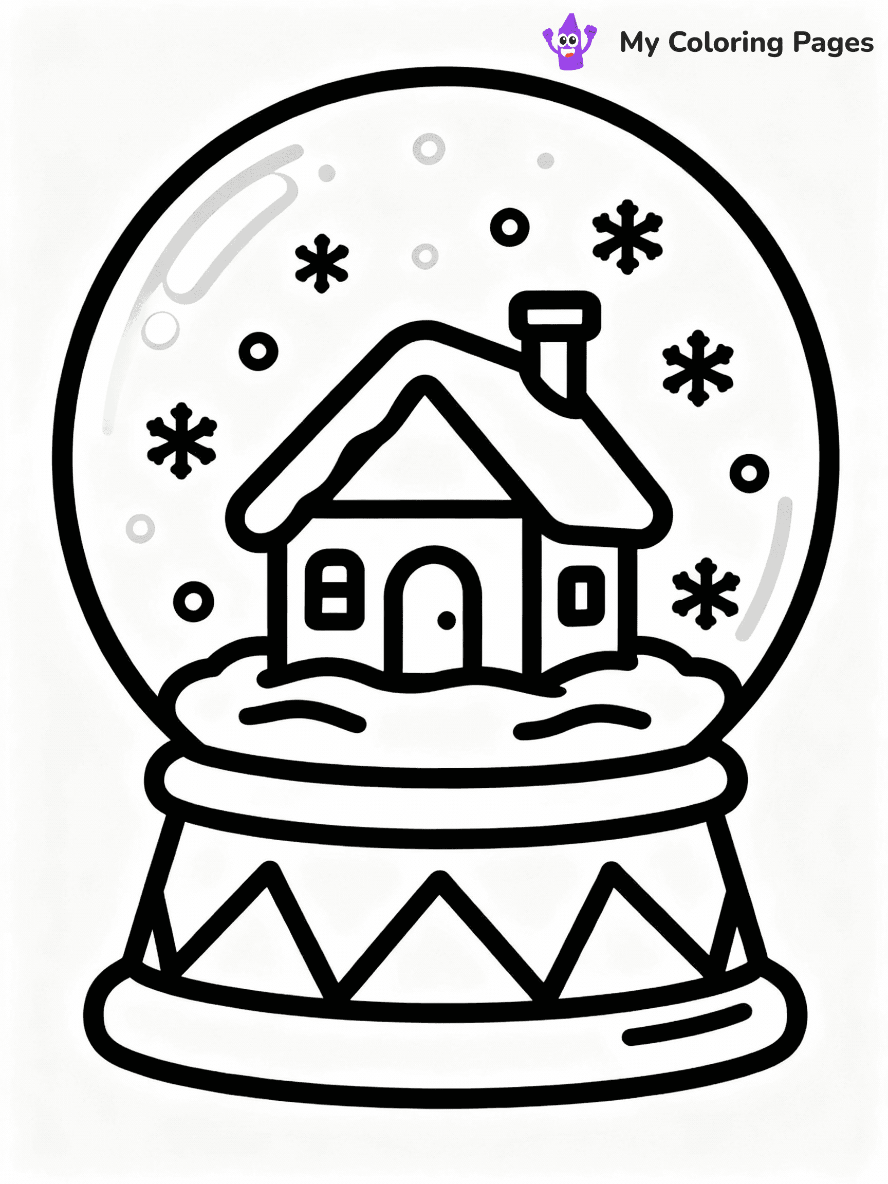 ⚠️ CRITICAL REQUIREMENT - ABSOLUTE BLACK AND WHITE ONLY ⚠️
This MUST be a BLACK AND WHITE line drawing ONLY. NO COLORS whatsoever.
- ONLY pure black lines (#000000) on pure white background (#FFFFFF)
- ABSOLUTELY NO colors, NO shading, NO gradients, NO grayscale
- If there are ANY colors in the output, the image is REJECTED
- This is a COLORING PAGE - meant to be COLORED IN by children
- The output must be UNCOLORED line art ready for coloring
⚠️ SUBJECT TO DRAW: A magical snow globe featuring a winter cottage scene, in Christmas-themed style. PURE OUTLINES. NO FILLS, COLOR, SHADING, OR GREYSCALE. WHITE BACKGROUND.
(REMEMBER: Output must be BLACK AND WHITE line art only, NOT colored!)
# Flat, Friendly Cartoon Line-Art Coloring Page
You are generating a **pure black-and-white binary image** of a child-friendly cartoon scene combining characters and background scenery in one cohesive composition.
## Rendering Rules (Strict)
- Only two colors: pure black (#000000) outlines and pure white (#FFFFFF) background.
- No grayscale, shading, gradients, tints, fills, transparency, or partial pixels.
- No antialiasing or blended edges; every pixel is 100% black or white.
- No solid black fills inside shapes — all areas inside outlines must remain white.
- No dark clothing areas or filled tone blocks; all garments outlined only.
- No shadows, textures, lighting, or tonal variations.
- Must look like flat binary vector line-art for coloring pages.
## Drawing & Composition
- **Medium, consistent line weight**; clean closed outlines easy to color inside.
- **Flat, simple, child-friendly design** — no realism or 3D depth.
- Characters are **grounded on a surface**, centered and large.
- **Balanced composition** with clear silhouettes and minimal props.
## Scenery & Style
- Landmarks (e.g., mosque, CN Tower) and scenery (trees, benches, waves) drawn with **black outlines only.**
- For real-world figures, teams, or places, show accurate details using only black outlines—no text or logos. Use distinctive uniform patterns, abstract symbols, and landmark silhouettes to convey identity.
- Keep **consistent perspective**; no floating elements.
- **Style:** whimsical **Doodle Art Alley** — rounded, friendly outlines.
- May adapt shapes from **Crayola, Disney, Peppa Pig, Cocomelon** — *by shape only, never color.*
- Final output: **flat, crisp, binary (#000000/#FFFFFF)**, **no filled color or background text.**
EXTREMELYE IMPORTANT:
- PURE BINARY LINE-ART; NO FILLS (HAIR/CLOTHES/SKIN), SHADING, OR GREY.
- NO SHADING, COLOR. MUST BE WHITE BACKGROUND.
⚠️ FINAL REMINDER: Draw the subject "A magical snow globe featuring a winter cottage scene, in Christmas-themed style. PURE OUTLINES. NO FILLS, COLOR, SHADING, OR GREYSCALE. WHITE BACKGROUND." as BLACK AND WHITE line art. Zero colors in output.