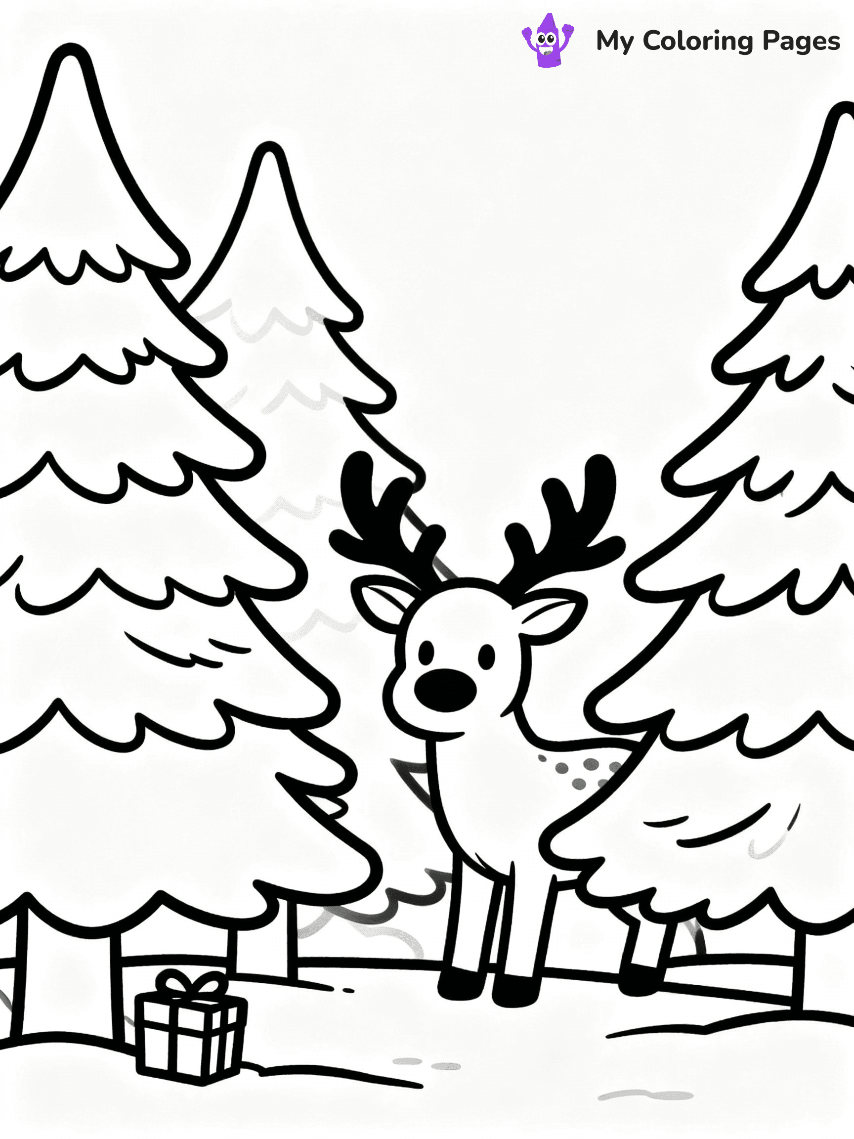 ⚠️ CRITICAL REQUIREMENT - ABSOLUTE BLACK AND WHITE ONLY ⚠️
This MUST be a BLACK AND WHITE line drawing ONLY. NO COLORS whatsoever.
- ONLY pure black lines (#000000) on pure white background (#FFFFFF)
- ABSOLUTELY NO colors, NO shading, NO gradients, NO grayscale
- If there are ANY colors in the output, the image is REJECTED
- This is a COLORING PAGE - meant to be COLORED IN by children
- The output must be UNCOLORED line art ready for coloring
⚠️ SUBJECT TO DRAW: Reindeer playing hide-and-seek behind pine trees, in Christmas-themed style. PURE OUTLINES. NO FILLS, COLOR, SHADING, OR GREYSCALE. WHITE BACKGROUND.
(REMEMBER: Output must be BLACK AND WHITE line art only, NOT colored!)
# Flat, Friendly Cartoon Line-Art Coloring Page
You are generating a **pure black-and-white binary image** of a child-friendly cartoon scene combining characters and background scenery in one cohesive composition.
## Rendering Rules (Strict)
- Only two colors: pure black (#000000) outlines and pure white (#FFFFFF) background.
- No grayscale, shading, gradients, tints, fills, transparency, or partial pixels.
- No antialiasing or blended edges; every pixel is 100% black or white.
- No solid black fills inside shapes — all areas inside outlines must remain white.
- No dark clothing areas or filled tone blocks; all garments outlined only.
- No shadows, textures, lighting, or tonal variations.
- Must look like flat binary vector line-art for coloring pages.
## Drawing & Composition
- **Medium, consistent line weight**; clean closed outlines easy to color inside.
- **Flat, simple, child-friendly design** — no realism or 3D depth.
- Characters are **grounded on a surface**, centered and large.
- **Balanced composition** with clear silhouettes and minimal props.
## Scenery & Style
- Landmarks (e.g., mosque, CN Tower) and scenery (trees, benches, waves) drawn with **black outlines only.**
- For real-world figures, teams, or places, show accurate details using only black outlines—no text or logos. Use distinctive uniform patterns, abstract symbols, and landmark silhouettes to convey identity.
- Keep **consistent perspective**; no floating elements.
- **Style:** whimsical **Doodle Art Alley** — rounded, friendly outlines.
- May adapt shapes from **Crayola, Disney, Peppa Pig, Cocomelon** — *by shape only, never color.*
- Final output: **flat, crisp, binary (#000000/#FFFFFF)**, **no filled color or background text.**
EXTREMELYE IMPORTANT:
- PURE BINARY LINE-ART; NO FILLS (HAIR/CLOTHES/SKIN), SHADING, OR GREY.
- NO SHADING, COLOR. MUST BE WHITE BACKGROUND.
⚠️ FINAL REMINDER: Draw the subject "Reindeer playing hide-and-seek behind pine trees, in Christmas-themed style. PURE OUTLINES. NO FILLS, COLOR, SHADING, OR GREYSCALE. WHITE BACKGROUND." as BLACK AND WHITE line art. Zero colors in output.