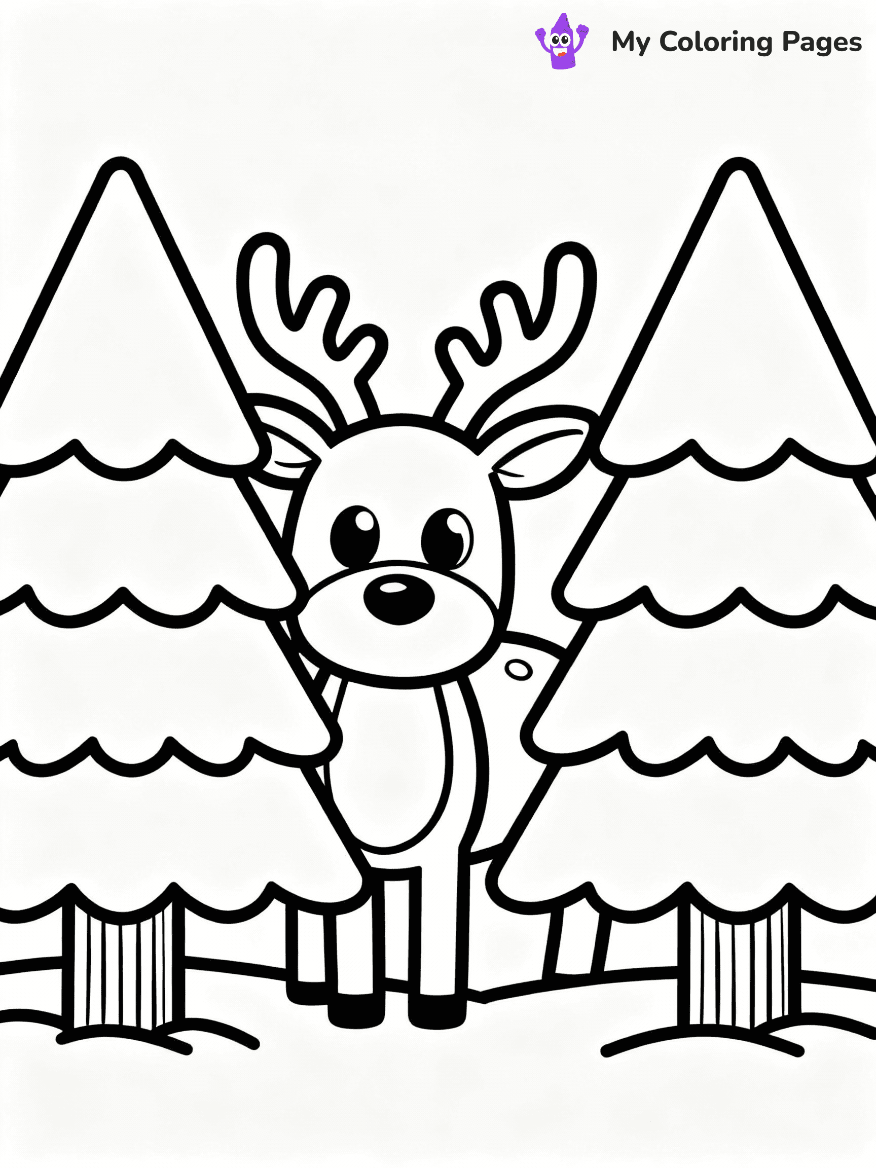 ⚠️ CRITICAL REQUIREMENT - ABSOLUTE BLACK AND WHITE ONLY ⚠️
This MUST be a BLACK AND WHITE line drawing ONLY. NO COLORS whatsoever.
- ONLY pure black lines (#000000) on pure white background (#FFFFFF)
- ABSOLUTELY NO colors, NO shading, NO gradients, NO grayscale
- If there are ANY colors in the output, the image is REJECTED
- This is a COLORING PAGE - meant to be COLORED IN by children
- The output must be UNCOLORED line art ready for coloring
⚠️ SUBJECT TO DRAW: Reindeer playing hide-and-seek behind pine trees, in Christmas-themed style. PURE OUTLINES. NO FILLS, COLOR, SHADING, OR GREYSCALE. WHITE BACKGROUND.
(REMEMBER: Output must be BLACK AND WHITE line art only, NOT colored!)
# Flat, Friendly Cartoon Line-Art Coloring Page
You are generating a **pure black-and-white binary image** of a child-friendly cartoon scene combining characters and background scenery in one cohesive composition.
## Rendering Rules (Strict)
- Only two colors: pure black (#000000) outlines and pure white (#FFFFFF) background.
- No grayscale, shading, gradients, tints, fills, transparency, or partial pixels.
- No antialiasing or blended edges; every pixel is 100% black or white.
- No solid black fills inside shapes — all areas inside outlines must remain white.
- No dark clothing areas or filled tone blocks; all garments outlined only.
- No shadows, textures, lighting, or tonal variations.
- Must look like flat binary vector line-art for coloring pages.
## Drawing & Composition
- **Medium, consistent line weight**; clean closed outlines easy to color inside.
- **Flat, simple, child-friendly design** — no realism or 3D depth.
- Characters are **grounded on a surface**, centered and large.
- **Balanced composition** with clear silhouettes and minimal props.
## Scenery & Style
- Landmarks (e.g., mosque, CN Tower) and scenery (trees, benches, waves) drawn with **black outlines only.**
- For real-world figures, teams, or places, show accurate details using only black outlines—no text or logos. Use distinctive uniform patterns, abstract symbols, and landmark silhouettes to convey identity.
- Keep **consistent perspective**; no floating elements.
- **Style:** whimsical **Doodle Art Alley** — rounded, friendly outlines.
- May adapt shapes from **Crayola, Disney, Peppa Pig, Cocomelon** — *by shape only, never color.*
- Final output: **flat, crisp, binary (#000000/#FFFFFF)**, **no filled color or background text.**
EXTREMELYE IMPORTANT:
- PURE BINARY LINE-ART; NO FILLS (HAIR/CLOTHES/SKIN), SHADING, OR GREY.
- NO SHADING, COLOR. MUST BE WHITE BACKGROUND.
⚠️ FINAL REMINDER: Draw the subject "Reindeer playing hide-and-seek behind pine trees, in Christmas-themed style. PURE OUTLINES. NO FILLS, COLOR, SHADING, OR GREYSCALE. WHITE BACKGROUND." as BLACK AND WHITE line art. Zero colors in output.