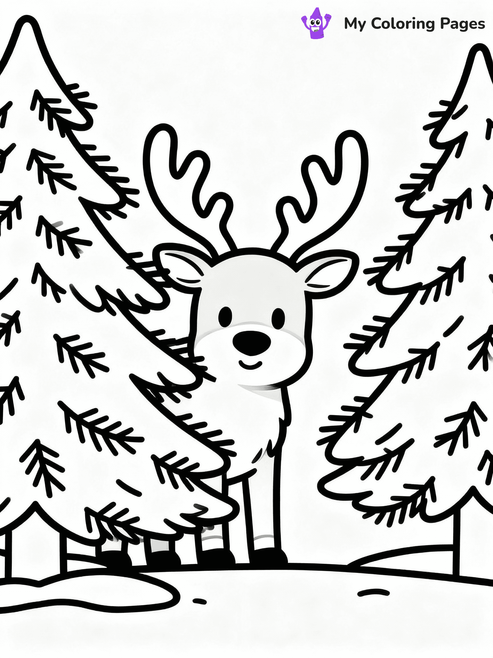 ⚠️ CRITICAL REQUIREMENT - ABSOLUTE BLACK AND WHITE ONLY ⚠️
This MUST be a BLACK AND WHITE line drawing ONLY. NO COLORS whatsoever.
- ONLY pure black lines (#000000) on pure white background (#FFFFFF)
- ABSOLUTELY NO colors, NO shading, NO gradients, NO grayscale
- If there are ANY colors in the output, the image is REJECTED
- This is a COLORING PAGE - meant to be COLORED IN by children
- The output must be UNCOLORED line art ready for coloring
⚠️ SUBJECT TO DRAW: Reindeer playing hide-and-seek behind pine trees, in Christmas-themed style. PURE OUTLINES. NO FILLS, COLOR, SHADING, OR GREYSCALE. WHITE BACKGROUND.
(REMEMBER: Output must be BLACK AND WHITE line art only, NOT colored!)
# Flat, Friendly Cartoon Line-Art Coloring Page
You are generating a **pure black-and-white binary image** of a child-friendly cartoon scene combining characters and background scenery in one cohesive composition.
## Rendering Rules (Strict)
- Only two colors: pure black (#000000) outlines and pure white (#FFFFFF) background.
- No grayscale, shading, gradients, tints, fills, transparency, or partial pixels.
- No antialiasing or blended edges; every pixel is 100% black or white.
- No solid black fills inside shapes — all areas inside outlines must remain white.
- No dark clothing areas or filled tone blocks; all garments outlined only.
- No shadows, textures, lighting, or tonal variations.
- Must look like flat binary vector line-art for coloring pages.
## Drawing & Composition
- **Medium, consistent line weight**; clean closed outlines easy to color inside.
- **Flat, simple, child-friendly design** — no realism or 3D depth.
- Characters are **grounded on a surface**, centered and large.
- **Balanced composition** with clear silhouettes and minimal props.
## Scenery & Style
- Landmarks (e.g., mosque, CN Tower) and scenery (trees, benches, waves) drawn with **black outlines only.**
- For real-world figures, teams, or places, show accurate details using only black outlines—no text or logos. Use distinctive uniform patterns, abstract symbols, and landmark silhouettes to convey identity.
- Keep **consistent perspective**; no floating elements.
- **Style:** whimsical **Doodle Art Alley** — rounded, friendly outlines.
- May adapt shapes from **Crayola, Disney, Peppa Pig, Cocomelon** — *by shape only, never color.*
- Final output: **flat, crisp, binary (#000000/#FFFFFF)**, **no filled color or background text.**
EXTREMELYE IMPORTANT:
- PURE BINARY LINE-ART; NO FILLS (HAIR/CLOTHES/SKIN), SHADING, OR GREY.
- NO SHADING, COLOR. MUST BE WHITE BACKGROUND.
⚠️ FINAL REMINDER: Draw the subject "Reindeer playing hide-and-seek behind pine trees, in Christmas-themed style. PURE OUTLINES. NO FILLS, COLOR, SHADING, OR GREYSCALE. WHITE BACKGROUND." as BLACK AND WHITE line art. Zero colors in output.