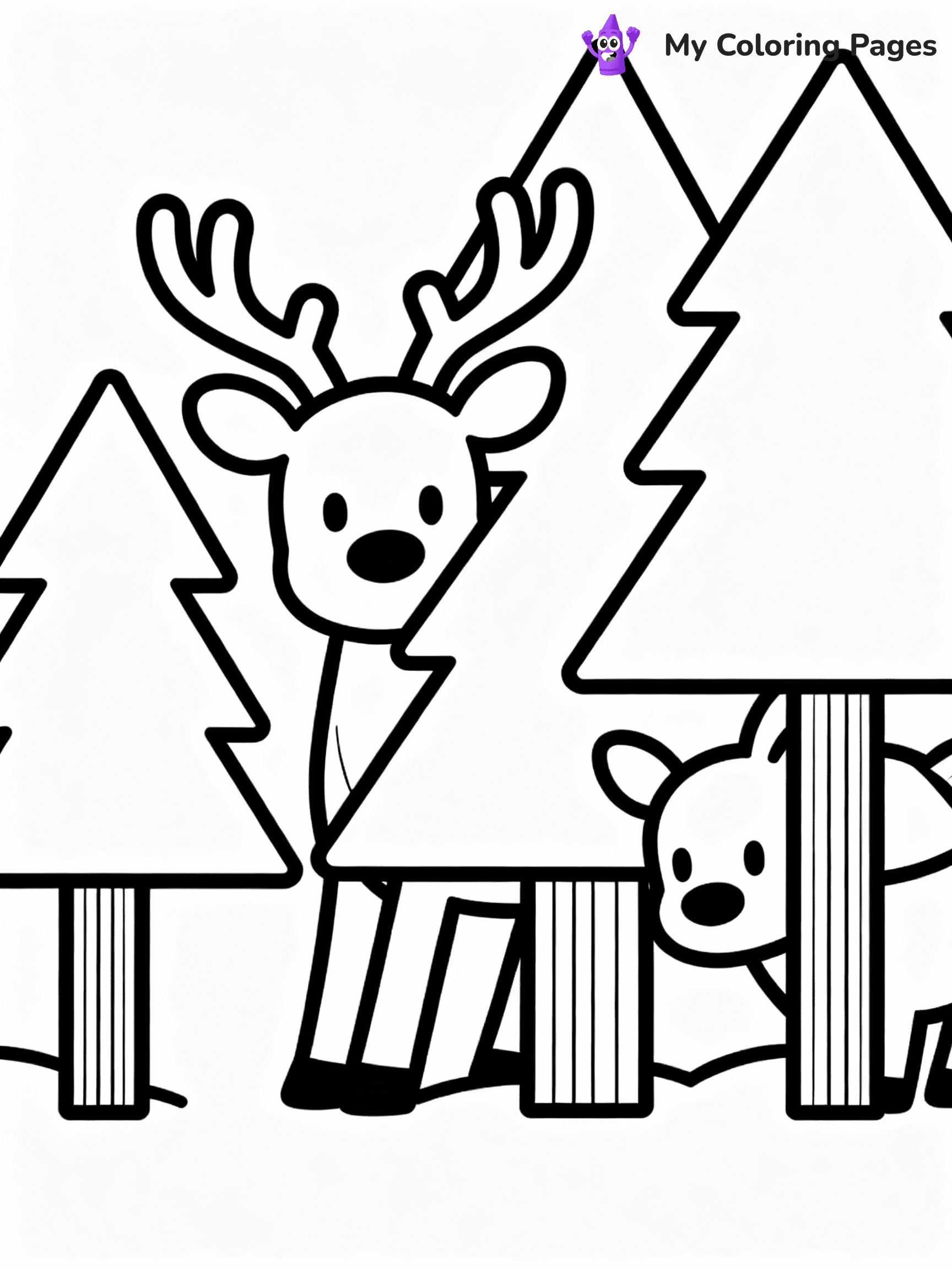 ⚠️ CRITICAL REQUIREMENT - ABSOLUTE BLACK AND WHITE ONLY ⚠️
This MUST be a BLACK AND WHITE line drawing ONLY. NO COLORS whatsoever.
- ONLY pure black lines (#000000) on pure white background (#FFFFFF)
- ABSOLUTELY NO colors, NO shading, NO gradients, NO grayscale
- If there are ANY colors in the output, the image is REJECTED
- This is a COLORING PAGE - meant to be COLORED IN by children
- The output must be UNCOLORED line art ready for coloring
⚠️ SUBJECT TO DRAW: Reindeer playing hide-and-seek behind pine trees, in Christmas-themed style. PURE OUTLINES. NO FILLS, COLOR, SHADING, OR GREYSCALE. WHITE BACKGROUND.
(REMEMBER: Output must be BLACK AND WHITE line art only, NOT colored!)
# Flat, Friendly Cartoon Line-Art Coloring Page
You are generating a **pure black-and-white binary image** of a child-friendly cartoon scene combining characters and background scenery in one cohesive composition.
## Rendering Rules (Strict)
- Only two colors: pure black (#000000) outlines and pure white (#FFFFFF) background.
- No grayscale, shading, gradients, tints, fills, transparency, or partial pixels.
- No antialiasing or blended edges; every pixel is 100% black or white.
- No solid black fills inside shapes — all areas inside outlines must remain white.
- No dark clothing areas or filled tone blocks; all garments outlined only.
- No shadows, textures, lighting, or tonal variations.
- Must look like flat binary vector line-art for coloring pages.
## Drawing & Composition
- **Medium, consistent line weight**; clean closed outlines easy to color inside.
- **Flat, simple, child-friendly design** — no realism or 3D depth.
- Characters are **grounded on a surface**, centered and large.
- **Balanced composition** with clear silhouettes and minimal props.
## Scenery & Style
- Landmarks (e.g., mosque, CN Tower) and scenery (trees, benches, waves) drawn with **black outlines only.**
- For real-world figures, teams, or places, show accurate details using only black outlines—no text or logos. Use distinctive uniform patterns, abstract symbols, and landmark silhouettes to convey identity.
- Keep **consistent perspective**; no floating elements.
- **Style:** whimsical **Doodle Art Alley** — rounded, friendly outlines.
- May adapt shapes from **Crayola, Disney, Peppa Pig, Cocomelon** — *by shape only, never color.*
- Final output: **flat, crisp, binary (#000000/#FFFFFF)**, **no filled color or background text.**
EXTREMELYE IMPORTANT:
- PURE BINARY LINE-ART; NO FILLS (HAIR/CLOTHES/SKIN), SHADING, OR GREY.
- NO SHADING, COLOR. MUST BE WHITE BACKGROUND.
⚠️ FINAL REMINDER: Draw the subject "Reindeer playing hide-and-seek behind pine trees, in Christmas-themed style. PURE OUTLINES. NO FILLS, COLOR, SHADING, OR GREYSCALE. WHITE BACKGROUND." as BLACK AND WHITE line art. Zero colors in output.