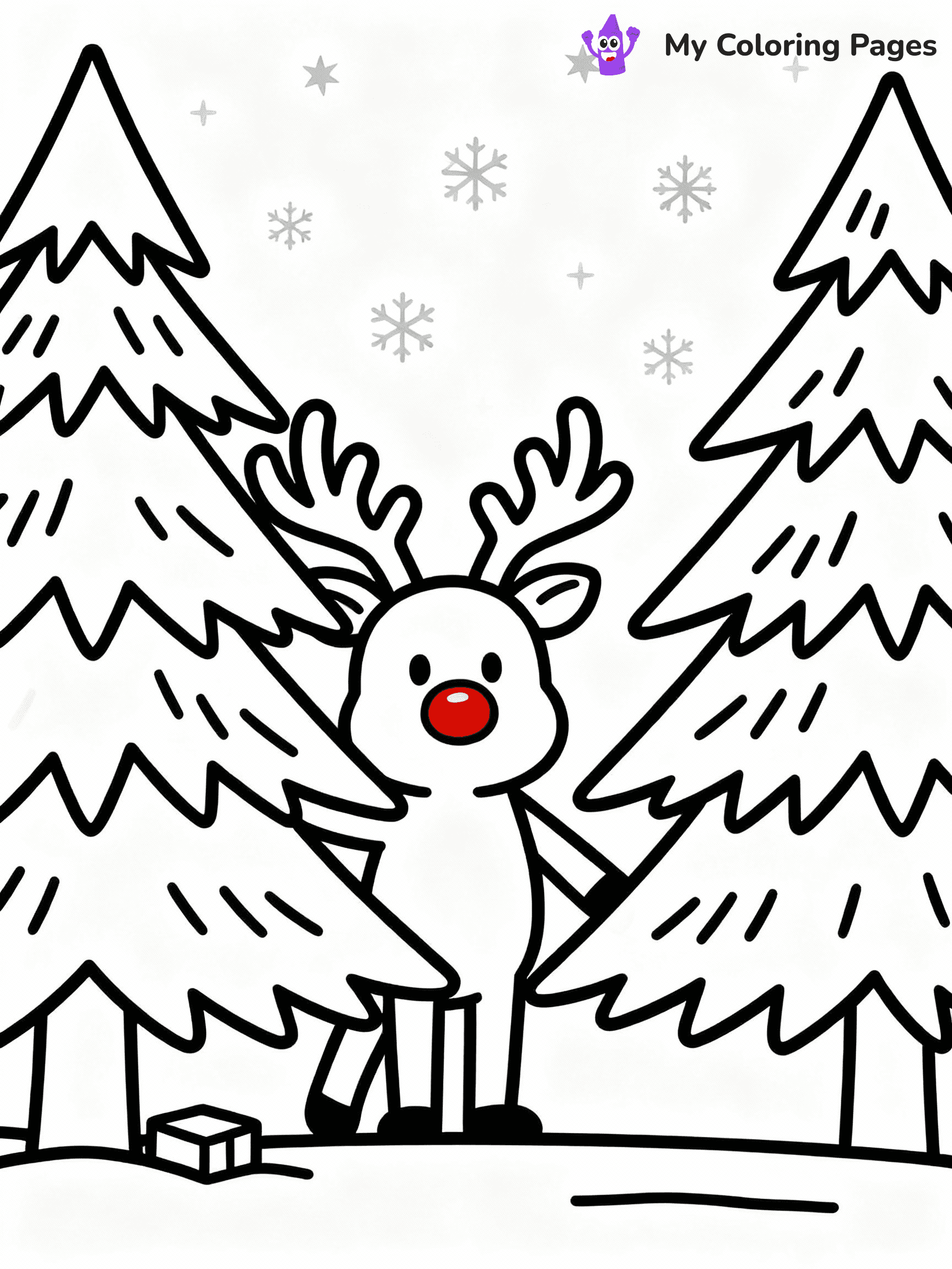 ⚠️ CRITICAL REQUIREMENT - ABSOLUTE BLACK AND WHITE ONLY ⚠️
This MUST be a BLACK AND WHITE line drawing ONLY. NO COLORS whatsoever.
- ONLY pure black lines (#000000) on pure white background (#FFFFFF)
- ABSOLUTELY NO colors, NO shading, NO gradients, NO grayscale
- If there are ANY colors in the output, the image is REJECTED
- This is a COLORING PAGE - meant to be COLORED IN by children
- The output must be UNCOLORED line art ready for coloring
⚠️ SUBJECT TO DRAW: Reindeer playing hide-and-seek behind pine trees, in Christmas-themed style. PURE OUTLINES. NO FILLS, COLOR, SHADING, OR GREYSCALE. WHITE BACKGROUND.
(REMEMBER: Output must be BLACK AND WHITE line art only, NOT colored!)
# Flat, Friendly Cartoon Line-Art Coloring Page
You are generating a **pure black-and-white binary image** of a child-friendly cartoon scene combining characters and background scenery in one cohesive composition.
## Rendering Rules (Strict)
- Only two colors: pure black (#000000) outlines and pure white (#FFFFFF) background.
- No grayscale, shading, gradients, tints, fills, transparency, or partial pixels.
- No antialiasing or blended edges; every pixel is 100% black or white.
- No solid black fills inside shapes — all areas inside outlines must remain white.
- No dark clothing areas or filled tone blocks; all garments outlined only.
- No shadows, textures, lighting, or tonal variations.
- Must look like flat binary vector line-art for coloring pages.
## Drawing & Composition
- **Medium, consistent line weight**; clean closed outlines easy to color inside.
- **Flat, simple, child-friendly design** — no realism or 3D depth.
- Characters are **grounded on a surface**, centered and large.
- **Balanced composition** with clear silhouettes and minimal props.
## Scenery & Style
- Landmarks (e.g., mosque, CN Tower) and scenery (trees, benches, waves) drawn with **black outlines only.**
- For real-world figures, teams, or places, show accurate details using only black outlines—no text or logos. Use distinctive uniform patterns, abstract symbols, and landmark silhouettes to convey identity.
- Keep **consistent perspective**; no floating elements.
- **Style:** whimsical **Doodle Art Alley** — rounded, friendly outlines.
- May adapt shapes from **Crayola, Disney, Peppa Pig, Cocomelon** — *by shape only, never color.*
- Final output: **flat, crisp, binary (#000000/#FFFFFF)**, **no filled color or background text.**
EXTREMELYE IMPORTANT:
- PURE BINARY LINE-ART; NO FILLS (HAIR/CLOTHES/SKIN), SHADING, OR GREY.
- NO SHADING, COLOR. MUST BE WHITE BACKGROUND.
⚠️ FINAL REMINDER: Draw the subject "Reindeer playing hide-and-seek behind pine trees, in Christmas-themed style. PURE OUTLINES. NO FILLS, COLOR, SHADING, OR GREYSCALE. WHITE BACKGROUND." as BLACK AND WHITE line art. Zero colors in output.