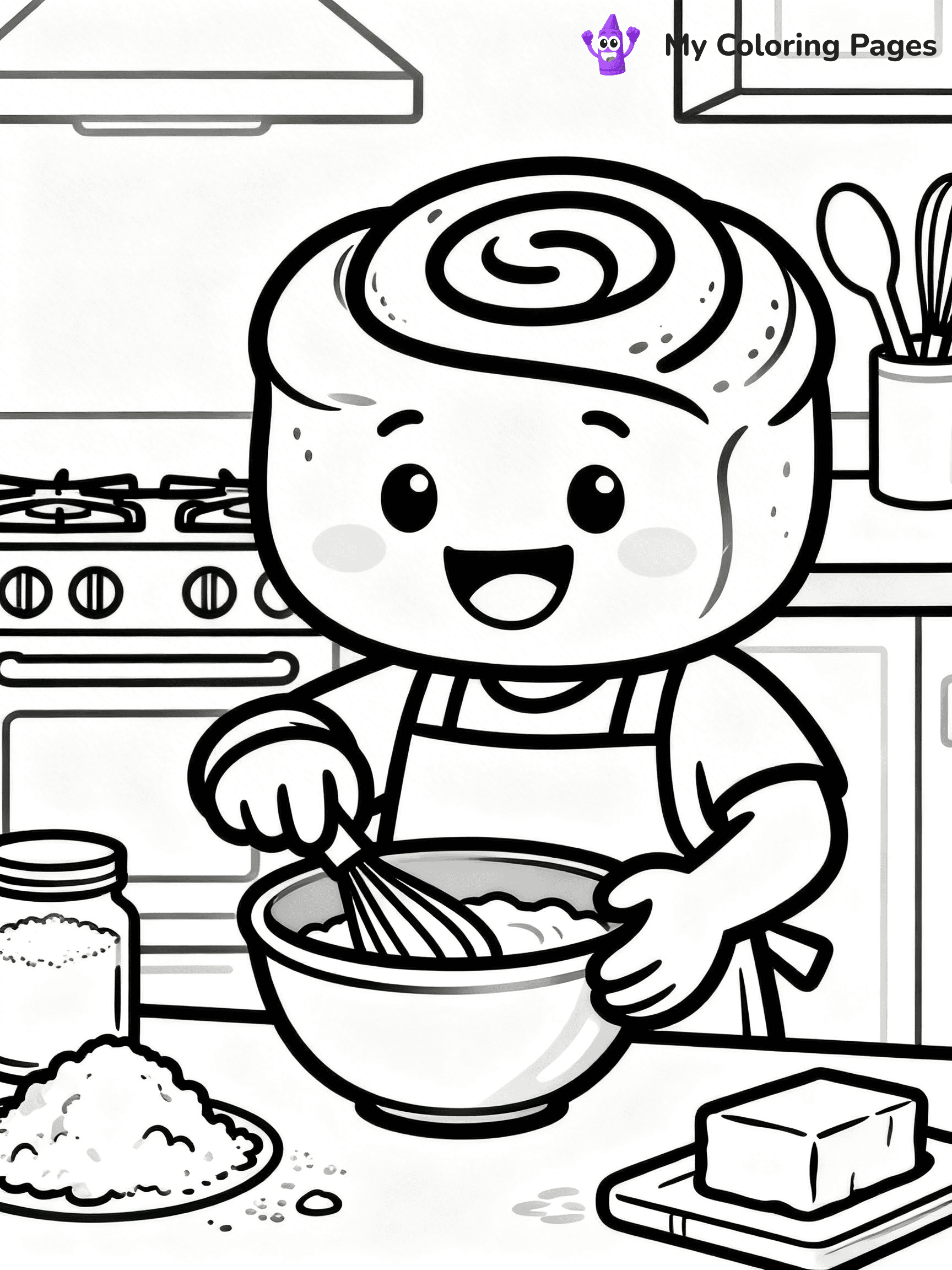 Cinnamon Roll Coloring Pages - 1