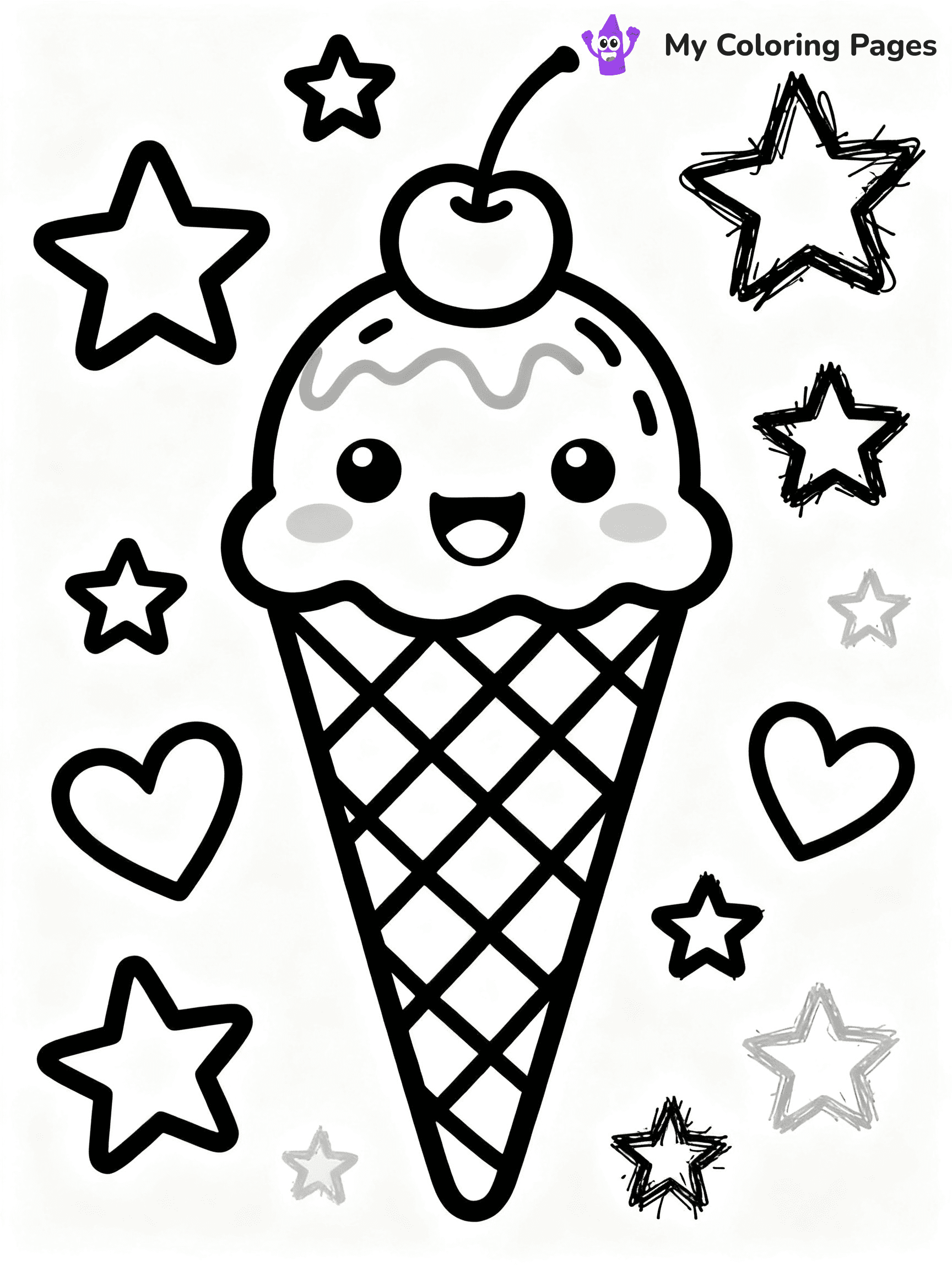 Ice Cream Cone Coloring Pages - 1