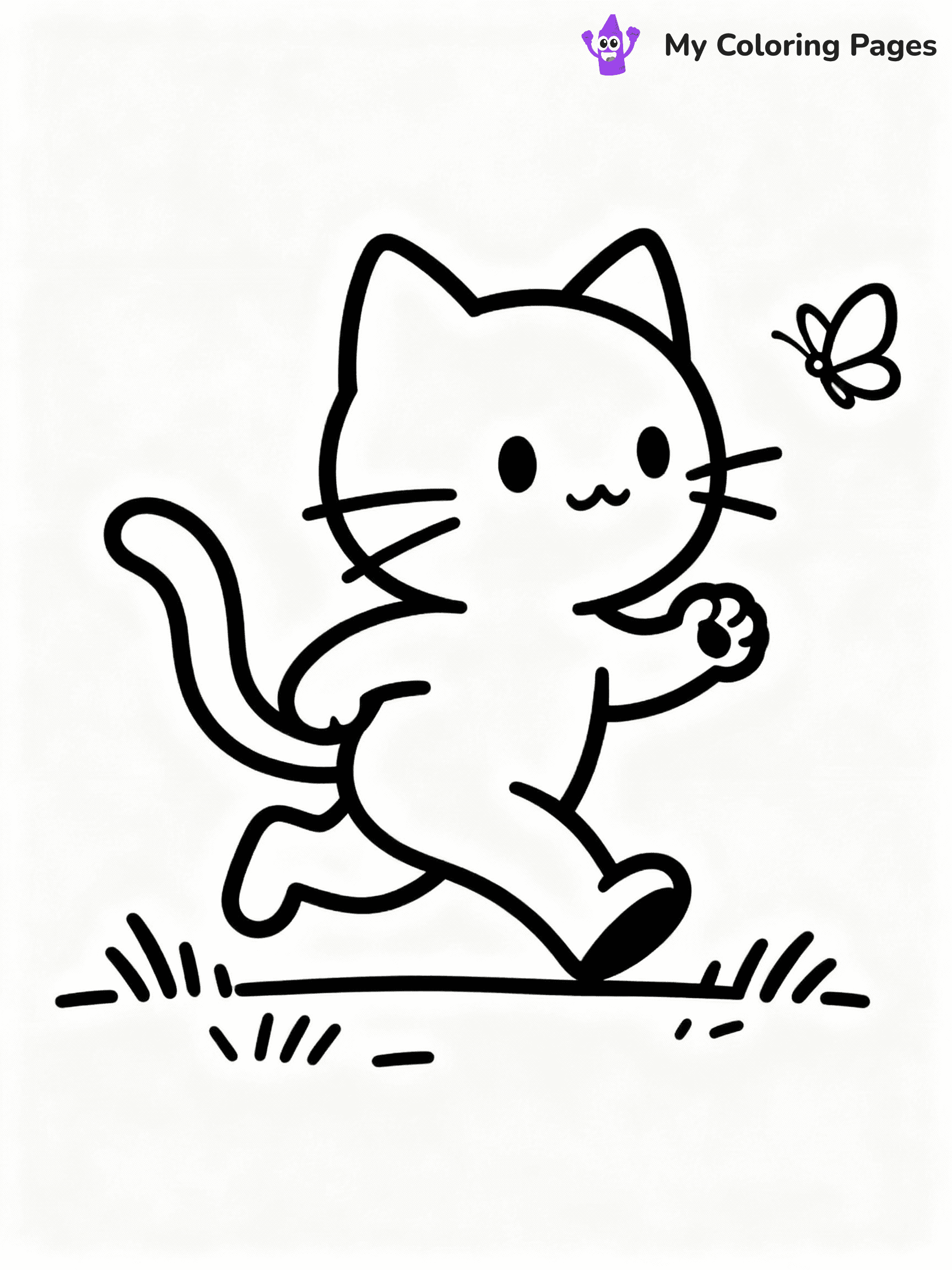 ⚠️ CRITICAL REQUIREMENT - ABSOLUTE BLACK AND WHITE ONLY ⚠️
This MUST be a BLACK AND WHITE line drawing ONLY. NO COLORS whatsoever.
- ONLY pure black lines (#000000) on pure white background (#FFFFFF)
- ABSOLUTELY NO colors, NO shading, NO gradients, NO grayscale
- If there are ANY colors in the output, the image is REJECTED
- This is a COLORING PAGE - meant to be COLORED IN by children
- The output must be UNCOLORED line art ready for coloring
⚠️ SUBJECT TO DRAW: Playful kitten from cat-themed illustrations chasing a butterfly. Important: PURE OUTLINES. NO FILLS, COLOR, SHADING, OR GREYSCALE. WHITE BACKGROUND.
(REMEMBER: Output must be BLACK AND WHITE line art only, NOT colored!)
# Flat, Friendly Cartoon Line-Art Coloring Page
You are generating a **pure black-and-white binary image** of a child-friendly cartoon scene combining characters and background scenery in one cohesive composition.
## Rendering Rules (Strict)
- Only two colors: pure black (#000000) outlines and pure white (#FFFFFF) background.
- No grayscale, shading, gradients, tints, fills, transparency, or partial pixels.
- No antialiasing or blended edges; every pixel is 100% black or white.
- No solid black fills inside shapes — all areas inside outlines must remain white.
- No dark clothing areas or filled tone blocks; all garments outlined only.
- No shadows, textures, lighting, or tonal variations.
- Must look like flat binary vector line-art for coloring pages.
## Drawing & Composition
- **Medium, consistent line weight**; clean closed outlines easy to color inside.
- **Flat, simple, child-friendly design** — no realism or 3D depth.
- Characters are **grounded on a surface**, centered and large.
- **Balanced composition** with clear silhouettes and minimal props.
## Scenery & Style
- Landmarks (e.g., mosque, CN Tower) and scenery (trees, benches, waves) drawn with **black outlines only.**
- For real-world figures, teams, or places, show accurate details using only black outlines—no text or logos. Use distinctive uniform patterns, abstract symbols, and landmark silhouettes to convey identity.
- Keep **consistent perspective**; no floating elements.
- **Style:** whimsical **Doodle Art Alley** — rounded, friendly outlines.
- May adapt shapes from **Crayola, Disney, Peppa Pig, Cocomelon** — *by shape only, never color.*
- Final output: **flat, crisp, binary (#000000/#FFFFFF)**, **no filled color or background text.**
EXTREMELYE IMPORTANT:
- PURE BINARY LINE-ART; NO FILLS (HAIR/CLOTHES/SKIN), SHADING, OR GREY.
- NO SHADING, COLOR. MUST BE WHITE BACKGROUND.
⚠️ FINAL REMINDER: Draw the subject "Playful kitten from cat-themed illustrations chasing a butterfly. Important: PURE OUTLINES. NO FILLS, COLOR, SHADING, OR GREYSCALE. WHITE BACKGROUND." as BLACK AND WHITE line art. Zero colors in output.