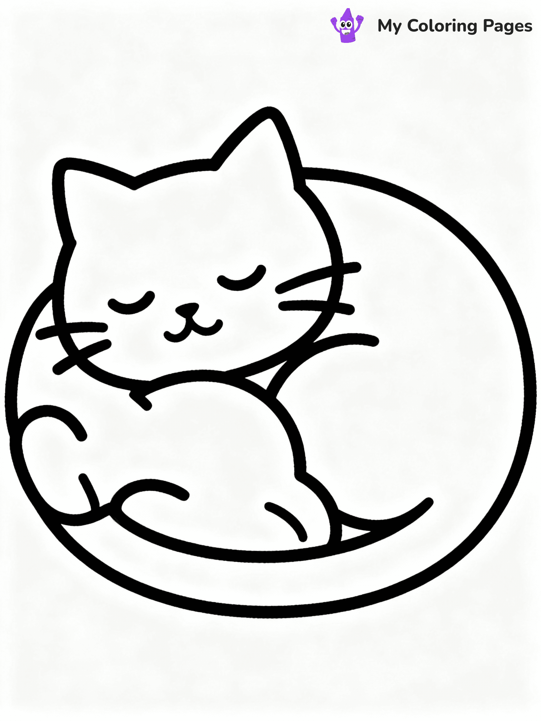 ⚠️ CRITICAL REQUIREMENT - ABSOLUTE BLACK AND WHITE ONLY ⚠️
This MUST be a BLACK AND WHITE line drawing ONLY. NO COLORS whatsoever.
- ONLY pure black lines (#000000) on pure white background (#FFFFFF)
- ABSOLUTELY NO colors, NO shading, NO gradients, NO grayscale
- If there are ANY colors in the output, the image is REJECTED
- This is a COLORING PAGE - meant to be COLORED IN by children
- The output must be UNCOLORED line art ready for coloring
⚠️ SUBJECT TO DRAW: Cute cat from cat-themed illustrations curled up sleeping. Important: PURE OUTLINES. NO FILLS, COLOR, SHADING, OR GREYSCALE. WHITE BACKGROUND.
(REMEMBER: Output must be BLACK AND WHITE line art only, NOT colored!)
# Flat, Friendly Cartoon Line-Art Coloring Page
You are generating a **pure black-and-white binary image** of a child-friendly cartoon scene combining characters and background scenery in one cohesive composition.
## Rendering Rules (Strict)
- Only two colors: pure black (#000000) outlines and pure white (#FFFFFF) background.
- No grayscale, shading, gradients, tints, fills, transparency, or partial pixels.
- No antialiasing or blended edges; every pixel is 100% black or white.
- No solid black fills inside shapes — all areas inside outlines must remain white.
- No dark clothing areas or filled tone blocks; all garments outlined only.
- No shadows, textures, lighting, or tonal variations.
- Must look like flat binary vector line-art for coloring pages.
## Drawing & Composition
- **Medium, consistent line weight**; clean closed outlines easy to color inside.
- **Flat, simple, child-friendly design** — no realism or 3D depth.
- Characters are **grounded on a surface**, centered and large.
- **Balanced composition** with clear silhouettes and minimal props.
## Scenery & Style
- Landmarks (e.g., mosque, CN Tower) and scenery (trees, benches, waves) drawn with **black outlines only.**
- For real-world figures, teams, or places, show accurate details using only black outlines—no text or logos. Use distinctive uniform patterns, abstract symbols, and landmark silhouettes to convey identity.
- Keep **consistent perspective**; no floating elements.
- **Style:** whimsical **Doodle Art Alley** — rounded, friendly outlines.
- May adapt shapes from **Crayola, Disney, Peppa Pig, Cocomelon** — *by shape only, never color.*
- Final output: **flat, crisp, binary (#000000/#FFFFFF)**, **no filled color or background text.**
EXTREMELYE IMPORTANT:
- PURE BINARY LINE-ART; NO FILLS (HAIR/CLOTHES/SKIN), SHADING, OR GREY.
- NO SHADING, COLOR. MUST BE WHITE BACKGROUND.
⚠️ FINAL REMINDER: Draw the subject "Cute cat from cat-themed illustrations curled up sleeping. Important: PURE OUTLINES. NO FILLS, COLOR, SHADING, OR GREYSCALE. WHITE BACKGROUND." as BLACK AND WHITE line art. Zero colors in output.