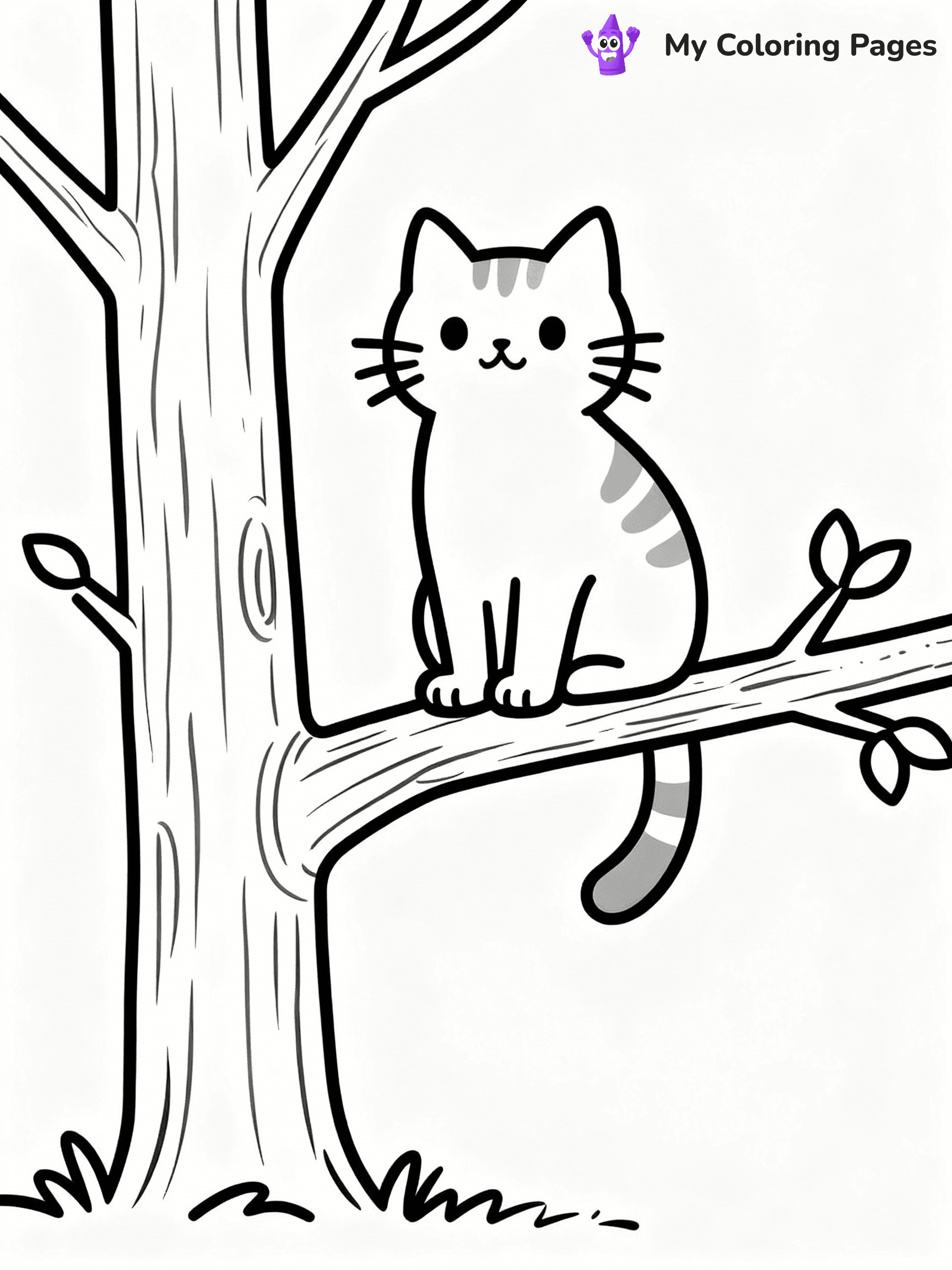 ⚠️ CRITICAL REQUIREMENT - ABSOLUTE BLACK AND WHITE ONLY ⚠️
This MUST be a BLACK AND WHITE line drawing ONLY. NO COLORS whatsoever.
- ONLY pure black lines (#000000) on pure white background (#FFFFFF)
- ABSOLUTELY NO colors, NO shading, NO gradients, NO grayscale
- If there are ANY colors in the output, the image is REJECTED
- This is a COLORING PAGE - meant to be COLORED IN by children
- The output must be UNCOLORED line art ready for coloring
⚠️ SUBJECT TO DRAW: Cat perched on a tree branch. Important: PURE OUTLINES. NO FILLS, COLOR, SHADING, OR GREYSCALE. WHITE BACKGROUND.
(REMEMBER: Output must be BLACK AND WHITE line art only, NOT colored!)
# Flat, Friendly Cartoon Line-Art Coloring Page
You are generating a **pure black-and-white binary image** of a child-friendly cartoon scene combining characters and background scenery in one cohesive composition.
## Rendering Rules (Strict)
- Only two colors: pure black (#000000) outlines and pure white (#FFFFFF) background.
- No grayscale, shading, gradients, tints, fills, transparency, or partial pixels.
- No antialiasing or blended edges; every pixel is 100% black or white.
- No solid black fills inside shapes — all areas inside outlines must remain white.
- No dark clothing areas or filled tone blocks; all garments outlined only.
- No shadows, textures, lighting, or tonal variations.
- Must look like flat binary vector line-art for coloring pages.
## Drawing & Composition
- **Medium, consistent line weight**; clean closed outlines easy to color inside.
- **Flat, simple, child-friendly design** — no realism or 3D depth.
- Characters are **grounded on a surface**, centered and large.
- **Balanced composition** with clear silhouettes and minimal props.
## Scenery & Style
- Landmarks (e.g., mosque, CN Tower) and scenery (trees, benches, waves) drawn with **black outlines only.**
- For real-world figures, teams, or places, show accurate details using only black outlines—no text or logos. Use distinctive uniform patterns, abstract symbols, and landmark silhouettes to convey identity.
- Keep **consistent perspective**; no floating elements.
- **Style:** whimsical **Doodle Art Alley** — rounded, friendly outlines.
- May adapt shapes from **Crayola, Disney, Peppa Pig, Cocomelon** — *by shape only, never color.*
- Final output: **flat, crisp, binary (#000000/#FFFFFF)**, **no filled color or background text.**
EXTREMELYE IMPORTANT:
- PURE BINARY LINE-ART; NO FILLS (HAIR/CLOTHES/SKIN), SHADING, OR GREY.
- NO SHADING, COLOR. MUST BE WHITE BACKGROUND.
⚠️ FINAL REMINDER: Draw the subject "Cat perched on a tree branch. Important: PURE OUTLINES. NO FILLS, COLOR, SHADING, OR GREYSCALE. WHITE BACKGROUND." as BLACK AND WHITE line art. Zero colors in output.