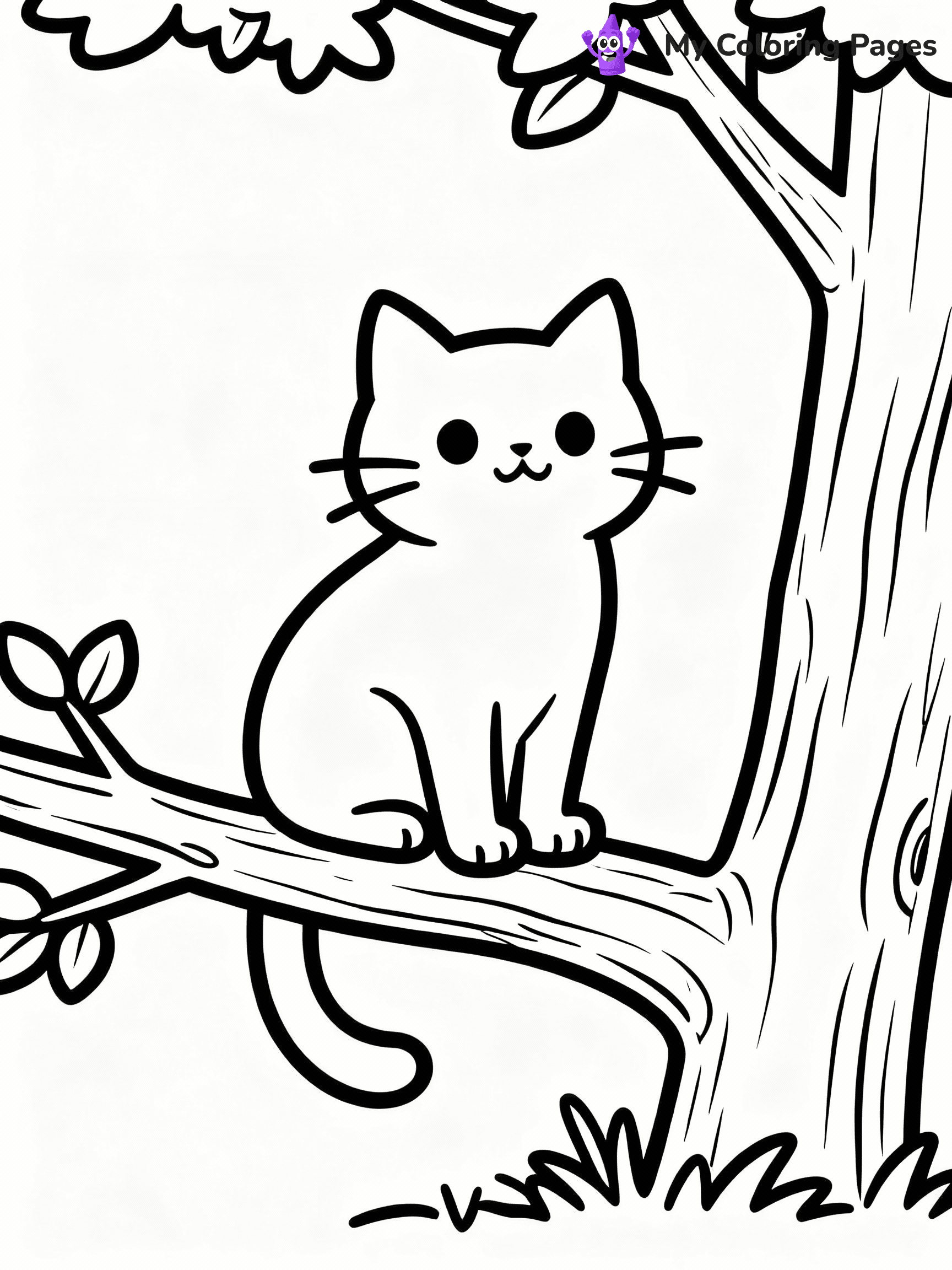 ⚠️ CRITICAL REQUIREMENT - ABSOLUTE BLACK AND WHITE ONLY ⚠️
This MUST be a BLACK AND WHITE line drawing ONLY. NO COLORS whatsoever.
- ONLY pure black lines (#000000) on pure white background (#FFFFFF)
- ABSOLUTELY NO colors, NO shading, NO gradients, NO grayscale
- If there are ANY colors in the output, the image is REJECTED
- This is a COLORING PAGE - meant to be COLORED IN by children
- The output must be UNCOLORED line art ready for coloring
⚠️ SUBJECT TO DRAW: Cat perched on a tree branch. Important: PURE OUTLINES. NO FILLS, COLOR, SHADING, OR GREYSCALE. WHITE BACKGROUND.
(REMEMBER: Output must be BLACK AND WHITE line art only, NOT colored!)
# Flat, Friendly Cartoon Line-Art Coloring Page
You are generating a **pure black-and-white binary image** of a child-friendly cartoon scene combining characters and background scenery in one cohesive composition.
## Rendering Rules (Strict)
- Only two colors: pure black (#000000) outlines and pure white (#FFFFFF) background.
- No grayscale, shading, gradients, tints, fills, transparency, or partial pixels.
- No antialiasing or blended edges; every pixel is 100% black or white.
- No solid black fills inside shapes — all areas inside outlines must remain white.
- No dark clothing areas or filled tone blocks; all garments outlined only.
- No shadows, textures, lighting, or tonal variations.
- Must look like flat binary vector line-art for coloring pages.
## Drawing & Composition
- **Medium, consistent line weight**; clean closed outlines easy to color inside.
- **Flat, simple, child-friendly design** — no realism or 3D depth.
- Characters are **grounded on a surface**, centered and large.
- **Balanced composition** with clear silhouettes and minimal props.
## Scenery & Style
- Landmarks (e.g., mosque, CN Tower) and scenery (trees, benches, waves) drawn with **black outlines only.**
- For real-world figures, teams, or places, show accurate details using only black outlines—no text or logos. Use distinctive uniform patterns, abstract symbols, and landmark silhouettes to convey identity.
- Keep **consistent perspective**; no floating elements.
- **Style:** whimsical **Doodle Art Alley** — rounded, friendly outlines.
- May adapt shapes from **Crayola, Disney, Peppa Pig, Cocomelon** — *by shape only, never color.*
- Final output: **flat, crisp, binary (#000000/#FFFFFF)**, **no filled color or background text.**
EXTREMELYE IMPORTANT:
- PURE BINARY LINE-ART; NO FILLS (HAIR/CLOTHES/SKIN), SHADING, OR GREY.
- NO SHADING, COLOR. MUST BE WHITE BACKGROUND.
⚠️ FINAL REMINDER: Draw the subject "Cat perched on a tree branch. Important: PURE OUTLINES. NO FILLS, COLOR, SHADING, OR GREYSCALE. WHITE BACKGROUND." as BLACK AND WHITE line art. Zero colors in output.