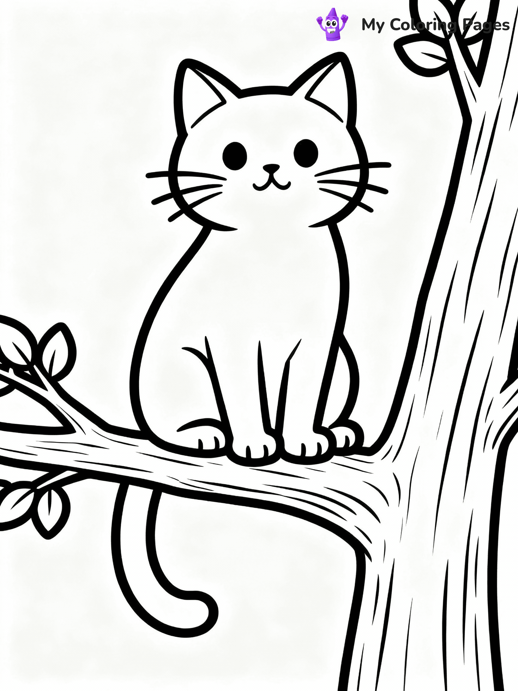 ⚠️ CRITICAL REQUIREMENT - ABSOLUTE BLACK AND WHITE ONLY ⚠️
This MUST be a BLACK AND WHITE line drawing ONLY. NO COLORS whatsoever.
- ONLY pure black lines (#000000) on pure white background (#FFFFFF)
- ABSOLUTELY NO colors, NO shading, NO gradients, NO grayscale
- If there are ANY colors in the output, the image is REJECTED
- This is a COLORING PAGE - meant to be COLORED IN by children
- The output must be UNCOLORED line art ready for coloring
⚠️ SUBJECT TO DRAW: Cat perched on a tree branch. Important: PURE OUTLINES. NO FILLS, COLOR, SHADING, OR GREYSCALE. WHITE BACKGROUND.
(REMEMBER: Output must be BLACK AND WHITE line art only, NOT colored!)
# Flat, Friendly Cartoon Line-Art Coloring Page
You are generating a **pure black-and-white binary image** of a child-friendly cartoon scene combining characters and background scenery in one cohesive composition.
## Rendering Rules (Strict)
- Only two colors: pure black (#000000) outlines and pure white (#FFFFFF) background.
- No grayscale, shading, gradients, tints, fills, transparency, or partial pixels.
- No antialiasing or blended edges; every pixel is 100% black or white.
- No solid black fills inside shapes — all areas inside outlines must remain white.
- No dark clothing areas or filled tone blocks; all garments outlined only.
- No shadows, textures, lighting, or tonal variations.
- Must look like flat binary vector line-art for coloring pages.
## Drawing & Composition
- **Medium, consistent line weight**; clean closed outlines easy to color inside.
- **Flat, simple, child-friendly design** — no realism or 3D depth.
- Characters are **grounded on a surface**, centered and large.
- **Balanced composition** with clear silhouettes and minimal props.
## Scenery & Style
- Landmarks (e.g., mosque, CN Tower) and scenery (trees, benches, waves) drawn with **black outlines only.**
- For real-world figures, teams, or places, show accurate details using only black outlines—no text or logos. Use distinctive uniform patterns, abstract symbols, and landmark silhouettes to convey identity.
- Keep **consistent perspective**; no floating elements.
- **Style:** whimsical **Doodle Art Alley** — rounded, friendly outlines.
- May adapt shapes from **Crayola, Disney, Peppa Pig, Cocomelon** — *by shape only, never color.*
- Final output: **flat, crisp, binary (#000000/#FFFFFF)**, **no filled color or background text.**
EXTREMELYE IMPORTANT:
- PURE BINARY LINE-ART; NO FILLS (HAIR/CLOTHES/SKIN), SHADING, OR GREY.
- NO SHADING, COLOR. MUST BE WHITE BACKGROUND.
⚠️ FINAL REMINDER: Draw the subject "Cat perched on a tree branch. Important: PURE OUTLINES. NO FILLS, COLOR, SHADING, OR GREYSCALE. WHITE BACKGROUND." as BLACK AND WHITE line art. Zero colors in output.