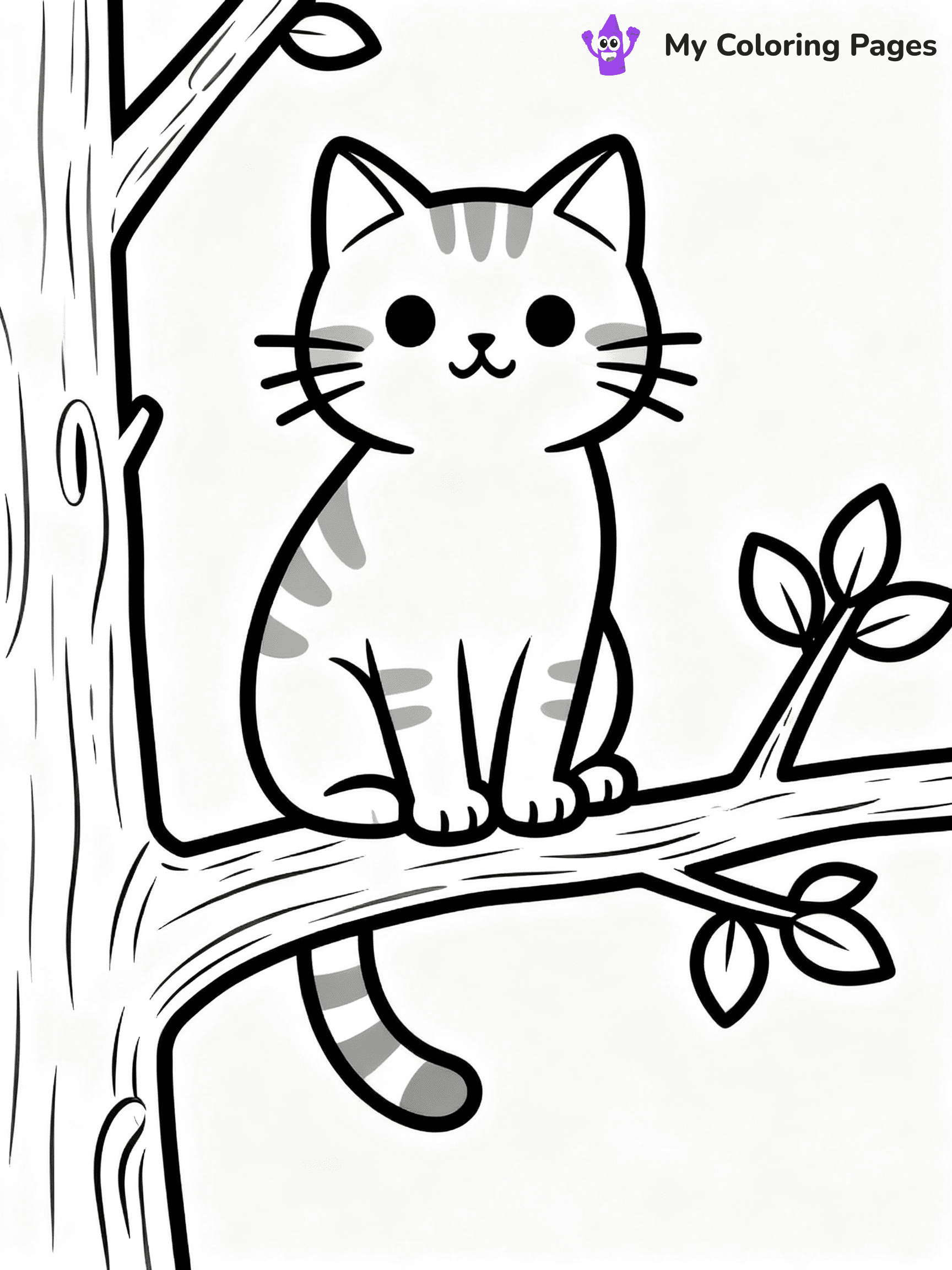 ⚠️ CRITICAL REQUIREMENT - ABSOLUTE BLACK AND WHITE ONLY ⚠️
This MUST be a BLACK AND WHITE line drawing ONLY. NO COLORS whatsoever.
- ONLY pure black lines (#000000) on pure white background (#FFFFFF)
- ABSOLUTELY NO colors, NO shading, NO gradients, NO grayscale
- If there are ANY colors in the output, the image is REJECTED
- This is a COLORING PAGE - meant to be COLORED IN by children
- The output must be UNCOLORED line art ready for coloring
⚠️ SUBJECT TO DRAW: Cat perched on a tree branch. Important: PURE OUTLINES. NO FILLS, COLOR, SHADING, OR GREYSCALE. WHITE BACKGROUND.
(REMEMBER: Output must be BLACK AND WHITE line art only, NOT colored!)
# Flat, Friendly Cartoon Line-Art Coloring Page
You are generating a **pure black-and-white binary image** of a child-friendly cartoon scene combining characters and background scenery in one cohesive composition.
## Rendering Rules (Strict)
- Only two colors: pure black (#000000) outlines and pure white (#FFFFFF) background.
- No grayscale, shading, gradients, tints, fills, transparency, or partial pixels.
- No antialiasing or blended edges; every pixel is 100% black or white.
- No solid black fills inside shapes — all areas inside outlines must remain white.
- No dark clothing areas or filled tone blocks; all garments outlined only.
- No shadows, textures, lighting, or tonal variations.
- Must look like flat binary vector line-art for coloring pages.
## Drawing & Composition
- **Medium, consistent line weight**; clean closed outlines easy to color inside.
- **Flat, simple, child-friendly design** — no realism or 3D depth.
- Characters are **grounded on a surface**, centered and large.
- **Balanced composition** with clear silhouettes and minimal props.
## Scenery & Style
- Landmarks (e.g., mosque, CN Tower) and scenery (trees, benches, waves) drawn with **black outlines only.**
- For real-world figures, teams, or places, show accurate details using only black outlines—no text or logos. Use distinctive uniform patterns, abstract symbols, and landmark silhouettes to convey identity.
- Keep **consistent perspective**; no floating elements.
- **Style:** whimsical **Doodle Art Alley** — rounded, friendly outlines.
- May adapt shapes from **Crayola, Disney, Peppa Pig, Cocomelon** — *by shape only, never color.*
- Final output: **flat, crisp, binary (#000000/#FFFFFF)**, **no filled color or background text.**
EXTREMELYE IMPORTANT:
- PURE BINARY LINE-ART; NO FILLS (HAIR/CLOTHES/SKIN), SHADING, OR GREY.
- NO SHADING, COLOR. MUST BE WHITE BACKGROUND.
⚠️ FINAL REMINDER: Draw the subject "Cat perched on a tree branch. Important: PURE OUTLINES. NO FILLS, COLOR, SHADING, OR GREYSCALE. WHITE BACKGROUND." as BLACK AND WHITE line art. Zero colors in output.