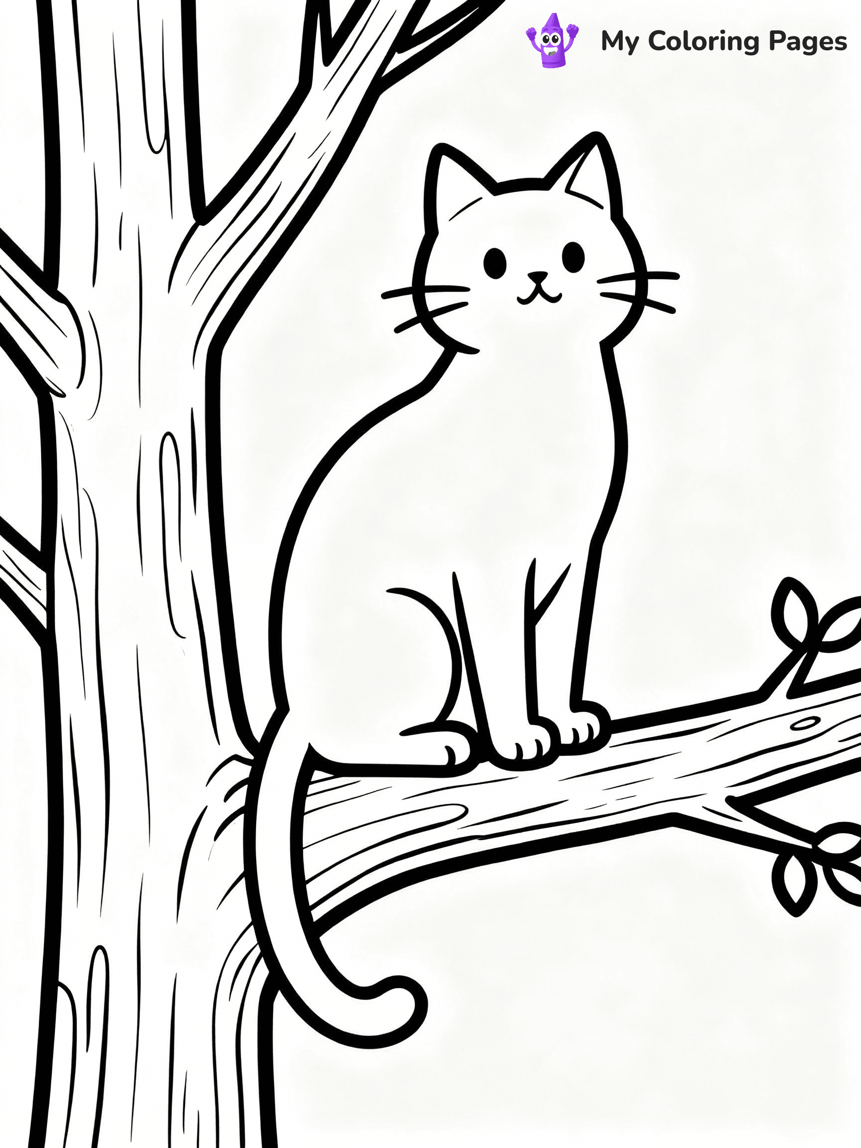 ⚠️ CRITICAL REQUIREMENT - ABSOLUTE BLACK AND WHITE ONLY ⚠️
This MUST be a BLACK AND WHITE line drawing ONLY. NO COLORS whatsoever.
- ONLY pure black lines (#000000) on pure white background (#FFFFFF)
- ABSOLUTELY NO colors, NO shading, NO gradients, NO grayscale
- If there are ANY colors in the output, the image is REJECTED
- This is a COLORING PAGE - meant to be COLORED IN by children
- The output must be UNCOLORED line art ready for coloring
⚠️ SUBJECT TO DRAW: Cat perched on a tree branch. Important: PURE OUTLINES. NO FILLS, COLOR, SHADING, OR GREYSCALE. WHITE BACKGROUND.
(REMEMBER: Output must be BLACK AND WHITE line art only, NOT colored!)
# Flat, Friendly Cartoon Line-Art Coloring Page
You are generating a **pure black-and-white binary image** of a child-friendly cartoon scene combining characters and background scenery in one cohesive composition.
## Rendering Rules (Strict)
- Only two colors: pure black (#000000) outlines and pure white (#FFFFFF) background.
- No grayscale, shading, gradients, tints, fills, transparency, or partial pixels.
- No antialiasing or blended edges; every pixel is 100% black or white.
- No solid black fills inside shapes — all areas inside outlines must remain white.
- No dark clothing areas or filled tone blocks; all garments outlined only.
- No shadows, textures, lighting, or tonal variations.
- Must look like flat binary vector line-art for coloring pages.
## Drawing & Composition
- **Medium, consistent line weight**; clean closed outlines easy to color inside.
- **Flat, simple, child-friendly design** — no realism or 3D depth.
- Characters are **grounded on a surface**, centered and large.
- **Balanced composition** with clear silhouettes and minimal props.
## Scenery & Style
- Landmarks (e.g., mosque, CN Tower) and scenery (trees, benches, waves) drawn with **black outlines only.**
- For real-world figures, teams, or places, show accurate details using only black outlines—no text or logos. Use distinctive uniform patterns, abstract symbols, and landmark silhouettes to convey identity.
- Keep **consistent perspective**; no floating elements.
- **Style:** whimsical **Doodle Art Alley** — rounded, friendly outlines.
- May adapt shapes from **Crayola, Disney, Peppa Pig, Cocomelon** — *by shape only, never color.*
- Final output: **flat, crisp, binary (#000000/#FFFFFF)**, **no filled color or background text.**
EXTREMELYE IMPORTANT:
- PURE BINARY LINE-ART; NO FILLS (HAIR/CLOTHES/SKIN), SHADING, OR GREY.
- NO SHADING, COLOR. MUST BE WHITE BACKGROUND.
⚠️ FINAL REMINDER: Draw the subject "Cat perched on a tree branch. Important: PURE OUTLINES. NO FILLS, COLOR, SHADING, OR GREYSCALE. WHITE BACKGROUND." as BLACK AND WHITE line art. Zero colors in output.